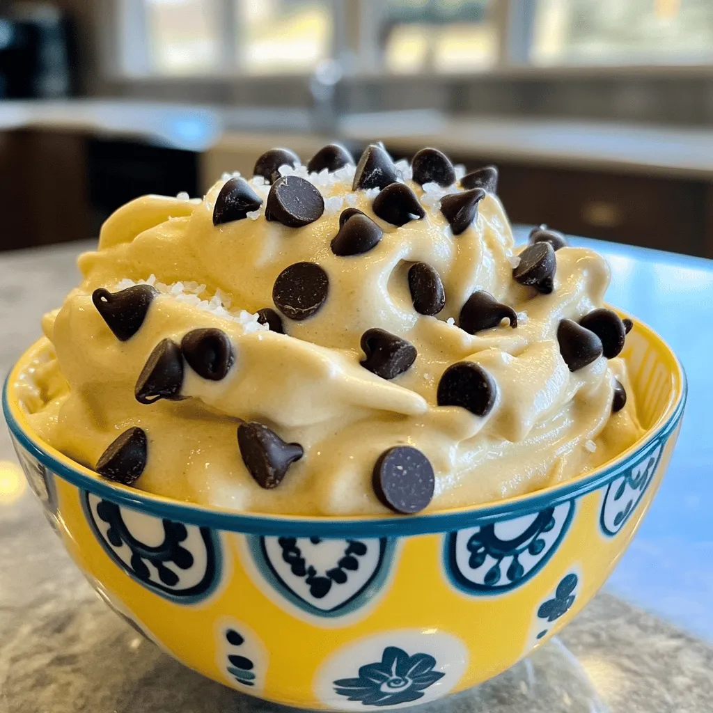 To make Vanilla Choc Chip Protein Nicecream, gather these main ingredients: - 4 ripe bananas, sliced and frozen - 1 scoop vanilla protein powder - 1 teaspoon vanilla extract - 2 tablespoons almond milk (or any milk of your choice) - 1/4 cup dark chocolate chips (or dairy-free chocolate chips) - Pinch of sea salt These ingredients create a creamy and delicious nicecream. The frozen bananas give it a smooth texture, while the protein powder adds a healthy boost. If you don't have an ingredient, here are some easy swaps: - Use coconut milk instead of almond milk for a richer flavor. - Swap chocolate chips for chopped nuts or dried fruit if you prefer. - If you want a different flavor, use chocolate protein powder instead of vanilla. These substitutions help you customize the nicecream to fit your taste. Add fun toppings to make your nicecream more exciting! Here are some ideas: - Sliced fresh bananas - Crushed nuts for crunch - A drizzle of honey or maple syrup - Shredded coconut These toppings will enhance your nicecream and make it even more enjoyable. Feel free to mix and match to find your favorite combination. For the full recipe, check out the details above. Start with ripe bananas. They should be yellow and slightly speckled. Slice them into small pieces. Place the banana slices in the freezer for at least two hours. This step is key for a creamy texture. Frozen bananas create a smooth base for your nicecream. Once the bananas are frozen, grab a food processor. Add the frozen banana slices, one scoop of vanilla protein powder, and one teaspoon of vanilla extract. Pour in two tablespoons of almond milk. This helps the mixture blend smoothly. Blend on high speed until you reach a creamy texture. You might need to stop and scrape down the sides. The process may take a few minutes. After blending, add a pinch of sea salt. This enhances the flavor of the nicecream. Next, gently fold in a quarter cup of dark chocolate chips. Be careful not to break the chips. The chocolate adds a delightful crunch in every bite. Transfer your nicecream into an airtight container. If you want it firmer, freeze it for one hour. If you prefer a softer treat, serve it right away. Use a scoop to serve into bowls. You can enjoy it plain or add your favorite toppings. This recipe is simple and tasty, making it perfect for any day. For the complete recipe, refer to the Full Recipe section. To get the best texture for your Vanilla Choc Chip Protein Nicecream, choose ripe bananas. Ripe bananas are sweeter and have a creamier texture. Freeze the banana slices overnight for a smooth blend. When blending, stop to scrape down the sides. This helps mix everything well. Blend until you reach a soft-serve consistency. If it seems too thick, add a bit more almond milk to loosen it. Not everyone likes the same level of sweetness. You can taste the nicecream mixture before adding the chocolate chips. If you want it sweeter, add a touch of honey or maple syrup. Just remember to blend it well after adding any sweetener. You can also adjust the amount of vanilla protein powder you use. More powder can add more sweetness, so adjust based on your preference. One common mistake is not using enough frozen bananas. If there aren't enough, the nicecream will be too runny. Another mistake is over-blending. This can make the texture too soft and icy. Keep an eye on your mixture as you blend. Lastly, don’t forget to fold in the chocolate chips gently. If you mix too hard, the chips may break apart. Follow the Full Recipe to keep it simple and fun! {{image_2}} You can easily make this nicecream dairy-free. Just swap regular protein powder for a plant-based option. Use almond milk, coconut milk, or oat milk. These choices keep it rich and creamy. You can also try coconut yogurt for a thicker texture. Want to change up the taste? You can add a few things to boost flavor. Try a tablespoon of peanut butter for a nutty twist. You can also mix in a bit of espresso powder for a coffee kick. Want something fruity? Toss in some strawberries or blueberries. They add sweetness and color. For added nutrition, toss in some nuts or seeds. Chopped walnuts or almonds give a nice crunch. You can also sprinkle in chia seeds or flaxseeds. These add fiber and healthy fats. They help make this nicecream even better for you. Explore the [Full Recipe] to make your own Vanilla Choc Chip Protein Nicecream! For freezing your nicecream, use airtight containers. Glass or plastic containers both work well. Make sure they are freezer-safe. You can also use silicone molds for fun shapes. Just remember to cover them tightly. This keeps your nicecream fresh and prevents freezer burn. Vanilla choc chip protein nicecream lasts about one week in the freezer. After that, its taste and texture may change. To enjoy it at its best, eat it within this time frame. If you notice ice crystals forming, it’s a sign that it’s been in there too long. If you don't finish your nicecream right away, you can refreeze it. Just make sure to let it sit out for a few minutes before scooping. This helps soften it. Always store it in a well-sealed container to keep it fresh. Avoid repeated thawing and refreezing. This can affect the texture and flavor. Yes! You can prepare this nicecream ahead of time. Just blend it, then store it in an airtight container. Freeze it for about an hour. This gives it a nice, firm texture. If you want to eat it later, let it sit out for a few minutes before serving. This way, it softens up a bit. If you don’t have protein powder, you can use Greek yogurt. It adds creaminess and protein. You can also try nut butter for a richer flavor. Just remember, it may change the taste a bit. Adjust the sweetness if needed, especially if you add nut butter. Absolutely! This recipe is great for kids. It uses simple, healthy ingredients. The nicecream tastes sweet and creamy, just like ice cream. Kids will love the chocolate chips, too! Plus, it’s a fun way to sneak in some fruit. You can lower the calories by using fewer chocolate chips. Try using just a tablespoon or skip them altogether. You can also reduce the amount of almond milk. If you want to cut calories even more, use unsweetened almond milk. This nicecream is still tasty, even with fewer calories. For more details, check out the Full Recipe. This blog post offered a tasty guide to making Vanilla Choc Chip Protein Nicecream. You learned about key ingredients, how to prepare bananas, and blend the mixture. I shared tips for texture and sweetness. Plus, I provided storage information and answered common questions. Try different flavors and toppings for fun. Enjoy making this simple, healthy treat! Your nicecream adventure starts now—get blending!