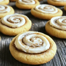 For these cookies, we start with the dry ingredients. You will need: - 2 ½ cups all-purpose flour - 1 teaspoon baking soda - ½ teaspoon baking powder - 1 teaspoon ground cinnamon - ½ teaspoon salt These dry ingredients create the structure of your cookies. The flour gives it body, while baking soda and baking powder help them rise. Cinnamon adds that warm, sweet flavor we all love. Now, onto the wet ingredients. Grab these: - ¾ cup unsalted butter, softened - 1 cup brown sugar, packed - ½ cup granulated sugar - 1 large egg - 1 teaspoon vanilla extract These ingredients bring moisture and sweetness. The butter makes them soft and rich. Using both brown and granulated sugar gives a nice balance of flavor and texture. To top off your cookies, you’ll need frosting. Gather these: - 1 cup powdered sugar - 2 tablespoons milk - ½ teaspoon vanilla extract for frosting - A sprinkle of cinnamon for garnish The frosting is simple yet effective. It adds a sweet finish to your cookies. The cinnamon garnish makes it look pretty and adds a little extra flavor. For the full recipe, check out the details above. Enjoy making these delicious cookies! - Preheat the oven: Set your oven to 350°F (175°C). This temperature helps the cookies bake evenly. Line a baking sheet with parchment paper to prevent sticking. - Prepare dry ingredients: In a medium bowl, whisk together the all-purpose flour, baking soda, baking powder, ground cinnamon, and salt. Make sure these dry ingredients are mixed well for a smooth dough. - Cream butter and sugars: In a large mixing bowl, use an electric mixer to beat the softened butter with brown sugar and granulated sugar. Mix on medium speed until it becomes light and fluffy. This should take about 2 to 3 minutes. - Add egg and vanilla: Crack one large egg into the butter mixture. Pour in 1 teaspoon of vanilla extract. Mix until these ingredients are fully blended together. - Shape cookies: Using a tablespoon or cookie scoop, drop dough portions onto the prepared baking sheet. Leave about 2 inches of space between each cookie. They will spread while baking. - Bake and cool: Place the baking sheet in your preheated oven. Bake for 10 to 12 minutes. The edges should be lightly golden, while the centers stay soft. Once baked, cool the cookies on the sheet for 5 minutes before moving them to a wire rack. - Mix frosting ingredients: In a small bowl, combine powdered sugar, milk, and ½ teaspoon of vanilla extract. Stir until smooth. If your frosting is too thick, add more milk a teaspoon at a time until it reaches the right consistency. - Frosting technique: After the cookies have cooled completely, drizzle the frosting over the tops. For a finishing touch, sprinkle a light dusting of cinnamon on top. You can find the full recipe for these delightful cookies in the earlier sections. Enjoy baking! To get soft and chewy cookies, don’t overmix the dough. Mix until just combined. This keeps the cookies tender. Also, pay attention to the baking time. Bake them for 10-12 minutes. Take them out when the edges are golden, and the center looks soft. They will firm up as they cool. You can tell when the cookies are done by their edges. They should be light golden. The centers will look a bit underbaked. This is perfect for that soft bite we love. For ideal cookie spread, leave enough space between each cookie on the tray. They will spread as they bake. When making frosting, aim for a smooth and pourable consistency. If it’s too thick, add milk slowly. Just a teaspoon at a time will do. For decoration, drizzle the frosting back and forth over the cookies. You can also add a sprinkle of cinnamon on top. This gives them a nice finish. For the full recipe, check the main section. {{image_2}} You can customize your soft and chewy cinnamon roll cookies with fun flavors. Adding nuts or chocolate chips can give them a delightful twist. For a nutty crunch, mix in ½ cup of chopped walnuts or pecans. If you love chocolate, add ½ cup of chocolate chips. Both options enhance the cookie's taste and texture. You can also explore different spices. Try adding ground nutmeg or ginger for a warm flavor. A pinch of cardamom can add an exotic touch. These spices work well with cinnamon, creating a unique taste. If you need a gluten-free version, you can swap regular flour for gluten-free all-purpose flour. Make sure to check that the flour blend contains xantham gum for the best texture. This change keeps the cookies soft and chewy. For vegan-friendly adjustments, replace the egg with ¼ cup of unsweetened applesauce or a flax egg. To make the frosting vegan, use plant-based milk and a vegan butter alternative. This way, everyone can enjoy these tasty treats! The classic frosting is always a hit, but there are many options. For a rich flavor, try cream cheese frosting. Just mix 4 ounces of cream cheese with the powdered sugar and milk until smooth. This gives the cookies a tangy twist. Another fun option is a chocolate glaze. Melt 1 cup of chocolate chips and combine with 2 tablespoons of coconut oil. Drizzle this over the cooled cookies for a sweet, chocolaty finish. You can mix and match these ideas to create your perfect cookie! For the full recipe, check the link above. To keep your cookies fresh, store them in an airtight container. This helps maintain their soft and chewy texture. You can use a plastic container or a glass jar with a lid. For added freshness, place a slice of bread in the container. This keeps the cookies moist longer. If you want to save cookies for later, freezing is a great option. First, let the cookies cool completely. Then, place them in a single layer on a baking sheet. Freeze until solid, about one hour. Once frozen, transfer them to a freezer-safe bag. Be sure to remove as much air as possible to prevent freezer burn. When you're ready to enjoy them, take out the desired number of cookies. Let them thaw at room temperature for about 30 minutes. For a warm treat, you can reheat them in the oven at 350°F (175°C) for 5-7 minutes. These cookies are best enjoyed within 5 days when stored at room temperature. If frozen, they can last up to 3 months. Always check for signs of spoilage. If the cookies smell off or have an unusual texture, it’s best to discard them. Enjoy your sweet treats while they’re at their best! The best way to soften butter is to leave it out at room temperature for about 30 minutes. This allows it to warm up and become creamy. If you need it quickly, cut it into small pieces. Place the pieces in a bowl and let them sit for about 10 minutes. You can also microwave it for 5-8 seconds, but be careful not to melt it. Yes, you can make these cookies without eggs. Use a substitute like flaxseed meal or applesauce. For flaxseed, mix 1 tablespoon of flaxseed meal with 2.5 tablespoons of water. Let it sit for about 5 minutes until it thickens. For applesauce, use 1/4 cup to replace one egg. This keeps the cookies moist while making them egg-free. You can tell when the cookies are fully baked by looking at the edges. They should be lightly golden, while the center should look soft and slightly puffy. If you press a cookie gently, it should spring back. If it leaves an imprint, give them another minute. Remember, they will continue to cook a bit after you take them out. Absolutely! A stand mixer is great for this recipe. It can save you time and effort. Use the paddle attachment to cream the butter and sugars. This will ensure a smooth and fluffy mixture. Just be careful not to overmix when you add the dry ingredients. Mix until just combined for the best texture. To make your cookies less spreadable, chill the dough for at least 30 minutes before baking. This helps the butter firm up. You can also add a bit more flour to the dough. Start with an extra tablespoon or two. This will help your cookies hold their shape while baking. You now have all the steps to make delicious cookies. We covered the ingredients, preparation, baking, and tips for perfect results. Remember: don't overmix and watch your baking time for soft and chewy cookies. You can even try different flavors or frostings. Store any extras well to keep them fresh. Enjoy your baking! These cookies will surely bring smiles to everyone.