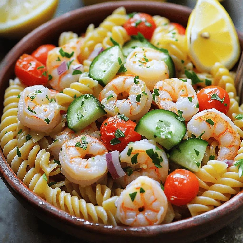 - Pasta and Seafood Options - I use rotini pasta for this dish. It holds the dressing well. Cooked shrimp and scallops add a lovely ocean flavor. You can choose fresh or frozen seafood based on what you like. - Vegetables and Herbs Contribution - Cherry tomatoes bring sweetness and color. Diced cucumber adds a refreshing crunch. Red onion gives a mild bite, while parsley brightens the dish. Each ingredient works together to create a fresh and tasty salad. - Flavor Profile Enhancers - Olive oil is the base for the dressing. It adds richness and smoothness. Fresh lemon juice gives a zesty kick. Garlic powder adds depth without overpowering other flavors. - Seasoning Notes - Salt and pepper are key for balance. Taste and adjust the seasoning as needed. You can add more lemon juice for extra zing. This combination makes the seafood and veggies shine. For the complete step-by-step preparation, check the Full Recipe. Importance of Rinsing Rinsing pasta is key. It stops the cooking process. This helps keep the pasta firm. If you skip this step, the pasta may become mushy. Rinse it under cold water right after draining. Cooking Tips for Perfect Texture Cook the rotini pasta until it is al dente. This means it should still have a slight bite. Follow the package instructions carefully. Stir the pasta occasionally to prevent it from sticking. Once done, drain and rinse! Prepping Techniques for Freshness Use fresh seafood for the best flavor. Chop the shrimp and quarter the scallops. Halve the cherry tomatoes, and dice the cucumber. Finely chop the red onion and parsley. Fresh ingredients make a big difference. Combining Ingredients Efficiently In a large bowl, mix the seafood with the veggies. This helps them blend well. Make sure every piece is evenly distributed. A good mix means great taste in every bite. Whisking Tips In a separate bowl, whisk the olive oil, lemon juice, garlic powder, salt, and pepper. Use a fork or a whisk for a smooth blend. This dressing adds flavor and keeps the salad fresh. Adjusting for Flavor Taste the dressing. If it needs more zing, add extra lemon juice. For a kick, add more garlic powder. Adjust until you love the flavor! Combining Ingredients Smoothly Add the cooled pasta to the seafood and vegetable mix. Pour the dressing over it all. Gently toss to combine everything. Make sure each piece gets coated with the dressing. Importance of Refrigeration Cover the bowl with plastic wrap and chill in the fridge. Let it marinate for at least 30 minutes. This time helps the flavors meld together beautifully. Enjoy your Ocean Breeze Seafood Pasta Salad! Fresh vs. Frozen Options You can choose between fresh and frozen seafood. Fresh seafood tastes great but may not always be available. Frozen seafood is often just as good and lasts longer. When buying frozen seafood, look for vacuum-sealed packages. This helps keep the flavor and texture intact. Always check the expiration date before buying. Best Seafood Pairings For this pasta salad, shrimp and scallops work well together. They are mild and soak up flavors nicely. You can also add crab or lobster for a richer taste. Pair your seafood with bright veggies like cherry tomatoes and cucumbers. These add color and crunch to your dish. Additional Seasoning Suggestions To boost flavors, consider adding fresh herbs like basil or dill. You can also sprinkle in some capers or olives for a salty kick. A dash of hot sauce can add heat if you prefer. Play around with seasonings to find your perfect blend. Recommended Serving Additions Serve your salad with lemon wedges to squeeze on top. This adds freshness. You can also include crusty bread on the side. This helps soak up any leftover dressing. For extra flavor, top with grated cheese like Parmesan or feta. It enhances the dish and makes it even more delightful. Explore more tips and tricks to make your Ocean Breeze Seafood Pasta Salad shine with the [Full Recipe]. {{image_2}} If you want to switch things up, consider using other proteins in your seafood pasta salad. Chicken or turkey works great as a substitute. Just cook the meat until it’s done, then chop it into small pieces. You can also use canned tuna for a quick fix. For those who prefer vegetarian options, tofu is a fantastic choice. Firm tofu absorbs flavors well. Simply dice it and add it to your salad. You can also use chickpeas for a protein boost. They add a nice texture and are very filling. Changing the dressing can make your seafood pasta salad feel fresh. A creamy dressing adds richness. You might mix mayonnaise with Greek yogurt and lemon juice. This creates a tasty, tangy base. If you crave some heat, try adding hot sauce or chili flakes. A spicy vinaigrette with olive oil, vinegar, and chili paste can bring excitement. Just whisk these ingredients together and pour it over your salad. Using seasonal veggies can elevate your seafood pasta salad. In spring, toss in peas or asparagus for a crisp bite. Summer is perfect for fresh corn or bell peppers. They add color and crunch. As the seasons change, adjust your dressing too. In fall, a hint of maple syrup can add sweetness. In winter, consider adding roasted garlic for a warm flavor. This keeps your dish feeling new and exciting throughout the year. Refrigerator Storage Tips Store your seafood pasta salad in an airtight container. This keeps it fresh and prevents odors from other foods. Always refrigerate the salad after serving. It will stay tasty for up to three days. Make sure to check the temperature of your fridge. It should be at or below 40°F (4°C) to keep your food safe. Freezing Options Freezing seafood pasta salad is not the best choice. Seafood can change texture and taste when frozen. If you must freeze it, do so without the seafood. You can add seafood after you thaw. Store the salad base in a freezer-safe container for up to a month. How Long Will It Last? When kept in the fridge, your salad will last about three days. If you notice it smells off or looks different, it's best to toss it. Signs of Spoilage Watch for these signs: - Off smells - Slimy texture - Discoloration If you see any of these signs, do not eat the salad. Always trust your senses. Fresh food makes the best meals! I love using rotini pasta for this salad. It holds dressing well. Penne or fusilli are great too. They also trap bits of seafood and veggies. Use any pasta you enjoy; just cook it until al dente. To keep it fresh, rinse the pasta with cold water. This stops the cooking and cools it down. Always dry your seafood before adding it. Keep the dressing separate until you serve. This helps maintain the right texture. Yes, you can prep this salad a day before. Just mix all the ingredients, but skip the dressing. Store the salad in the fridge. Add the dressing right before serving. This keeps everything crisp and tasty. Consider adding diced bell peppers or celery for crunch. You can also use toasted nuts or seeds. These add great texture and flavor. Try adding some croutons for a fun twist too! You can find the full recipe for Ocean Breeze Seafood Pasta Salad [here](#). In this post, I covered the key ingredients and step-by-step directions for a tasty seafood pasta salad. We explored how to choose fresh seafood, enhance flavors, and mix ingredients for the best results. Remember, the right dressing and storage will keep your salad fresh. Feel free to change ingredients based on your taste and season. This dish is versatile and easy to make. Enjoy experimenting with it and share your delicious results!