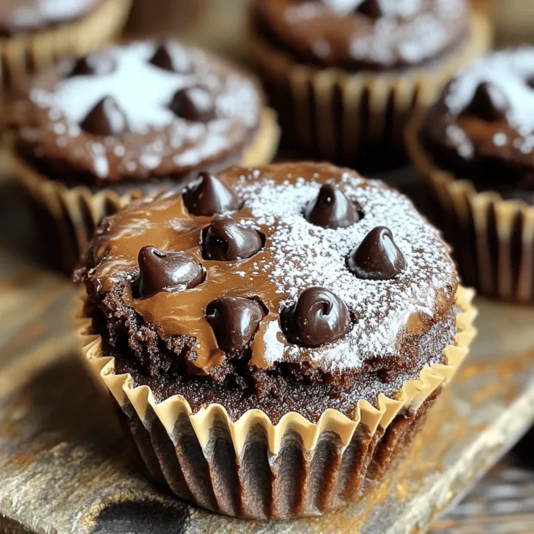 To make delicious espresso brownie cupcakes, you will need the following ingredients: - 1 cup unsalted butter (2 sticks) - 2 cups granulated sugar - 4 large eggs - 1 teaspoon vanilla extract - 1 cup all-purpose flour - 1 cup unsweetened cocoa powder - 1 teaspoon baking powder - 1/2 teaspoon salt - 2 tablespoons instant espresso powder - 1/2 cup chocolate chips (optional for extra gooeyness) - Powdered sugar for dusting (optional) These ingredients create a rich, chocolatey base with a kick of espresso. You can take your cupcakes to the next level with these optional ingredients: - 1/2 cup chopped nuts (like walnuts or pecans) - 1 teaspoon almond extract for a nutty twist - Sea salt flakes for a sweet and salty finish These add-ins can enhance the flavor and texture of your cupcakes. Here are some handy conversions for your ingredients: - 1 cup = 240 milliliters - 1 tablespoon = 15 milliliters - 1 teaspoon = 5 milliliters - 1 cup of all-purpose flour = 120 grams - 1 cup of granulated sugar = 200 grams - 1 cup of cocoa powder = 100 grams Understanding these conversions helps when you need to adjust your recipe. For the full recipe, check the recipe card above. Start by preheating your oven to 350°F (175°C). This step warms up the oven so your cupcakes cook evenly. Next, take a muffin pan and line it with cupcake liners. This keeps your cupcakes from sticking and helps with easy serving. In a medium saucepan, melt 1 cup of unsalted butter over low heat. Once it melts, take it off the heat and let it cool a bit. Add 2 cups of granulated sugar to the butter. Stir well until the sugar mixes in nicely. Now, crack 4 large eggs into the mix, adding them one at a time. Stir well after each egg. Finally, add 1 teaspoon of vanilla extract and mix until smooth. In another bowl, whisk together 1 cup of all-purpose flour, 1 cup of unsweetened cocoa powder, 1 teaspoon of baking powder, 1/2 teaspoon of salt, and 2 tablespoons of instant espresso powder. This mix gives your cupcakes a rich flavor. Gently fold the dry mix into the wet mix. Be careful not to overmix, or your cupcakes can turn out tough. If you like, fold in 1/2 cup of chocolate chips for extra gooeyness. Evenly divide the batter among the lined muffin cups, filling each about 2/3 full. Place the pan in the preheated oven and bake for 18-20 minutes. To check if they are done, insert a toothpick into the center. It should come out with a few moist crumbs. After baking, let the cupcakes cool in the pan for 5 minutes. Then, transfer them to a wire rack to cool completely. If you want, dust them with powdered sugar for a sweet touch. For the full recipe, check the details above. To get the best espresso taste, use good quality espresso powder. Instant espresso powder works well in this recipe. It gives a nice, bold flavor without being too bitter. Mix the espresso powder with the dry ingredients to help it blend in well. You can also brew a small shot of espresso and add it to the wet mix for more depth. This makes your cupcakes rich and full of flavor. One common mistake is overmixing the batter. When you mix too much, your cupcakes can become tough. Mix until just combined for a soft texture. Another mistake is not measuring ingredients accurately. Use a kitchen scale for best results. Make sure your oven is at the right temperature, too. An oven thermometer can help ensure accuracy. Lastly, don’t skip cooling time. Let the cupcakes cool for the best taste and texture. To keep your cupcakes fresh, store them in an airtight container. This helps prevent them from drying out. If you want to keep them longer, you can freeze them. Wrap each cupcake in plastic wrap and place them in a freezer bag. When you’re ready to eat, let them thaw at room temperature. For a sweet touch, dust with powdered sugar before serving. Enjoy your delicious treats! For the full recipe, check the earlier section. {{image_2}} You can add nuts to your espresso brownie cupcakes to boost flavor and crunch. I love using walnuts or pecans. They blend well with the rich chocolate and coffee taste. Simply chop the nuts and fold them into the batter. Use about 1/2 to 1 cup, depending on your taste. The nuts will add texture and make each bite even more exciting. If you need a gluten-free option, swap the all-purpose flour for a gluten-free mix. Many brands offer great blends that work well in baking. Just be sure to check that they contain xanthan gum or add it yourself. This will help your cupcakes rise and stay soft. The flavor stays rich, and no one will guess they are gluten-free! You can also make these cupcakes vegan. Replace the eggs with flaxseed meal or applesauce. For each egg, use 1 tablespoon of flaxseed mixed with 2.5 tablespoons of water. Let it sit until it thickens. For the butter, use coconut oil or vegan butter. The cupcakes will still be rich and tasty, perfect for anyone who avoids animal products. You can find the full recipe earlier in this article to get started on these variations. Enjoy experimenting! I love these espresso brownie cupcakes fresh, but leftovers are a treat too. Store the cupcakes in an airtight container. This keeps them moist and soft. They stay good at room temperature for about three days. If you want them to last longer, put them in the fridge. They can last up to a week in the fridge. Just remember to bring them to room temperature before you enjoy them. Freezing these cupcakes is easy and smart. First, let the cupcakes cool completely. Then, wrap each one in plastic wrap. Place them in a freezer bag or a container. They can stay fresh for up to three months in the freezer. When you’re ready to eat, just take out what you need. After freezing, the cupcakes may lose some moisture. To refresh them, let them thaw in the fridge overnight. You can warm them up in the microwave for 10 to 15 seconds. This makes them soft and tasty again. Dust with powdered sugar if you want a sweet touch. Enjoy your espresso brownie cupcakes as if they were just baked! You can use brewed espresso or strong coffee. Brew a cup of espresso, then reduce it to about 1 tablespoon. This will give you a strong flavor. If you don't have espresso, use instant coffee granules. Just make sure they dissolve well in your mix. Yes, you can! If you want a rich taste, use cocoa powder. You can replace chocolate chips with an equal amount of cocoa powder. This will keep the chocolate flavor strong. Just remember to balance the sugar since cocoa can be less sweet. Espresso brownie cupcakes last about 3 days at room temperature. Store them in an airtight container to keep them fresh. If you want to save them longer, freeze them. They can last up to 3 months in the freezer. Just thaw them before serving. For the full recipe, check out the details above. You now have the tools to make great espresso brownie cupcakes. We explored ingredients, step-by-step instructions, and handy tips. You can create tasty variations and store your treats like a pro. Remember, practice makes perfect when baking. These cupcakes are fun to make and share with friends. Enjoy your baking journey and the delicious results!
