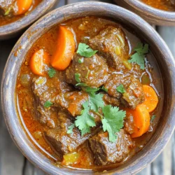 - 1.5 lbs beef stew meat - 3 tablespoons Ethiopian berbere spice blend - 2 large onions - 4 cloves garlic - 1 tablespoon fresh ginger - 1 can crushed tomatoes - 1 cup beef broth - 1/4 cup vegetable oil - 2 medium carrots - Fresh cilantro for garnish - Salt and pepper - Large pot or Dutch oven - Wooden spoon - Measuring cups and spoons - Add potatoes for extra heartiness - Use different kinds of meat or substitute with vegan options When it comes to making Sega Wat, the right ingredients set the stage for a great dish. The beef stew meat is key. It gives the stew its rich flavor. The Ethiopian berbere spice blend adds heat and depth. You can find this spice at specialty stores or make your own. Onions, garlic, and ginger build the base. They add layers of flavor that make Sega Wat special. Crushed tomatoes and beef broth give the stew its hearty body. Carrots add color and sweetness. Lastly, fresh cilantro brings a nice finish. For tools, a large pot or Dutch oven works best. A wooden spoon helps mix everything well. Measuring cups and spoons ensure you have the right amounts. You can tweak the recipe too. Adding potatoes makes the stew heartier. If you want a lighter option, use chicken or even tofu. This flexibility makes Sega Wat fun to customize. For the complete cooking process and tips, check the Full Recipe. - First, heat 1/4 cup of vegetable oil in a large pot over medium heat. - Add 2 large onions, finely chopped. Cook them for about 10 minutes until they are soft and clear. - Next, add 4 cloves of minced garlic and 1 tablespoon of grated fresh ginger. Stir for 2 minutes to bring out the flavor. - Now, stir in 3 tablespoons of the Ethiopian berbere spice blend. Let it cook with the onions for 1-2 minutes. - This will deepen the flavor and make your kitchen smell amazing. - After that, add 1.5 lbs of beef stew meat, cut into cubes. Season with salt and pepper. - Brown the beef on all sides for about 5-7 minutes. - Once the beef is browned, pour in 1 can of crushed tomatoes and 1 cup of beef broth. - Stir well to mix all the ingredients together. - Bring this mixture to a boil, then reduce the heat to low. Cover the pot and let it simmer for about 1.5 to 2 hours. - Stir occasionally and add water if the stew gets too thick. - During the last 30 minutes of cooking, add 2 medium carrots, sliced. This gives a nice sweetness to the dish. - Before serving, taste and adjust the seasoning as needed. - Now your Sega Wat is ready to enjoy! For the full recipe, check out the complete details. To get deep flavor, start by browning the meat. Heat your oil in the pot. When it's hot, add the beef cubes. Cook until they are brown on all sides. This step adds a rich taste to your sega wat. Let the stew simmer low and slow. This makes the beef tender and juicy. The longer it cooks, the better it tastes. Aim for at least 1.5 hours. Stir it occasionally to prevent sticking. To boost flavors, try adding more spices. A pinch of cumin or coriander can work wonders. You can also add some smoked paprika for a smoky kick. For marinating the beef, mix yogurt with berbere spice. Let it sit for 30 minutes before cooking. This adds great depth and helps to tenderize the meat. Serve sega wat with injera, a spongy Ethiopian bread. It soaks up the stew and is a must-have. If you prefer, you can also serve it with rice. When plating, use deep bowls. This helps with presentation. Garnish with fresh cilantro for a pop of color. Enjoy your dish warm for maximum flavor. For the full recipe, check the earlier section. {{image_2}} You can make vegan or vegetarian versions of Sega Wat. Use lentils or chickpeas instead of beef. These ingredients soak up flavors well. Low-carb alternatives are also easy to make. Swap out the carrots for zucchini or bell peppers for a lighter stew. Different spice blends give Sega Wat its unique taste. In some regions, people add more chili for extra heat. In others, they might use less spice for a milder flavor. Traditional side dishes from Ethiopia include injera, a flatbread that pairs perfectly with the stew. Injera helps soak up the rich sauce and adds a nice texture. You can substitute chicken or lamb for beef. Both options work well and change the flavor profile. If you want a vegetarian twist, use vegetable broth instead of beef broth. This swaps out the meat flavor while keeping the stew hearty and satisfying. For the full recipe, check out the Sega Wat Delight section. To keep your Sega Wat fresh, store leftovers in an airtight container. Glass or plastic containers work well. Make sure the stew cools down before sealing it. This will prevent moisture buildup and keep the flavors intact. You can freeze Sega Wat for later. Use freezer-safe containers or heavy-duty bags. Leave some space at the top for expansion. When ready to eat, thaw it in the fridge overnight. Reheat it on the stove over low heat, stirring often to avoid burning. In the fridge, your Sega Wat stays fresh for about 3 to 4 days. If it looks dull or has an off smell, it’s best to toss it. Always trust your senses when checking for spoilage. Sega Wat is a spicy Ethiopian beef stew. It is rich in flavor and history. This dish holds cultural importance in Ethiopia. Families often serve it during special occasions and gatherings. The base is made with berbere spice, which gives it a unique taste. The stew brings warmth and comfort to those who enjoy it, making it a staple in Ethiopian cuisine. Yes, you can make Sega Wat ahead of time. Preparing it in advance allows the flavors to blend better. The stew can sit in the fridge for a few days. This makes it great for meal prep. Just reheat it gently on the stove before serving. You can also freeze it for longer storage. This way, you can enjoy it whenever you want. Sega Wat pairs well with several sides. The best accompaniment is injera, a sourdough flatbread. It helps balance the heat and soak up the stew. You can also serve it with steamed rice for a milder option. Some people enjoy it with a side of vegetables or salad. Fresh cilantro on top adds a bright touch. Sega Wat can be quite spicy, but you can adjust the heat. The key ingredient, berbere spice, controls the spice level. If you prefer less heat, use less berbere in your stew. You can also add more tomatoes or broth to tone it down. Experimenting with the spice will help you find your perfect balance. To wrap up, this blog post covered how to make Sega Wat, a flavorful Ethiopian stew. We listed key ingredients like beef, berbere spice, and fresh veggies. You also learned essential kitchen tools, cooking steps, and tips for enhancing your dish. Variations allow for dietary needs and personal tastes. Lastly, proper storage keeps leftovers fresh. Sega Wat is rich in flavor and history, making it a dish worth trying. Enjoy your cooking adventure and share your delicious results!