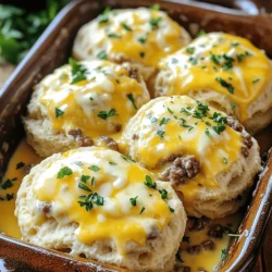 To make Beef and Cheese Butter Swim Biscuits, you need a few key ingredients. These ingredients create a tasty and soft biscuit filled with flavor. Here is what you will need: - 2 cups all-purpose flour - 1 tablespoon baking powder - 1/2 teaspoon salt - 1/2 teaspoon garlic powder - 1 cup shredded cheddar cheese - 1 cup cooked ground beef (seasoned to taste) - 1/2 cup buttermilk - 1/2 cup unsalted butter, melted These ingredients work together to give your biscuits a great taste and texture. You can make your biscuits even better with some optional flavor enhancers. Consider adding: - Chopped green onions - Crumbled bacon - Diced jalapeños for a spicy kick - Fresh herbs like parsley or chives Adding these can bring a new twist to your dish. It’s fun to mix and match based on what you like. Cheddar cheese is a classic choice, but you can try other cheeses too. Here are some great options: - Pepper jack for heat - Monterey jack for a mild flavor - Gruyère for a nutty taste - Parmesan for a salty edge Each cheese brings its own taste to the biscuits. Feel free to experiment with different types to find your favorite combination. For the full recipe, check the detailed cooking steps! To make Beef and Cheese Butter Swim Biscuits, you'll first gather your ingredients. You need flour, baking powder, salt, garlic powder, cheddar cheese, cooked ground beef, buttermilk, and melted butter. These simple ingredients create a tasty treat. 1. Preheat the oven. Set it to 425°F (220°C). Grease a 9x13 inch baking dish lightly. 2. Mix dry ingredients. In a large bowl, whisk together the flour, baking powder, salt, and garlic powder. Make sure they blend well. 3. Add cheese and beef. Stir in the shredded cheddar cheese and cooked ground beef. Mix until evenly distributed. 4. Combine wet ingredients. In a separate bowl, mix the buttermilk and melted butter until smooth. 5. Combine wet and dry. Pour the wet mixture into the dry ingredients. Stir gently until just combined. The dough will be a bit sticky. 6. Spoon the dough. Use a spoon or your hands to drop spoonfuls of the dough into the greased baking dish. Let them touch slightly. 7. Add butter. Pour the remaining melted butter over the top of the biscuits evenly. 8. Bake. Place the dish in the oven and bake for 20-25 minutes. Look for golden brown tops and cooked-through biscuits. 9. Cool and serve. Remove from the oven. Let them cool for a few minutes, then serve warm. - Don’t overmix. Overmixing can make your biscuits tough. Mix just until combined. - Use cold butter. If you prefer flakier biscuits, use cold butter instead of melted. - Watch the time. Start checking your biscuits at the 20-minute mark. Ovens vary, and you want them golden, not burnt. These steps will guide you to make delicious Beef and Cheese Butter Swim Biscuits. For the full recipe, refer to the original recipe section. Enjoy the tasty results! When making Beef and Cheese Butter Swim Biscuits, a few mistakes can ruin your dish. First, do not overmix the dough. This can make the biscuits tough. Second, be careful with the butter. If you let it cool too much, it will not blend well. Lastly, do not skip the buttermilk. It adds a nice tang and helps with texture. For the best texture, use cold butter. Cold butter creates flaky layers in your biscuits. Also, use fresh ingredients. Fresh baking powder helps the biscuits rise well. When mixing wet and dry ingredients, just combine them until you see no dry flour. This keeps the biscuits soft and fluffy. Having the right tools makes cooking easier. You need a large mixing bowl for the dough. A whisk helps blend dry ingredients smoothly. Use a spoon or your hands to drop the dough into the baking dish. A 9x13 inch baking dish is perfect for even cooking. Finally, an oven thermometer ensures your oven is at the right temperature for baking. For the full recipe, refer to the section above. {{image_2}} You can change the meat in these biscuits to fit your taste. Try using cooked chicken or turkey. Shredded pork adds a nice twist too. Each meat gives its own flavor, making every batch unique. Just remember, season the meat well before adding it to the dough. This keeps the biscuits tasty and fun. While cheddar cheese shines in this recipe, you can experiment with other cheeses. Try mozzarella for a milder taste. Pepper jack adds a spicy kick. Feta cheese brings a tangy flavor that works well too. Mix different cheeses to create your favorite blend. The key is to pick what you love. Herbs and spices can elevate these biscuits. Fresh chives or parsley add a bright note. You can also sprinkle in some dried oregano or thyme for depth. If you like heat, add red pepper flakes. Just a pinch can change the whole dish. Don't be afraid to get creative! To keep your beef and cheese butter swim biscuits fresh, store them in an airtight container. Layer them with parchment paper to prevent sticking. Make sure to let them cool completely before sealing. They will last up to three days in the fridge. If you want to keep them longer, freezing is a great option. To reheat, preheat your oven to 350°F (175°C). Place the biscuits on a baking sheet. Cover them with foil to prevent drying out. Heat for about 10-15 minutes, or until warm. You can also microwave them for about 30 seconds. However, the oven gives a better texture. For freezing, wrap each biscuit tightly in plastic wrap. Then place them in a freezer-safe bag or container. They can be frozen for up to three months. To use, thaw them in the fridge overnight. Then reheat as mentioned above for the best flavor and texture. For more detailed cooking steps, refer to the Full Recipe. Beef and cheese butter swim biscuits are soft, savory treats. They blend tender biscuits with ground beef and cheese. The biscuits bake in a pool of melted butter, giving them a rich flavor. These biscuits are perfect for breakfast, lunch, or dinner. Yes, you can make these biscuits ahead of time. Prepare the dough and store it in the fridge for up to 24 hours. When you're ready to bake, drop the dough into the pan and pour on the butter. Bake as directed in the full recipe for best results. To make these biscuits gluten-free, swap the all-purpose flour for a gluten-free blend. Look for a blend that includes xanthan gum for the best texture. This change keeps the biscuits soft and fluffy while staying gluten-free. These biscuits pair well with many dishes. Serve them alongside a fresh salad or a hot bowl of soup. For a fun twist, enjoy them with a spicy dipping sauce. They also make a great side for grilled meats or veggies. At high altitude, you may need to make a few changes. Increase the oven temperature by 15 to 25 degrees Fahrenheit. You might also reduce the baking powder slightly to prevent over-rising. Keep an eye on the biscuits while they bake, as they may cook faster. Beef and Cheese Butter Swim Biscuits are easy and fun to make. We covered key ingredients, steps, and baking tips. I shared mistakes to avoid and equipment you need. You also learned about tasty variations and how to store leftovers. These biscuits are perfect for any meal or snack. Try them your way and enjoy! You’ll impress everyone with your cooking skills.
