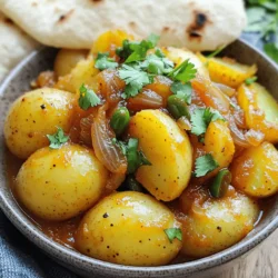 - 4 medium-sized potatoes, peeled and cubed - 2 large onions, thinly sliced - 3 tablespoons vegetable oil - 2 teaspoons turmeric powder - 1 teaspoon cumin seeds - 1 teaspoon coriander powder - 1 teaspoon garam masala - 2 green chilies, slit lengthwise - 1 teaspoon ginger-garlic paste - 1/2 cup tomato puree - 1 cup water - Salt, to taste - Fresh cilantro, chopped (for garnish) When I make Dopiazeh Aloo, I love using fresh ingredients. The potatoes are the stars of this dish. You want them to be firm and waxy, which helps them hold their shape. The onions must be sliced thinly for even cooking. Sautéing them until golden brown adds a sweet depth to the curry. I always reach for quality vegetable oil. It helps the spices blend well and enhances the flavor. Turmeric, cumin, and coriander give Dopiazeh Aloo its warm color and taste. Garam masala adds a final hint of warmth for balance. I recommend using fresh green chilies for a kick. If you prefer a milder taste, feel free to reduce the amount. Ginger-garlic paste adds a punch that brightens everything up. The tomato puree adds a rich tang and depth. The water helps create a lovely sauce that coats the potatoes. Don’t forget the salt! It brings all the flavors together. Lastly, fresh cilantro is a must for garnish. It adds a pop of color and a fresh taste. - Swap vegetable oil for olive oil or coconut oil. - Use russet or Yukon Gold potatoes for different textures. - Try paprika or chili powder instead of green chilies for less heat. For the full recipe, check the complete instructions and cooking tips. 1. Heat the vegetable oil and caramelize onions Start by heating the vegetable oil in a large frying pan over medium heat. Add the thinly sliced onions. Sauté them until they turn golden brown. This should take about 10 to 15 minutes. The caramelization adds a rich flavor to your curry. 2. Adding spices and herbs for flavor enhancement Once the onions are nicely browned, mix in the turmeric powder, cumin seeds, and ginger-garlic paste. Cook for about 2 minutes until you smell the great aroma. This step is key for building flavor. 3. Incorporating potatoes and simmering the mixture Next, add the cubed potatoes to the pan and stir well. Sauté for about 5 minutes to coat them with the onion mix. Then, sprinkle in the coriander powder, garam masala, and slit green chilies. Stir to combine. Pour in the tomato puree and water. Add salt to taste. Bring this to a gentle simmer. Cover the pan with a lid and lower the heat. Cook for 20 to 25 minutes, stirring occasionally. The potatoes should be soft and tender when done. If the curry thickens too much, add a little water. Taste and adjust seasoning if needed. Finally, garnish with fresh cilantro before serving. Consider using images or videos for each step. This can help you visualize the process. Watch for proper cooking times and temperatures. This way, you can ensure your Dopiazeh Aloo turns out perfect. For the complete guide, check the Full Recipe. To make your Dopiazeh Aloo just right, focus on the curry's consistency. You want it to be thick but not dry. If it looks too thick, add more water as it simmers. Stir it often to keep it from sticking to the pan. When sautéing onions, aim for a rich golden color. This step is key for flavor. Heat the oil over medium heat, then add the onions. Stir them every few minutes. Let them cook for about 10-15 minutes. Don't rush this step; it brings out the sweetness in the onions. For a burst of freshness, add a touch of lemon juice. Just a small squeeze can brighten the flavors. It balances the richness of the potatoes and spices. Using fresh herbs can take your dish to the next level. Cilantro adds aroma and color. Sprinkle it on top just before serving. This small step makes your meal look and taste gourmet. You can also try mint for a different twist. For the Full Recipe, you can follow the detailed steps I provided earlier. {{image_2}} You can easily make Dopiazeh Aloo vegetarian or vegan. Start by substituting the vegetable oil with a plant-based alternative. Using coconut oil adds a hint of sweetness. If you want a richer texture, try using ghee, which is a common choice in Persian cooking. Feel free to omit some ingredients too. For example, you can skip the ginger-garlic paste if you prefer a milder flavor. Adding more vegetables or legumes also brings variety. You can toss in peas, carrots, or even chickpeas. This gives the dish a nutritious twist and makes it more filling. Adjusting the spice level is simple. For a spicier version, add more green chilies. You can slice them thin and add them while cooking. If you want less heat, reduce the number of chilies or remove the seeds. Using different spice blends can also change the flavor. For a bolder taste, try adding more cumin or coriander. You can even include a pinch of chili powder for extra warmth. This way, you can customize the dish to suit your taste buds. Enjoy exploring these variations to make Dopiazeh Aloo your own! You can find the full recipe [here](#). To keep your Dopiazeh Aloo fresh, store leftovers in the fridge. Use an airtight container. This will help keep the flavors intact. Refrigerate within two hours of cooking. Your curry can last up to three days this way. When you’re ready to eat it, reheat it on low heat. Stir it gently to avoid sticking. If it seems dry, add a splash of water. You can freeze Dopiazeh Aloo for longer storage. First, let the curry cool completely. Then, place it in a freezer-safe container. Make sure to leave some space for expansion. This dish can last up to three months in the freezer. When you're ready to eat, thaw it overnight in the fridge. Heat it slowly on the stove, adding a little water if needed. Using a glass or plastic container works best for keeping it fresh. What makes Dopiazeh Aloo different from other potato curries? Dopiazeh Aloo stands out due to its rich onion base. Most potato curries use tomatoes or yogurt for the sauce. Here, we focus on caramelized onions for a depth of flavor. The spices, like garam masala and turmeric, also give it a unique taste. Can Dopiazeh Aloo be made ahead of time? Yes, you can make Dopiazeh Aloo a day before serving. The flavors develop more when it sits. Just store it in an airtight container in the fridge. Reheat gently on the stove or in the microwave. How to adjust the recipe for more servings? To serve more people, simply double or triple the ingredients. Keep the same cooking method. This dish is very forgiving. You can easily add more potatoes and onions for larger portions. Caloric and nutritional breakdown per serving Each serving of Dopiazeh Aloo has about 250 calories. You get healthy carbs from potatoes and protein from onions. It also contains vitamins C and B6. Health benefits of the ingredients used in the recipe - Potatoes: Good source of fiber and potassium. - Onions: Rich in antioxidants that boost heart health. - Turmeric: Contains curcumin, known for its anti-inflammatory properties. - Cilantro: Great for digestion and rich in vitamins. For a detailed cooking guide, check out the [Full Recipe]. Dopiazeh Aloo is a rich and tasty potato curry. We covered key ingredients and detailed cooking steps. You learned tips for perfecting the dish and made it your own with variations. Store leftovers correctly to keep them fresh. Remember, you can customize flavors to suit your tastes. With each bite, you’ll enjoy a satisfying meal that showcases vibrant spices. Try this dish, and make it a family favorite. Your cooking will shine, and taste buds will thank you.