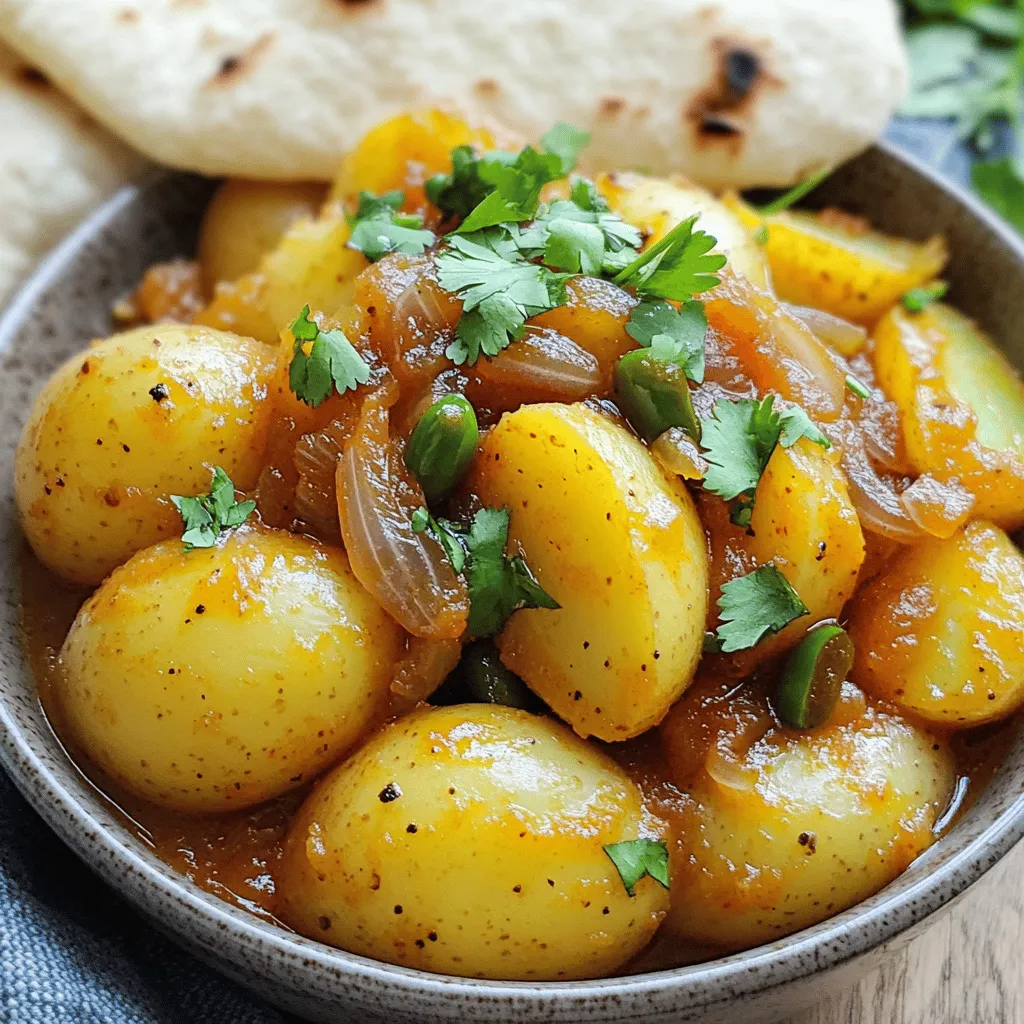 - 4 medium-sized potatoes, peeled and cubed - 2 large onions, thinly sliced - 3 tablespoons vegetable oil - 2 teaspoons turmeric powder - 1 teaspoon cumin seeds - 1 teaspoon coriander powder - 1 teaspoon garam masala - 2 green chilies, slit lengthwise - 1 teaspoon ginger-garlic paste - 1/2 cup tomato puree - 1 cup water - Salt, to taste - Fresh cilantro, chopped (for garnish) When I make Dopiazeh Aloo, I love using fresh ingredients. The potatoes are the stars of this dish. You want them to be firm and waxy, which helps them hold their shape. The onions must be sliced thinly for even cooking. Sautéing them until golden brown adds a sweet depth to the curry. I always reach for quality vegetable oil. It helps the spices blend well and enhances the flavor. Turmeric, cumin, and coriander give Dopiazeh Aloo its warm color and taste. Garam masala adds a final hint of warmth for balance. I recommend using fresh green chilies for a kick. If you prefer a milder taste, feel free to reduce the amount. Ginger-garlic paste adds a punch that brightens everything up. The tomato puree adds a rich tang and depth. The water helps create a lovely sauce that coats the potatoes. Don’t forget the salt! It brings all the flavors together. Lastly, fresh cilantro is a must for garnish. It adds a pop of color and a fresh taste. - Swap vegetable oil for olive oil or coconut oil. - Use russet or Yukon Gold potatoes for different textures. - Try paprika or chili powder instead of green chilies for less heat. For the full recipe, check the complete instructions and cooking tips. 1. Heat the vegetable oil and caramelize onions Start by heating the vegetable oil in a large frying pan over medium heat. Add the thinly sliced onions. Sauté them until they turn golden brown. This should take about 10 to 15 minutes. The caramelization adds a rich flavor to your curry. 2. Adding spices and herbs for flavor enhancement Once the onions are nicely browned, mix in the turmeric powder, cumin seeds, and ginger-garlic paste. Cook for about 2 minutes until you smell the great aroma. This step is key for building flavor. 3. Incorporating potatoes and simmering the mixture Next, add the cubed potatoes to the pan and stir well. Sauté for about 5 minutes to coat them with the onion mix. Then, sprinkle in the coriander powder, garam masala, and slit green chilies. Stir to combine. Pour in the tomato puree and water. Add salt to taste. Bring this to a gentle simmer. Cover the pan with a lid and lower the heat. Cook for 20 to 25 minutes, stirring occasionally. The potatoes should be soft and tender when done. If the curry thickens too much, add a little water. Taste and adjust seasoning if needed. Finally, garnish with fresh cilantro before serving. Consider using images or videos for each step. This can help you visualize the process. Watch for proper cooking times and temperatures. This way, you can ensure your Dopiazeh Aloo turns out perfect. For the complete guide, check the Full Recipe. To make your Dopiazeh Aloo just right, focus on the curry's consistency. You want it to be thick but not dry. If it looks too thick, add more water as it simmers. Stir it often to keep it from sticking to the pan. When sautéing onions, aim for a rich golden color. This step is key for flavor. Heat the oil over medium heat, then add the onions. Stir them every few minutes. Let them cook for about 10-15 minutes. Don't rush this step; it brings out the sweetness in the onions. For a burst of freshness, add a touch of lemon juice. Just a small squeeze can brighten the flavors. It balances the richness of the potatoes and spices. Using fresh herbs can take your dish to the next level. Cilantro adds aroma and color. Sprinkle it on top just before serving. This small step makes your meal look and taste gourmet. You can also try mint for a different twist. For the Full Recipe, you can follow the detailed steps I provided earlier. {{image_2}} You can easily make Dopiazeh Aloo vegetarian or vegan. Start by substituting the vegetable oil with a plant-based alternative. Using coconut oil adds a hint of sweetness. If you want a richer texture, try using ghee, which is a common choice in Persian cooking. Feel free to omit some ingredients too. For example, you can skip the ginger-garlic paste if you prefer a milder flavor. Adding more vegetables or legumes also brings variety. You can toss in peas, carrots, or even chickpeas. This gives the dish a nutritious twist and makes it more filling. Adjusting the spice level is simple. For a spicier version, add more green chilies. You can slice them thin and add them while cooking. If you want less heat, reduce the number of chilies or remove the seeds. Using different spice blends can also change the flavor. For a bolder taste, try adding more cumin or coriander. You can even include a pinch of chili powder for extra warmth. This way, you can customize the dish to suit your taste buds. Enjoy exploring these variations to make Dopiazeh Aloo your own! You can find the full recipe [here](#). To keep your Dopiazeh Aloo fresh, store leftovers in the fridge. Use an airtight container. This will help keep the flavors intact. Refrigerate within two hours of cooking. Your curry can last up to three days this way. When you’re ready to eat it, reheat it on low heat. Stir it gently to avoid sticking. If it seems dry, add a splash of water. You can freeze Dopiazeh Aloo for longer storage. First, let the curry cool completely. Then, place it in a freezer-safe container. Make sure to leave some space for expansion. This dish can last up to three months in the freezer. When you're ready to eat, thaw it overnight in the fridge. Heat it slowly on the stove, adding a little water if needed. Using a glass or plastic container works best for keeping it fresh. What makes Dopiazeh Aloo different from other potato curries? Dopiazeh Aloo stands out due to its rich onion base. Most potato curries use tomatoes or yogurt for the sauce. Here, we focus on caramelized onions for a depth of flavor. The spices, like garam masala and turmeric, also give it a unique taste. Can Dopiazeh Aloo be made ahead of time? Yes, you can make Dopiazeh Aloo a day before serving. The flavors develop more when it sits. Just store it in an airtight container in the fridge. Reheat gently on the stove or in the microwave. How to adjust the recipe for more servings? To serve more people, simply double or triple the ingredients. Keep the same cooking method. This dish is very forgiving. You can easily add more potatoes and onions for larger portions. Caloric and nutritional breakdown per serving Each serving of Dopiazeh Aloo has about 250 calories. You get healthy carbs from potatoes and protein from onions. It also contains vitamins C and B6. Health benefits of the ingredients used in the recipe - Potatoes: Good source of fiber and potassium. - Onions: Rich in antioxidants that boost heart health. - Turmeric: Contains curcumin, known for its anti-inflammatory properties. - Cilantro: Great for digestion and rich in vitamins. For a detailed cooking guide, check out the [Full Recipe]. Dopiazeh Aloo is a rich and tasty potato curry. We covered key ingredients and detailed cooking steps. You learned tips for perfecting the dish and made it your own with variations. Store leftovers correctly to keep them fresh. Remember, you can customize flavors to suit your tastes. With each bite, you’ll enjoy a satisfying meal that showcases vibrant spices. Try this dish, and make it a family favorite. Your cooking will shine, and taste buds will thank you.