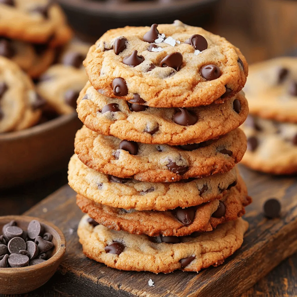 - 2 cups all-purpose flour - 1/2 teaspoon baking soda - 1 teaspoon sea salt The first step to making pan-banging chocolate chip cookies is gathering your essential ingredients. You start with all-purpose flour, baking soda, and sea salt. Each plays a key role in making your cookies rise and taste great. - 3/4 cup unsalted butter, melted - 1 cup brown sugar, packed - 1/2 cup granulated sugar Next, you need sweeteners and fats. Use unsalted butter, which adds moisture. Brown sugar gives a soft texture, while granulated sugar helps with crispiness. Together, they create a delicious balance in flavor. - 1 tablespoon vanilla extract - 1 large egg & 1 large egg yolk - 2 cups chocolate chips, semi-sweet or dark - Flaky sea salt for topping Finally, we have the add-ins and toppings. Vanilla extract boosts the cookie's flavor. The egg and yolk provide richness and binding. Chocolate chips are a must for that gooey center. Sprinkling flaky sea salt on top creates a nice contrast to the sweet cookie. You can find the full recipe [here](#). 1. Preheat the oven and prepare the baking sheet. Set your oven to 350°F (175°C). Line a baking sheet with parchment paper. This helps the cookies release easily after baking. 2. Combine dry ingredients in a medium bowl. In a medium bowl, whisk together: - 2 cups all-purpose flour - 1/2 teaspoon baking soda - 1 teaspoon sea salt Mixing these ensures even distribution of the leavening agent and salt. 1. Whisk together melted butter and sugars. In a large bowl, combine: - 3/4 cup unsalted butter, melted and slightly cooled - 1 cup brown sugar, packed - 1/2 cup granulated sugar Whisk until smooth and well blended. The mixture should be glossy. 2. Incorporate eggs and vanilla extract. Add to the sugar mixture: - 1 tablespoon vanilla extract - 1 large egg - 1 large egg yolk Whisk until everything is fully mixed. This adds flavor and richness. 1. Combine wet and dry ingredients without overmixing. Gradually add the dry ingredients to the wet mix. Stir gently until just combined. Do not overmix; a few lumps are okay. 2. Employ the pan-banging technique during baking. Fold in: - 2 cups chocolate chips, semi-sweet or dark Scoop the dough onto the baking sheet, spacing them well. Bake for 10 minutes. Then, remove the pan and bang it against the counter. This flattens the cookies slightly. Return the pan to the oven and bake for another 5-7 minutes. The edges should be golden, and the centers look a bit underbaked. Top each cookie with a pinch of flaky sea salt right after baking. Enjoy the mix of sweet and salty! For the complete guide, see the Full Recipe. To get the best texture from your cookies, chilling the dough is key. I recommend chilling it for at least 30 minutes. This helps the cookies rise better and stay thicker. If you skip this step, your cookies might spread too much. Baking time can vary by oven. I find that my oven bakes cookies faster than others. Start with the suggested time, but keep an eye on them. The edges should be golden, while the centers stay soft. If you need alternatives for all-purpose flour, try using oat flour or almond flour. These can change the taste a bit but still work well. For sweeteners, you can use coconut sugar or honey in place of brown sugar. Remember, these swaps may alter the texture and flavor. Mix-ins can add fun to your cookies. Try adding nuts, dried fruits, or even different types of chocolate. This creates a unique flavor and makes each batch special. Serving your cookies can be just as fun as baking them. Stack them high on a rustic wooden board for a lovely display. You can also use a decorative plate. A small bowl of extra chocolate chips on the side adds a nice touch. For cookie photography, natural light is best. Aim for soft, diffused light to make your cookies shine. A simple backdrop, like a clean table or colorful cloth, can make your cookies pop in photos. {{image_2}} You can take your pan-banging chocolate chip cookies to the next level. Use different types of chocolate. Try white, milk, or dark chocolate chips. Each type adds a unique taste. You can even mix them for a fun twist. Adding nuts or dried fruits can enhance these cookies, too. Chopped walnuts or pecans give a nice crunch. Dried cherries or cranberries add a sweet and tart flavor. Mix and match to find your favorite combo! If you need gluten-free options, don't worry! You can use gluten-free flour blends. Just make sure to check the ratio. Many brands have their own recommendations for baking. For a vegan version, swap the butter with coconut oil or a vegan butter substitute. Use flax eggs instead of regular eggs. Just mix one tablespoon of ground flaxseed with three tablespoons of water. Let it sit for a few minutes to thicken. This keeps the cookies soft and tasty while making them plant-based. Seasonal flavors can make these cookies even more special. In fall, add spices like cinnamon or nutmeg for warmth. These spices pair well with the chocolate and make your kitchen smell amazing. During the holidays, mix in peppermint extract or crushed candy canes. This gives a festive touch and a burst of flavor. Get creative and have fun with these seasonal ideas! To store your cookies at room temperature, place them in an airtight container. This keeps them soft and chewy. Use parchment paper between layers to avoid sticking. Keep them in a cool, dry spot away from sunlight. For best freshness, enjoy your cookies within three days. After that, they may start to lose their wonderful taste. You can freeze cookies and dough for later use. To freeze baked cookies, let them cool completely first. Then, place them in a freezer-safe bag or container. They can last up to three months in the freezer. For cookie dough, scoop the dough onto a baking sheet. Freeze until solid, then transfer to a bag. When you're ready to bake, thaw the dough in the fridge overnight. Cookies stored at room temperature last about three days. In the fridge, they can stay fresh for about a week. Frozen cookies last for up to three months. Always check for any signs of spoilage before eating. What does pan-banging do for cookie texture? Pan-banging helps cookies spread and flatten. This creates a crisp edge and soft center. The method gives a chewy texture that you will love. It also helps to form beautiful, puddles of melted chocolate. How can I tell when my cookies are done baking? Look for golden edges and a soft center. The center should look slightly underbaked. This means they will continue to cook after you take them out. If the edges are brown, they are likely ready. Why are my cookies flat or spreading too much? Flat cookies can happen for a few reasons. Too much butter or not enough flour can cause this. Also, if the dough is warm when you bake, it can spread too much. Chilling the dough helps prevent this issue. How can I fix underbaked cookie centers? If your cookies have underbaked centers, bake them longer. You can return them to the oven for a few minutes. Check them often to avoid overbaking. Remember, they will firm up as they cool. What goes well with pan-banging chocolate chip cookies? These cookies pair perfectly with a glass of milk. You can also enjoy them with coffee or tea. For a fun twist, try them with ice cream for a delicious dessert. How do I make a cookie sandwich? To make a cookie sandwich, take two cookies. Place a scoop of ice cream or frosting between them. Gently press together. You can roll the edges in sprinkles or mini chocolate chips for extra fun. This blog post covered all you need to make perfect cookies. We talked about must-have ingredients, easy steps, and helpful tips. I shared ways to change flavors for any season and advice for storing cookies. Remember, chilling the dough is key to better texture. With the techniques and tricks provided, you can enjoy fresh, delicious cookies any time. Now, get ready to bake and impress friends and family with your cookie skills!