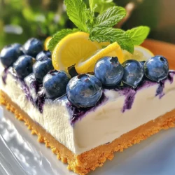 - 2 cups fresh blueberries - 1 cup graham cracker crumbs - 1/2 cup unsalted butter, melted - 8 oz cream cheese, softened - 1 cup powdered sugar - 1 cup whipped topping (or heavy cream whipped) - 1 tablespoon lemon juice - 1 teaspoon vanilla extract - 1/4 cup fresh mint leaves for garnish (optional) Fresh blueberries are the star of this dessert. They add sweetness and a burst of flavor. I use ripe blueberries for the best taste. The graham cracker crumbs form a delicious crust. They offer a nice crunch and a hint of sweetness. Unsalted butter adds richness to the crust, helping it hold together well. Cream cheese provides a smooth and creamy texture. It's the heart of our filling. Powdered sugar sweetens the cream cheese, making it delightful. Whipped topping adds lightness and makes the filling fluffy. Lemon juice brightens the flavor, giving it a zesty kick. Vanilla extract adds warmth and depth. Lastly, fresh mint leaves make a lovely garnish. They offer a pop of color and fresh taste. If you're dairy-free, use a plant-based cream cheese. You can also swap the whipped topping for coconut whipped cream. For gluten-free needs, choose gluten-free graham crackers. If you want a lower sugar option, try using a sugar substitute in the filling. You can leave out mint if you don’t like it. The dessert will still be tasty without it. Adjust these ingredients to fit your diet or taste. Start by mixing the graham cracker crumbs and melted butter in a bowl. Make sure the crumbs are well coated. This step is key for a tasty crust. Next, press the mixture into a 9-inch square baking dish. Use your hands or the bottom of a cup to flatten it down. Bake the crust in a preheated oven at 350°F for about 10 minutes. Once done, take it out and let it cool completely. In a clean bowl, beat the softened cream cheese and powdered sugar together. Mix until the texture is smooth and creamy. This makes the base of your dessert rich and delicious. Then, add the lemon juice and vanilla extract. Stir until they blend nicely. Next, fold in the whipped topping gently. This gives the cream cheese layer a light, fluffy feel. Now it's time to layer your dessert. Start by spreading half of the fresh blueberries over the cooled crust. Make sure to cover it evenly. Then, spread the cream cheese mixture on top. Use a spatula to smooth it out nicely. Finally, add the remaining blueberries on top. Make sure they are evenly distributed. Chill the Blueberry Yum Yum Delight in the fridge for at least 2 hours. This helps it set and makes it easier to slice later. If you like, add some fresh mint leaves on top before serving for a nice touch. This Blueberry Yum Yum Delight is sure to impress! For the complete recipe, check the Full Recipe section above. To make the crust just right, use fresh graham cracker crumbs. Crush them finely for a smooth base. Mix the crumbs with melted butter until they look wet. Press this mix firmly into your dish. A tight crust keeps it from crumbling later. Bake it for 10 minutes to help it hold shape. Let it cool before adding the filling. For a creamy filling, start with soft cream cheese. Leave it out before you begin to let it warm up. This helps it mix smoothly. Beat the cream cheese with powdered sugar until it’s fluffy. Mix in lemon juice and vanilla for extra flavor. Finally, gently fold in the whipped topping. This keeps the filling light and airy. When serving, cut into squares for easy portions. Add more blueberries on top for a fresh look. Garnish with mint leaves to make it pop. You can serve it chilled or at room temperature. This dessert pairs well with a scoop of vanilla ice cream or whipped cream. Enjoy it at gatherings or special occasions. Check out the Full Recipe for more tips! {{image_2}} You can change the flavor of Blueberry Yum Yum by adding other berries. Raspberries or strawberries work great. You can even mix them for a berry medley. Just chop them up and layer them with the blueberries. The sweet and tart taste of these fruits adds fun and color. You can also try using flavored yogurt instead of whipped topping. This adds a twist to the cream layer. If you want a gluten-free version, use gluten-free graham crackers. They taste just as good as regular ones. For a vegan option, swap out the cream cheese for a plant-based cream cheese. Use coconut whipped cream instead of regular whipped topping. Both options keep the dessert yummy while meeting dietary needs. Think outside the dish when serving Blueberry Yum Yum. You can use mason jars for individual servings. Layer the crust, cream, and blueberries in the jars for a cute look. Another fun idea is to serve it in cupcake liners. This makes it easy to grab and eat. You can also sprinkle some crushed nuts on top for extra crunch. Each of these styles adds a special touch to your dessert. Remember to check out the Full Recipe for all the details! To keep your Blueberry Yum Yum fresh, place it in an airtight container. Store it in the fridge for the best taste. If you have a large portion, cut it into squares. This makes it easier to grab and enjoy later. Avoid placing it near strong-smelling foods, as it can absorb odors. You can freeze Blueberry Yum Yum for later. First, let it chill in the fridge for about two hours. Once set, cut it into squares. Wrap each square tightly in plastic wrap. Then, place them in a freezer-safe container. This way, you can enjoy it up to three months later. Just remember to thaw it in the fridge before serving. Blueberry Yum Yum lasts about four days in the fridge. After that, the texture may change. If you freeze it, it stays good for three months. You do not need to reheat this dessert. It tastes best chilled. Just take it out and enjoy! Blueberry Yum Yum is a fun, no-bake dessert. It has layers of fresh blueberries, creamy filling, and a crumbly crust. The dessert is light, sweet, and perfect for summer. It combines flavors of cream cheese and vanilla with fresh berries. Each bite feels like a treat from nature. The dessert is easy to make and great for gatherings. Yes, you can make Blueberry Yum Yum ahead of time. It actually tastes better after chilling! Prepare it a day before your event for the best flavor. Just keep it in the fridge until you are ready to serve. This dessert needs at least two hours to set. Plan ahead, and you will impress your guests with this delightful treat. To enhance Blueberry Yum Yum, try adding a splash of lemon juice. It brightens the overall taste. You could also mix in other berries, like raspberries or strawberries. This brings new flavors and colors to the dish. Fresh mint leaves as a garnish add a nice touch. For more richness, you can use heavy cream instead of whipped topping. Each option adds a personal twist to the classic recipe. Check out the Full Recipe for more details! In this post, we covered the ingredients for Blueberry Yum Yum, from crust to cream cheese. You learned how to prep and assemble this tasty treat step by step. We also shared tips for the perfect texture and fun variations to try. Remember, Blueberry Yum Yum is easy to make and delightfully fun to serve. Whether you keep it classic or add your twist, you can enjoy it fresh or stored for later. Happy baking!