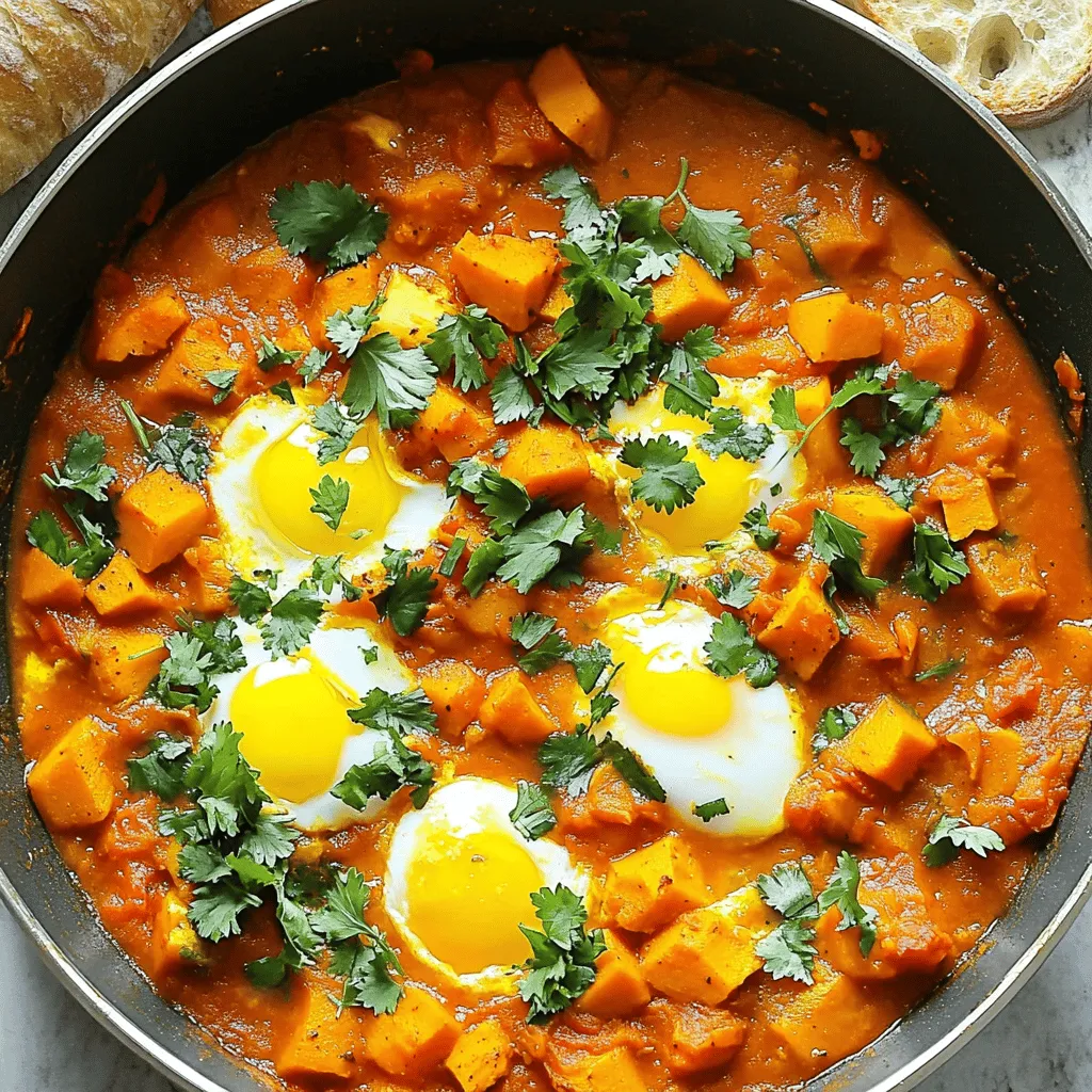 To make pumpkin shakshuka, gather these items: - 1 medium pumpkin, peeled and diced (about 4 cups) - 1 large onion, finely chopped - 2 garlic cloves, minced - 1 red bell pepper, diced - 1 teaspoon ground cumin - 1 teaspoon smoked paprika - 1/2 teaspoon cayenne pepper (adjust to taste) - 1 can (14 oz) diced tomatoes - 4 large eggs - 2 tablespoons olive oil - Salt and pepper to taste - Fresh parsley or cilantro, for garnish When it comes to ingredient substitutions, you have options. If you can't find pumpkin, you can use butternut squash or sweet potatoes. These alternatives keep the dish sweet and warm. For the spices, if you don’t have smoked paprika, regular paprika works too. It changes the flavor slightly, but you'll still enjoy a tasty shakshuka. Now, let’s talk about fresh versus canned ingredients. Fresh pumpkin shines in this dish, giving a bright flavor and texture. But if you're short on time, canned pumpkin can save the day. Just remember, canned pumpkin is smoother, so it may change the dish's texture. Using fresh herbs like parsley or cilantro adds a burst of flavor at the end. They give your shakshuka a fresh touch. If fresh herbs aren't available, dried herbs can still work, but the flavor won't be as strong. You can find the full recipe in the article. Enjoy making your pumpkin shakshuka! 1. Heat the Oil: Start by heating 2 tablespoons of olive oil in a large skillet over medium heat. This creates a nice base for your shakshuka. 2. Sauté the Onion: Add 1 large finely chopped onion to the skillet. Cook it for about 5 minutes until it looks soft and clear. 3. Add Garlic and Pepper: Next, throw in 2 minced garlic cloves and 1 diced red bell pepper. Stir it all together and let it cook for another 3-4 minutes. The bell pepper should be tender by now. 4. Mix in the Pumpkin: Now, add 4 cups of diced pumpkin. Sprinkle in 1 teaspoon of ground cumin, 1 teaspoon of smoked paprika, and 1/2 teaspoon of cayenne pepper. You can adjust the cayenne to your taste. Stir everything well and cook for 8-10 minutes. You want the pumpkin to start softening. 5. Pour the Tomatoes: Open a can of diced tomatoes (14 oz) and pour it into the skillet. Stir it in and let it simmer. Reduce the heat, cover the skillet, and let it cook for 10-15 minutes. The pumpkin should be fully tender by now. 6. Add the Eggs: Make 4 small wells in the sauce. Gently crack an egg into each well. Cover the skillet again and let it cook for 6-8 minutes. The egg whites should be set, but the yolks still runny. If you want firmer yolks, cook a bit longer. 7. Final Touches: Once your eggs are perfect, take the skillet off the heat. Add salt and pepper to taste. 8. Garnish: Finish by garnishing with fresh parsley or cilantro. This adds a nice pop of color. - Keep the Heat Low: Cooking on low heat helps the eggs cook evenly without overcooking the yolks. - Cover the Skillet: This traps steam and helps cook the eggs faster while keeping the yolks runny. - Check Frequently: Watch the eggs closely. Once the whites are set, they are ready to eat. For more detailed instructions, check the Full Recipe. Enjoy your cooking! To elevate your pumpkin shakshuka, try different seasonings. You can add coriander for a fresh taste. A dash of nutmeg will give a warm, cozy feeling. If you like it spicy, add more cayenne. For a smoky flavor, consider adding chipotle powder. Each spice adds a unique twist. To ensure your shakshuka has the best texture, cook the pumpkin until it’s just soft. This keeps it from getting mushy. Stir occasionally to prevent sticking. When you crack the eggs, make small wells for even cooking. Cover the skillet to steam the eggs gently. This step helps keep the yolks runny while setting the whites. For the perfect finish, garnish with fresh herbs. Parsley or cilantro adds color and brightness. Serve your shakshuka hot directly from the skillet. This dish is best enjoyed fresh, so gather your family or friends for a cozy meal. For a complete guide, check the Full Recipe for all the details. {{image_2}} You can change up pumpkin shakshuka in many ways. Start by swapping the pumpkin. Try zucchini, sweet potatoes, or even eggplant. Each of these will add a unique taste and texture. Next, consider the spices. If you want more heat, add more cayenne or chili flakes. For a different flavor, try adding curry powder or turmeric. Both of these spices bring warmth and depth. If you are vegan or vegetarian, you can skip the eggs. Instead, add chickpeas or black beans for protein. These options make the dish filling and nutritious. You can also substitute the eggs with tofu. Crumble firm tofu and cook it in the sauce until heated through. Lastly, feel free to play with the herbs. Instead of parsley or cilantro, try basil or dill. These fresh herbs can change the whole feel of the dish. For the full recipe, be sure to check out the complete ingredients and instructions. After enjoying your pumpkin shakshuka, store leftovers in a sealed container. This keeps them fresh and tasty. Allow the dish to cool down before placing it in the fridge. It will stay good for about 3-4 days. If you want to freeze shakshuka, it’s best to do so without the eggs. Cook the pumpkin and sauce, then let it cool. Pour it into a freezer-safe container. It will last about 3 months in the freezer. When ready to eat, thaw it overnight in the fridge. Reheat it gently on the stove. For the eggs, you can cook them fresh each time. This way, they stay soft and delicious. Just add eggs to the reheated shakshuka and cook until they are done to your liking. Check out the Full Recipe for more tips on making this dish. How to make pumpkin shakshuka spicier? To add spice, you can increase the cayenne pepper. Start with just a bit more, then taste. If you want more heat, mix in chili flakes or fresh jalapeños. You can also use spicy smoked paprika for a different kick. Can I prepare shakshuka in advance? Yes, you can make shakshuka ahead of time. Cook the dish up to the point of adding eggs. Then, store it in the fridge for up to three days. When ready to serve, reheat the mixture and add the eggs. Cook them fresh for the best taste. What to serve with pumpkin shakshuka? This dish pairs well with warm bread, like crusty sourdough or pita. You can also serve it with a fresh salad to balance the meal. For a heartier option, add some roasted potatoes or grains like quinoa or farro on the side. For the full recipe, check out the provided link. In this post, we explored pumpkin shakshuka from ingredients to storage tips. You learned about ingredient options, cooking steps, and flavor enhancements. We also covered variations for all diets and answered common questions. To wrap it up, pumpkin shakshuka is versatile and delicious. It’s easy to make, share, and store. Enjoy this dish now and explore its many flavors!