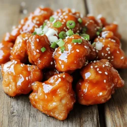 - Chicken and Marinade Components - 1 lb (450g) boneless chicken thighs, cut into bite-sized pieces - 1/4 cup honey - 2 tablespoons Sriracha sauce - 2 tablespoons soy sauce - 1 tablespoon lime juice - 2 cloves garlic, minced - 1 teaspoon grated fresh ginger - 1 tablespoon sesame oil - 1/2 teaspoon salt - 1/4 teaspoon black pepper - 1 tablespoon vegetable oil for cooking To create a tasty Honey Sriracha Chicken, choose fresh, high-quality chicken. The chicken thighs work best. They stay juicy when cooked. The marinade has a sweet and spicy mix. Honey adds a sticky sweetness. Sriracha brings that bold heat. Soy sauce adds umami. Lime juice brightens the flavors. Garlic and ginger give a warm touch. Sesame oil rounds it out with a nutty flavor. - Optional Garnishes - 1/4 cup chopped green onions for garnish - Sesame seeds for garnish Garnishes make your dish pop. Green onions add color and a fresh crunch. Sesame seeds give a nice texture. They also make the dish look fancy. You can skip these if you like, but they enhance the meal. For the full recipe, check the link. To start, mix the marinade in a large bowl. Combine honey, Sriracha sauce, soy sauce, lime juice, minced garlic, grated ginger, sesame oil, salt, and black pepper. Stir until everything blends well. This step adds flavor and makes the chicken tender. Next, add your chicken pieces to the bowl. Make sure each piece gets a nice coat of the marinade. Cover the bowl and place it in the fridge. Let it sit for at least 30 minutes. If you want extra flavor, marinate it for up to 2 hours. Once marinated, heat vegetable oil in a large skillet over medium-high heat. When the oil is hot, carefully add the marinated chicken pieces. Spread them out in a single layer. Cook for about 5 to 7 minutes, stirring every so often. Look for a nice golden brown color. This shows the chicken is cooking well. After it's browned, pour any remaining marinade into the skillet. Continue cooking for another 2 to 3 minutes. This step thickens the sauce and adds more flavor. After cooking, remove the skillet from the heat. Let the chicken rest for a few minutes. This helps keep it juicy. When ready to serve, plate the chicken. Garnish with chopped green onions and a sprinkle of sesame seeds. These add a nice crunch and fresh taste. Enjoy your Honey Sriracha Chicken! For full details, check out the Full Recipe. To make a great marinade, you need balance. Honey adds sweetness, while Sriracha gives heat. Use fresh lime juice for a zesty kick. Combine these flavors in a bowl. Mix well until smooth. Let the chicken soak in the marinade. Cover it and chill in the fridge. Aim for at least 30 minutes. For even better taste, marinate for up to 2 hours. Start with a hot skillet when cooking chicken. Heat vegetable oil until it shimmers. This helps sear the chicken, locking in moisture. Place the marinated chicken in a single layer. Avoid overcrowding the pan. Cook for about 5-7 minutes until golden brown. Stir occasionally to cook evenly. After cooking, let it rest for a few minutes. This keeps the chicken juicy. Not all spice is for everyone. To lower the heat, reduce Sriracha in the marinade. You can also add more honey to balance it out. If you want it spicier, add extra Sriracha or a pinch of cayenne pepper. Taste the marinade before adding chicken. This way, you can adjust to your liking. Make it your own! For the complete process of making this delicious dish, check out the Full Recipe. {{image_2}} You can easily add vegetables to your Honey Sriracha Chicken. This will add color and nutrition. Try using bell peppers, broccoli, or snap peas. Cut the veggies into bite-sized pieces. Sauté them in the skillet before adding the chicken. Cook them until they are tender. Then, follow the rest of the recipe. The veggies soak up the sauce and taste amazing. This variation makes the dish more filling and vibrant. If you want to change the protein, try shrimp or tofu. Both options work well with the honey and Sriracha mix. For shrimp, use large, peeled shrimp. Cook them for about 3-4 minutes until they turn pink. For tofu, press it to remove water and cut it into cubes. Sauté the tofu until golden brown. Then add the marinade and cook until heated through. This gives you variety while keeping the bold flavors. Not everyone likes the same spice level. You can adjust the heat in your sauce. For less heat, reduce the Sriracha to one tablespoon. You can also add more honey to balance it out. If you enjoy more heat, try adding chili flakes or a hotter sauce. Experimenting with heat helps you find your perfect balance. This way, everyone can enjoy Honey Sriracha Chicken just the way they like it. For the full recipe, check out the earlier section. After cooking Honey Sriracha Chicken, let it cool to room temperature. Once cooled, transfer the chicken to an airtight container. It will last in the fridge for up to four days. To keep it fresh, store it in the back of the fridge where it's colder. Always check for any off smells or changes in color before using. To freeze Honey Sriracha Chicken, first let it cool completely. Place the chicken in a freezer-safe bag or container. Remove as much air as possible to prevent freezer burn. It can stay frozen for up to three months. To use, thaw it overnight in the fridge for best results. When you're ready to enjoy the chicken again, reheat it gently. You can use a microwave or a skillet. If using a microwave, heat in short bursts, stirring in between. This helps it warm evenly. If using a skillet, add a splash of water or broth to keep it moist. Heat over medium until warmed through. Enjoy your tasty dish anytime! You can serve Honey Sriracha Chicken with rice or noodles. Both absorb the sauce well. Steamed broccoli or green beans add a nice crunch. A fresh salad brightens the meal. You might also try it in a wrap with veggies. Pairing it with a cool dipping sauce balances the heat. You can marinate the chicken for at least 30 minutes. This gives it a great flavor. For a deeper taste, marinate it for up to 2 hours. If you have more time, you can even go longer. Just be careful not to marinate too long. The acid can change the texture of the chicken. Yes, you can make this recipe in advance! Cook the chicken and store it in the fridge. It stays good for about 3 days. You can also freeze it for up to a month. When ready to eat, just reheat it gently. This keeps the chicken juicy and flavorful. Check out the Full Recipe for all the details! In this blog post, we explored how to make a tasty Honey Sriracha Chicken. We covered the key ingredients and important steps for marinating, cooking, and finalizing the dish. I shared some useful tips for the perfect marinade and cooking juicy chicken. We also looked at fun variations and how to store leftovers. Remember, you can adjust the spice to suit your taste. Enjoy cooking and experimenting with this recipe for a delightful meal!