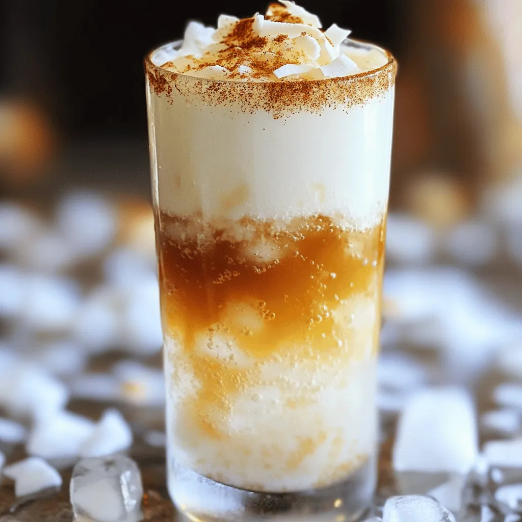- 1 cup coconut milk - 1 tablespoon chai tea leaves (or 1 chai tea bag) - 1/4 cup sugar (adjust to taste) - 1/2 teaspoon vanilla extract - 1 cup sparkling water - 1/4 teaspoon ground cinnamon - Ice cubes - Toasted coconut flakes, for garnish When I make Coconut Chai Cream Soda, I love how simple the ingredients are. Each one brings a unique flavor. First, the coconut milk gives a rich, creamy base. It adds a lovely tropical touch. Next, I use chai tea leaves or a tea bag. Chai gives a warm spice that makes this drink special. You can adjust the sugar to your liking. If you want it sweeter, add more. The vanilla extract adds a smooth flavor. Then comes the sparkling water. It adds fizz and makes the drink refreshing. The ground cinnamon is the finishing touch. It gives a hint of warmth. Don’t forget the ice cubes! They cool the drink perfectly. Finally, I sprinkle toasted coconut flakes on top. They add crunch and extra coconut flavor. - Small saucepan - Strainer (if using loose tea leaves) - Measuring cups and spoons - Glasses for serving To make this drink, you need some easy tools. A small saucepan is perfect for heating. If you use loose tea leaves, a strainer helps keep them out of your drink. Measuring cups and spoons make it easy to get the right amounts. Lastly, you’ll need glasses to serve your Coconut Chai Cream Soda. This drink is not only tasty but also fun to make. You can find the full recipe above for step-by-step guidance. - Heating the Coconut Milk Start by pouring 1 cup of coconut milk into a small saucepan. Heat it over medium heat. Watch closely and do not let it boil. You want it warm but not bubbling. This step helps the flavors mix well. - Steeping Chai Tea Once the coconut milk is warm, add 1 tablespoon of chai tea leaves or 1 chai tea bag. Let it steep for about 5 to 7 minutes. If you used loose tea, be sure to strain it out later. This makes your drink rich with chai flavor. - Adding Sugar and Vanilla After steeping, stir in 1/4 cup of sugar and 1/2 teaspoon of vanilla extract. Mix until the sugar dissolves fully. This adds sweetness and a nice aroma to your drink. - Cooling the Mixture Remove the saucepan from the heat. Allow the mixture to cool to room temperature. This step is important so that you do not melt the ice when serving. - Assembling the Drink Fill a glass with ice cubes. Pour the cooled coconut chai mixture over the ice, filling the glass halfway. This creates a nice base for your drink. - Final Touches for Presentation Top off each glass with 1 cup of sparkling water. Gently stir to combine the flavors. Next, sprinkle with 1/4 teaspoon of ground cinnamon. For a lovely finish, garnish with toasted coconut flakes. This adds a fun crunch and makes it look pretty. For the full recipe, refer to the detailed instructions provided earlier. Enjoy your refreshing Coconut Chai Cream Soda! - Adjusting Sweetness to Taste Sweetness is key in this drink. Start with 1/4 cup of sugar. Taste it after mixing. If you want it sweeter, add a bit more sugar. Remember, you can always add more, but you can't take it out. - Choosing the Right Coconut Milk Use full-fat coconut milk for a rich flavor. If you prefer something lighter, choose light coconut milk. Check the can for additives. Pure coconut milk makes the drink taste best. - Infusing More Flavor To boost flavor, steep the chai longer. You can add spices like cardamom or ginger. These spices enhance the drink’s warmth and depth. Feel free to experiment with flavors until you find what you love. - Pairing with Snacks or Desserts This drink goes well with light snacks. Try it with coconut macaroons or scones. For a dessert, serve it with a slice of vanilla cake. The flavors will blend well and satisfy your taste buds. - Presentation Ideas for Special Occasions For a festive look, use tall glasses. Add a straw and a slice of lime on the rim. Sprinkle toasted coconut flakes on top for extra flair. This makes your drink look as good as it tastes. You can find the full recipe [here](#). {{image_2}} You can easily make this drink dairy-free. Use plant-based milk like almond or soy milk. Each type adds a unique flavor. Coconut milk is still the favorite due to its creaminess. You can also try oat milk for a thicker texture. For sweetening, consider sugar substitutes. Stevia or agave syrup works well. They help cut calories while keeping your drink sweet. Adjust the amount based on your taste buds. Always start with less. You can add more if needed. To change the flavor, add different spices. A pinch of cardamom or ginger gives a warm kick. Nutmeg adds a nice depth too. Don't be afraid to experiment! You can also incorporate fresh ingredients. Fresh mint leaves or even a slice of lime can brighten the drink. Try adding a splash of pineapple juice for a tropical twist. Each choice makes your Coconut Chai Cream Soda unique. You can find the full recipe above to explore these variations. For best taste, drink your Coconut Chai Cream Soda right away. If you have leftovers, store them in the fridge. Use a sealed container to keep it fresh. The drink can last for about 2 days. Just remember, the longer it sits, the fizz from the sparkling water will fade. You can prepare this drink ahead of time for parties. Make the coconut chai mix first. Follow the recipe steps until you cool the mixture. Store it in the fridge in a sealed container. - How to Prepare Ahead of Time You can mix the coconut milk, chai, sugar, and vanilla. Just skip adding the sparkling water until you serve it. This way, your drink stays fizzy. - Storing Components Separately It’s best to store the coconut chai mixture and sparkling water separately. When it's time to serve, pour the mixture over ice and top with sparkling water. This keeps everything fresh and bubbly! Coconut Chai Cream Soda is a fun drink that mixes coconut milk and chai tea. It has a creamy, sweet flavor with hints of spice and coconut. The sparkling water gives it a fizzy kick. You taste the warmth of chai, the sweetness of sugar, and a smooth coconut finish. Each sip feels refreshing, making it great for any time. You can find pre-made Coconut Chai Cream Soda at some stores. Look for it in the beverage aisle or at specialty shops. Brands like Harmless Harvest or any local maker may offer tasty options. Check the labels to find one that suits your taste. Yes, you can prepare this drink ahead of time. Make the coconut chai mixture and store it in the fridge. Just remember to add the sparkling water just before serving. It helps keep the fizz fresh. This way, you can impress guests without a last-minute rush. Absolutely! You can adjust the sugar to your liking. If you prefer it sweeter, add more sugar slowly until it's just right. If you like it less sweet, use less sugar. You could also try honey, agave, or a sugar substitute for different flavors. If you don't have coconut milk, almond or oat milk works well. For chai tea, use any spiced tea you love. If you can't find cinnamon, nutmeg or cardamom can add a nice twist. Be creative and use what you have on hand! You can find many variations online. Check food blogs, YouTube, or Pinterest for new ideas. Try adding different spices, like ginger or turmeric, for a unique taste. You can also mix in fruits, like mango or pineapple, for a tropical twist. Coconut Chai Cream Soda combines fresh flavors in a fun drink. You learned about its ingredients, tools, and step-by-step process. I shared tips for making it perfect and ways to adjust the recipe. Variations and storage ideas help make this drink your own. Feel free to explore flavors and serve it any way you like. Enjoy every sip of your creation!
