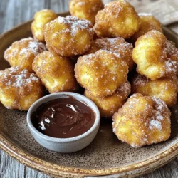 To make fluffy air fryer churro bites, gather these simple ingredients: - 1 cup all-purpose flour - 1/4 cup granulated sugar - 1 teaspoon baking powder - 1/4 teaspoon salt - 1/2 cup water - 2 tablespoons unsalted butter, melted - 1 teaspoon vanilla extract - 1/2 teaspoon ground cinnamon (for coating) - Additional granulated sugar (for coating) - Cooking spray These ingredients are easy to find and make this recipe fun. The flour gives the churro bites their body. Sugar adds sweetness, while baking powder helps them rise. The butter and vanilla bring a rich flavor, making each bite memorable. The cinnamon-sugar coating adds a nice crunch and sweetness. Using cooking spray helps achieve a golden brown color while keeping the bites light and fluffy. You can find the full recipe in the next section. Enjoy making these delightful treats! 1. Combine dry ingredients in a bowl. Start by taking a medium bowl. Add 1 cup of all-purpose flour, 1/4 cup of granulated sugar, 1 teaspoon of baking powder, and 1/4 teaspoon of salt. Whisk these together until mixed well. 2. Mix wet ingredients in a separate bowl. In another bowl, pour in 1/2 cup of water, 2 tablespoons of melted unsalted butter, and 1 teaspoon of vanilla extract. Stir until everything is blended. 3. Form the dough and preheat air fryer. Now, pour the wet mixture into the dry mixture. Stir with a spatula until a soft dough forms. It should be slightly sticky. Preheat your air fryer to 350°F (175°C) for about 5 minutes. 1. Shape dough into bite-sized balls. Take a small cookie scoop or your hands. Form the dough into small balls, about 1 inch wide. 2. Place in air fryer and spray with cooking spray. Arrange the dough balls in the air fryer basket. Make sure they are not touching. Lightly spray the tops with cooking spray to help them brown. 3. Air fry and roll in cinnamon-sugar. Cook the churro bites for 8-10 minutes. They should turn golden and puff up. While they cook, mix 1/2 teaspoon of ground cinnamon with extra granulated sugar in a shallow dish. When done, roll the warm churro bites in the cinnamon-sugar mixture. Serve warm for the best taste. For the full recipe, check out the detailed instructions provided earlier. To make the best fluffy air fryer churro bites, you need a sticky dough. This sticky texture helps them rise and stay soft. When mixing, don’t be afraid if the dough feels a bit tacky. That’s just right! Set your air fryer to 350°F (175°C). Preheat it for about 5 minutes. This temperature helps the churro bites cook evenly and become golden brown. Cook them for 8 to 10 minutes. Keep an eye on them; you want them puffed and lightly browned. Churro bites are delightful on their own, but you can make them even better with dips. Try chocolate sauce or dulce de leche. These add a rich flavor that pairs well with the sweetness of the churros. For a beautiful display, arrange the churro bites on a rustic plate. You can sprinkle powdered sugar on top for a charming touch. Serve with a small bowl of your favorite dip for a fun treat that looks great and tastes even better. For the full recipe, check out the details shared earlier. {{image_2}} You can easily change the basic churro bites by adding chocolate chips or nuts to the dough. These additions give each bite a delightful surprise. Mix in about 1/2 cup of your favorite chocolate chips or chopped nuts before you shape the dough. The melted chocolate will add richness, while the nuts bring crunch. You can also play with spices for the coating. Instead of just cinnamon, try a dash of nutmeg or cardamom. These spices will add depth to the flavor. You can even mix them with the cinnamon for a unique taste. Experiment and find what you like best! Dipping sauces can elevate your churro bites beyond chocolate. Try caramel sauce or a creamy vanilla dip. You can also make a fruit sauce using fresh berries. These fruity choices add a fresh twist to your dessert. Another fun idea is to fill the churro bites. Use a piping bag to add chocolate or fruit filling inside each bite. This change makes them even more exciting. You can create a surprise in every bite! Enjoy experimenting with these variations to make your churro bites truly special. For the full recipe, check out the provided instructions. To keep your churro bites fresh, place them in an airtight container. This helps prevent them from drying out. You can also wrap them in plastic wrap before placing them in a container. Store your churro bites at room temperature for up to two days. If you want to keep them longer, the fridge is a good option, but they may lose some fluffiness. Use a glass or plastic container with a lid. Avoid using paper or cardboard, as they can absorb moisture. If you have extra churro bites, consider freezing them for later. Reheating churro bites can be tricky. You want them warm but not soggy. The best way to reheat them is in the air fryer. Set your air fryer to 350°F (175°C) and heat for about 3-5 minutes. This helps restore their crispiness. If you don’t have an air fryer, you can use an oven. Preheat the oven to 350°F (175°C) and place the churro bites on a baking sheet. Heat them for about 5-7 minutes. Avoid microwaving them, as this tends to make them soggy. Enjoy your churro bites warm, just like when they were fresh! Can I make these churro bites gluten-free? Yes, you can! Simply switch the all-purpose flour for a gluten-free flour blend. Make sure the blend has a good structure to hold the dough together. How do I know when the churro bites are cooked? Check for a golden brown color and a puffed-up shape. You can also insert a toothpick; it should come out clean if they are done. What's the best air fryer for making churros? Any air fryer that can reach 350°F will work well. I recommend one with a basket for easy cooking and flipping. Can I freeze churro bites for later? Yes, you can freeze them! Allow them to cool first, then place in a freezer bag. They will last up to three months. Are churro bites healthier than traditional churros? Yes, churro bites are generally healthier. They use less oil and are air-fried, which cuts down on fat. How long do homemade churro bites last? They stay fresh for about two days in an airtight container. For longer storage, consider freezing them. This blog post covered the simple ingredients and steps to make churro bites. You learned how to mix, shape, and cook them in an air fryer. We explored tips for perfect texture and fun variations. Storing and reheating your churro bites was also discussed. Now you can enjoy these treats with different dips or flavors. Happy cooking and experimenting in your kitchen!