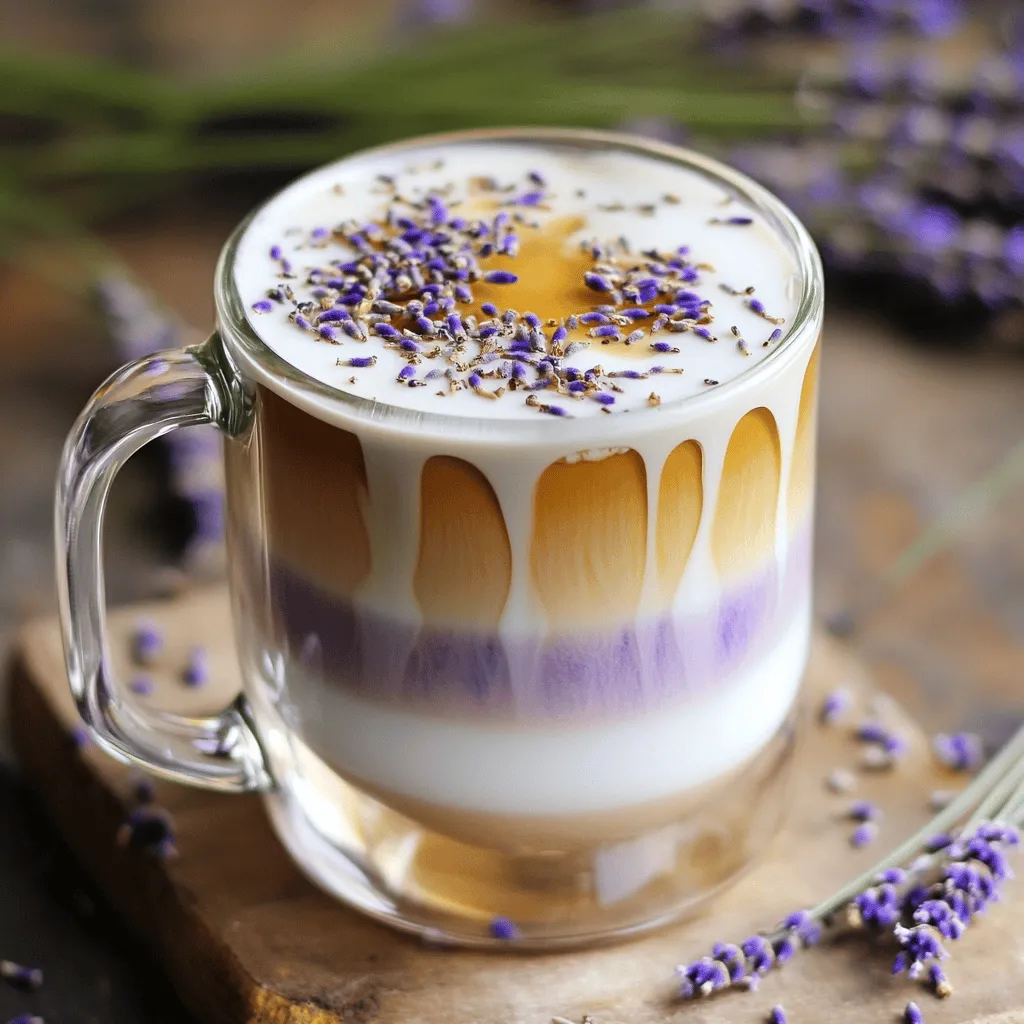 - 1 cup water - 2 tablespoons dried lavender flowers - 1 tablespoon honey (or to taste) I love using dried lavender flowers. They give the drink a lovely floral taste. When choosing honey, pick one that you enjoy. You can add more or less based on your sweet tooth. - 1 cup milk (or plant-based milk) - Additional milk frothing options For the milk, you can use regular milk or plant-based options like almond or oat milk. If you want a creamy latte, froth the milk before adding it. A good froth makes the drink feel fancy. - 1 bag of Earl Grey tea - 1 teaspoon vanilla extract - A pinch of sea salt Earl Grey tea adds a nice depth to the latte. The vanilla extract enhances the sweetness without adding sugar. A pinch of sea salt can make the flavors pop and balance the sweetness. For the full recipe, check out the Honey Lavender London Fog Latte section. It will guide you through the steps to make this drink at home. To start, boil 1 cup of water in a small saucepan. Once the water bubbles, remove it from heat. Add 2 tablespoons of dried lavender flowers. Cover the pan and let the flowers steep for 5 to 7 minutes. This helps to bring out their lovely flavor. After steeping, strain the lavender water through a fine mesh sieve into a cup or small bowl. Discard the used flowers. This step ensures you get all the essential oils and flavors from the lavender. Next, take the lavender-infused water and add 1 bag of Earl Grey tea. Let it steep for 3 to 5 minutes. If you like a stronger tea, go for the full 5 minutes. This tea adds a nice depth to the drink. The bergamot in the Earl Grey will blend beautifully with the lavender. Now it’s time to heat up the milk. Pour 1 cup of milk into a separate saucepan and warm it over medium heat. Be careful not to let it boil. If you want a creamy texture, froth the milk using a whisk or a milk frother. Once the milk is ready, remove the tea bag from your lavender tea. Stir in 1 tablespoon of honey, 1 teaspoon of vanilla extract, and a pinch of sea salt. Mix everything until it's well combined. Finally, pour the lavender tea mixture into your favorite mug, then gently top it with the warm milk. For a special touch, drizzle some extra honey on top and sprinkle a few dried lavender flowers for garnish. Enjoy your homemade Honey Lavender London Fog Latte! For the complete recipe with all the details, check out the Full Recipe. To make a great Honey Lavender London Fog Latte, frothing milk is key. Heat your milk on medium heat until warm. Use a whisk for a light froth or a frother for a creamy texture. Aim for a velvety foam, not bubbles. Sweetness is also important. Start with a tablespoon of honey. Taste and add more if you like it sweeter. The balance of flavors is vital. You want the lavender and tea to shine through. Presentation matters! Serve your latte in a clear glass mug. This shows off the beautiful colors. A sprig of fresh lavender on top adds elegance. For a fun twist, drizzle a bit of honey on top. You can also sprinkle dried lavender for a lovely touch. These small details make your drink look and feel special. Honey has real health benefits. It can soothe a sore throat and may help with allergies. It also adds natural sweetness without refined sugar. Lavender is more than pretty. It can calm your mind and help with sleep. Earl Grey tea adds a boost of antioxidants. Together, these ingredients make not just a tasty drink, but a healthy one too. For the complete process, check the Full Recipe to enjoy this delightful latte at home! {{image_2}} You can switch honey for other sweeteners. Agave syrup is a great choice. It has a mild taste and blends well. Maple syrup adds a rich flavor, too. If you want a sugar-free option, use stevia or monk fruit. These options keep your latte tasty without extra sugar. Getting creative with flavors can be fun. Try adding a bit of citrus zest, like lemon or orange. This brightens the drink and adds freshness. You can also mix in spices like cinnamon or nutmeg for warmth. If you want to change the tea, use chai or green tea. Each tea gives a new twist to your latte. For those avoiding dairy, there are many milk options. Almond milk gives a nutty flavor, while oat milk is creamy and smooth. Coconut milk brings a tropical touch and sweetness. Each milk type changes the taste and texture of your latte. Experiment to find your favorite! To store your leftover latte, pour it into a clean, airtight container. Keep it in the fridge for up to three days. When you want to enjoy it again, reheat gently on the stove or in the microwave. Stir well before drinking. This helps keep the flavors bright and fresh. Dried lavender lasts for about one year if stored in a cool, dark place. Honey can last indefinitely due to its natural preservatives. Brewed tea, however, is best used within one day. After brewing, it can lose its fresh taste quickly. You can freeze the latte, but it may change texture. To freeze, pour it into ice cube trays. Once frozen, transfer the cubes to a zip-top bag. When you want some, thaw the cubes in the fridge overnight. You can blend them into smoothies for a fun twist! To make a vegan version, swap regular milk for plant-based milk. Almond, oat, or coconut milk work well. For honey, use agave syrup or maple syrup to keep it vegan. Both options provide a sweet touch without using animal products. Yes, you can use fresh lavender. Use three tablespoons of fresh lavender flowers for this recipe. The fresh flowers will give a bright flavor. Just steep them in boiling water for the same time as the dried version. Strain them out before adding the tea bag. You can use spices to boost the flavor. A pinch of cinnamon or nutmeg adds warmth. A drop of almond extract can also enhance flavor without added sugar. You might try adding a splash of lemon juice for a refreshing twist. You can find dried lavender at health food stores or online. Look for culinary lavender to ensure it is safe to eat. Specialty grocery stores often carry Earl Grey tea. For honey, check local farmers' markets for a fresh option. This blog post covered how to make a Honey Lavender London Fog Latte. We discussed the main ingredients, from lavender to Earl Grey tea. I shared step-by-step instructions for brewing the perfect cup. Plus, I included tips for frothing milk and adjusting flavors. In conclusion, experimenting with variations can elevate your latte experience. Try using different milks or sweeteners. Each change adds fun and flavor. Enjoy this delightful drink, and remember, the process can be just as rewarding as the drink itself.