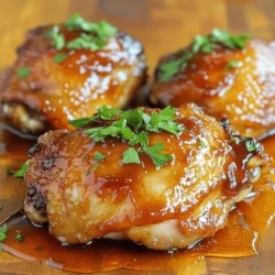 To make Irresistible Honey BBQ Chicken, you will need: - 4 chicken thighs (bone-in, skin-on for extra flavor) - 1/2 cup honey - 1/3 cup ketchup - 1/4 cup apple cider vinegar - 2 tablespoons soy sauce - 1 tablespoon Dijon mustard - 1 teaspoon garlic powder - 1 teaspoon onion powder - 1/2 teaspoon smoked paprika - 1/4 teaspoon black pepper - Salt to taste - Fresh parsley for garnish (optional) For this recipe, gather these kitchen tools: - Medium bowl for mixing - Whisk for combining ingredients - Resealable plastic bag or large bowl for marinating - Baking dish for cooking - Meat thermometer to check doneness - Spoon or brush for basting When choosing chicken, look for these signs of quality: - Freshness: Choose chicken with a pink hue and no foul smell. - Skin: Look for skin that is smooth and not dried out. - Sourcing: Buy from local farms or trusted brands for better taste. - Size: Opt for evenly sized pieces for consistent cooking. Using good chicken makes a big difference in flavor. Enjoy your cooking! To start, grab a medium bowl. In this bowl, whisk together the following: - 1/2 cup honey - 1/3 cup ketchup - 1/4 cup apple cider vinegar - 2 tablespoons soy sauce - 1 tablespoon Dijon mustard - 1 teaspoon garlic powder - 1 teaspoon onion powder - 1/2 teaspoon smoked paprika - 1/4 teaspoon black pepper - Salt to taste Mix until all the ingredients blend into a smooth marinade. This mix adds a sweet and tangy flavor to the chicken. Next, take four chicken thighs and place them in a resealable plastic bag or a large bowl. Pour the marinade over the chicken. Make sure each piece gets well coated. Seal the bag or cover the bowl tightly. Place it in the fridge for at least one hour. For the best taste, marinate overnight. This allows the flavors to soak into the chicken. When you're ready to cook, preheat your oven to 375°F (190°C). Remove the chicken from the marinade but keep the leftover marinade. Place the chicken skin-side up in a baking dish. Bake for 25 minutes. After this time, baste the chicken with the reserved marinade. This adds more flavor and helps keep the chicken moist. Bake for another 15-20 minutes until the chicken reaches 165°F (74°C). For a crispy skin, turn the oven to broil for 3-5 minutes. Watch closely to prevent burning. Once done, let the chicken rest for 5 minutes before serving. You can garnish with fresh parsley for a pop of color. This dish is sure to impress! To get the best taste, mix sweet and tangy well. Honey gives a nice sweetness, while apple cider vinegar adds tang. This combo makes the chicken tasty. You can adjust the honey if you want it sweeter. If you like tang, add a bit more vinegar. Taste your marinade before adding the chicken. Make sure it’s just right for you! Cook your chicken until it reaches 165°F (74°C). This keeps it juicy and safe to eat. Use a meat thermometer for best results. Insert it into the thickest part of the thigh. It should not touch bone. If you don't have one, bake it for about 40-45 minutes in total. This timing works well for chicken thighs. Garnishes make the meal look great and add flavor. Fresh parsley adds a pop of color and taste. You can also use sliced green onions or sesame seeds. These add a nice crunch and freshness. For a kick, add some chopped jalapeños. They bring heat and brightness to the dish. Serve your chicken with a garnish for a restaurant-style look! For full preparation details, check the Full Recipe. {{image_2}} You can spice up your honey BBQ chicken easily. Just add chili powder or cayenne. This will give your dish a nice kick. If you love heat, feel free to add more. I recommend starting with half a teaspoon. Mix this into your marinade. You can also use hot sauce to get that spicy flavor. Just a few drops can transform the taste. This spicy twist is great for those who crave excitement in their meals. You don’t have to stick with thighs. Other cuts work well too! Chicken breasts are a leaner option. They cook faster, so watch the time. Drumsticks add a fun touch and great flavor. If you prefer wings, they make for tasty finger food. Just adjust the cooking time depending on the cut you choose. Each cut will give you a different taste and texture. Both grilling and baking have unique benefits. Baking is easy and gives you tender chicken. You can baste it often for extra flavor. However, grilling adds a smoky taste that is hard to beat. If you grill, the high heat caramelizes the sauce well. This gives you that nice char. Choose your method based on your mood and time. Either way, you will enjoy delicious honey BBQ chicken. For the full recipe, check out the complete guide! After you enjoy your Irresistible Honey BBQ Chicken, store any leftovers right away. Place the chicken in an airtight container. Make sure to cool it first. This helps keep the chicken from getting soggy. Store it in the fridge for up to three days. If you want it to last longer, consider freezing it. To reheat your chicken, use the oven for the best taste. Set the oven to 350°F (175°C). Place the chicken in a baking dish and cover it with foil. Heat for about 15-20 minutes, checking that it reaches 165°F (74°C). You can also microwave it, but it may not be as crispy. If you use the microwave, cover the dish to keep moisture in. If you want to save your chicken for later, freezing is a great option. Wrap each piece in plastic wrap, then place them in a freezer bag. Squeeze out as much air as you can. This keeps the chicken fresh for up to three months. When you’re ready to eat it, thaw the chicken in the fridge overnight. This helps keep the texture nice. Reheat as mentioned above for the best flavor. You can pair this chicken with many sides. Here are some great ideas: - Corn on the cob: Sweet and buttery, it complements the chicken well. - Coleslaw: This fresh salad adds a crunchy texture. - Rice: A fluffy side, perfect for soaking up extra sauce. - Baked beans: Their smoky flavor matches the BBQ taste. - Mashed potatoes: Creamy and rich, they balance the meal. These sides help make a fun and tasty dinner. You can keep the marinaded chicken in the fridge for up to two days. This time allows the flavors to soak in. If you don’t cook it within that time, freeze it. Just remember to thaw it in the fridge before cooking. This keeps the chicken safe and tasty. Yes, you can use other sweeteners! Here are a few options: - Maple syrup: It has a unique flavor that adds depth. - Brown sugar: It gives a rich, caramel taste. - Agave nectar: A lighter option with some sweetness. Each sweetener brings a new twist to the dish. Feel free to experiment! This blog post covers all you need for making Honey BBQ Chicken. We discussed key ingredients, tools, and tips for selecting quality chicken. You learned how to prepare, marinate, bake, and baste chicken to get great flavor. Variations let you try spicy options or different cuts. Lastly, we shared how to store and reheat leftovers for best taste. Enjoy cooking this dish and making it your own!
