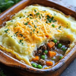 To make a tasty Shepherd's Pie, you'll need some key ingredients: - 1 lb ground beef or lamb - 1 medium onion, finely chopped - 2 cloves garlic, minced - 2 medium carrots, diced - 1 cup frozen peas - 1 cup beef or vegetable broth - 2 tablespoons tomato paste - 1 tablespoon Worcestershire sauce - 4 cups mashed potatoes (made from about 2 lbs potatoes) - 1 teaspoon dried thyme - 1 teaspoon dried rosemary - Salt and pepper to taste - 2 tablespoons olive oil - ½ cup shredded cheddar cheese (optional) These ingredients blend well to create a rich and hearty dish that warms your heart. The ground meat forms the base, while the veggies add color and flavor. The mashed potatoes crown the dish, giving it that classic look and comfort. You can change things up with these optional ingredients: - Fresh herbs like parsley or cilantro for a fresh taste - A splash of red wine for added depth - Different vegetables like corn or mushrooms for variety - Spices like paprika or cayenne for a little heat These additions allow you to tailor your Shepherd's Pie to your taste. Feel free to experiment and find your favorite mix. Shepherd's Pie is not just filling; it also offers good nutrients. Here’s a quick look at some nutritional facts per serving: - Calories: About 450 - Protein: 25g - Carbohydrates: 50g - Fiber: 5g - Fat: 20g This dish provides a good balance of protein and carbs, making it great for a hearty meal. You can enjoy it guilt-free, especially when you make it from fresh, wholesome ingredients. For the full recipe, check out the Ultimate Comfort Shepherd's Pie. Start by gathering your ingredients. Here is what you need: - 1 lb ground beef or lamb - 1 medium onion, finely chopped - 2 cloves garlic, minced - 2 medium carrots, diced - 1 cup frozen peas - 1 cup beef or vegetable broth - 2 tablespoons tomato paste - 1 tablespoon Worcestershire sauce - 4 cups mashed potatoes (prepared from about 2 lbs potatoes) - 1 teaspoon dried thyme - 1 teaspoon dried rosemary - Salt and pepper to taste - 2 tablespoons olive oil - ½ cup shredded cheddar cheese (optional) Make sure to wash and chop the veggies first. This saves time later. I often find it easier to prep everything before I start cooking. Next, heat the olive oil in a large skillet over medium heat. Add the ground meat. Cook it until it’s nicely browned. Use a spoon to break it apart. Season with salt and pepper. Once done, remove it from the skillet and set it aside. In the same skillet, add the chopped onion, minced garlic, and diced carrots. Sauté these for about 5-7 minutes until soft. This step brings out the flavors of the veggies. Now, bring back the cooked meat to the skillet. Stir in the frozen peas, tomato paste, Worcestershire sauce, and broth. Add the dried thyme and rosemary too. Let this simmer on low heat for around 10 minutes. Stir occasionally until it thickens. Now, you’re ready to assemble! Grease a baking dish, then spread the meat and vegetable mix evenly at the bottom. Next, take your prepared mashed potatoes and spread them on top. Smooth it out using a spatula. If you like, top with shredded cheddar cheese for extra flavor. Preheat your oven to 400°F (200°C). Place the assembled pie in the oven and bake for 20-25 minutes. You want the top to be golden and slightly crispy. Once you take it out, let it cool for a few minutes before serving. This dish is perfect for sharing, and the flavors will warm you right up. For the full recipe, check out the Ultimate Comfort Shepherd's Pie. To make great mashed potatoes, start with the right potatoes. Use starchy potatoes like Russets or Yukon Golds. Boil them until soft but not mushy. Drain well and let them steam dry. This keeps them fluffy. Mash them with butter and milk for creaminess. Season with salt and pepper to taste. For a twist, add garlic or cheese for flavor. You can prepare Shepherd's Pie a day ahead. Cook the filling and let it cool. Store it in the fridge. You can also make the mashed potatoes early. Just cover them tightly to avoid drying out. When ready to bake, layer the filling with the mashed potatoes. Pop it in the oven for a quick meal. This saves time on busy days. One common mistake is using watery mashed potatoes. This can make your pie soggy. Ensure to drain well and steam dry your potatoes. Another mistake is not seasoning enough. Taste your filling before baking. Adjust the salt and pepper as needed. Lastly, avoid overcooking the pie. You want a golden top, not burnt. Follow these tips for a perfect Shepherd's Pie every time. For the complete recipe, check out the Full Recipe section. {{image_2}} You can use beef or lamb in Shepherd's Pie. Each meat gives a different taste. Lamb brings a rich flavor, while beef is hearty and familiar. I prefer lamb for its boldness, especially with herbs like rosemary. You can mix both meats for a unique flavor. Just ensure you cook the meat well. The rest of the recipe stays the same. Shepherd's Pie can easily go meatless. For a vegetarian option, swap meat for lentils or mushrooms. These ingredients add great texture. You can also use chickpeas for a different twist. If you want vegan, choose plant-based ground meat or mashed sweet potatoes on top. Use vegetable broth instead of beef broth. This way, you keep the comfort of the dish without animal products. Toppings can elevate your Shepherd's Pie. Try adding cheese for richness. You can also mix in herbs like chives or parsley for freshness. Some people like to add a layer of sautéed spinach or kale under the potatoes. For a spicy kick, mix in some chili flakes or jalapeños. You can even top it with crushed chips for crunch. These twists make each dish unique and exciting. Check out the Full Recipe for more ideas! After you enjoy your Shepherd's Pie, you might have some left. To keep it fresh, let it cool down first. Then, cover it tightly with plastic wrap or put it in an airtight container. You can store it in the fridge for up to three days. When you want to eat it again, just reheat it. If you want to keep it longer, freezing is a great option. First, let the pie cool completely. Then, cut it into portions. Wrap each portion in plastic wrap and then place them in a freezer-safe bag. You can freeze Shepherd's Pie for up to three months. When you are ready to eat, just thaw it in the fridge overnight. To reheat Shepherd's Pie, you have a few choices. You can use the oven for the best taste. Preheat your oven to 350°F (175°C). Place the pie in an oven-safe dish and cover it with foil. Heat for about 20-30 minutes. If you want a quick option, use the microwave. Just heat it for 2-3 minutes, but the crust won't be crispy. Always check that it is hot all the way through before serving. For more detailed steps, check the Full Recipe for all the tasty details! Shepherd's Pie comes from the United Kingdom. It dates back to the late 1700s. People first made it with leftover meat and potatoes. The pie helped use up food, so nothing went to waste. Traditionally, it was made with lamb. This is why it is called Shepherd's Pie. Shepherds worked with sheep. So, they had lamb on hand. Yes, you can make Shepherd's Pie ahead of time. This dish saves well in the fridge. You can prepare the filling and mash the potatoes in advance. Store them separately in airtight containers. When you are ready to bake, just assemble and pop it in the oven. It will taste great even after a day or two! The key difference is the meat used. Shepherd's Pie uses lamb, while Cottage Pie uses beef. Both dishes have similar ingredients: mashed potatoes, vegetables, and a savory filling. The cooking method is the same for both. Many people use the names interchangeably today. But if you want to be precise, remember this: lamb equals Shepherd's Pie, and beef equals Cottage Pie. For the full recipe, check out the Ultimate Comfort Shepherd's Pie 🥧🥔. Shepherd's pie is a tasty dish that many can enjoy. We covered its main and optional ingredients, cooking steps, and nutritional facts. I shared tips for great mashed potatoes and how to avoid common mistakes. You can even try different meats or vegetarian options for variety. Remember, storing leftovers properly keeps your meal fresh. With all this knowledge, you can impress others with your cooking. Get in the kitchen and enjoy making this delicious classic!
