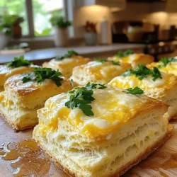 To make these cheesy delights, you will need: - 2 cups all-purpose flour - 1 tablespoon baking powder - 1/2 teaspoon salt These basic ingredients form the heart of your biscuits. The flour gives structure, while baking powder helps them rise. Salt enhances all the flavors. You can add extra flavors with these optional ingredients: - 1/4 teaspoon cayenne pepper - 1/2 cup cold butter - 1 cup shredded mozzarella cheese - 3/4 cup buttermilk - 1/4 cup grated Parmesan cheese - 1 tablespoon fresh parsley The cold butter keeps your biscuits flaky. Shredded mozzarella gives that gooey, cheesy goodness. For a kick, add cayenne pepper. Fresh parsley not only adds flavor but also makes your biscuits look great. For the full recipe, check the section above. 1. Preheat your oven to 425°F (220°C). Line a baking sheet with parchment paper. 2. In a large bowl, combine 2 cups of all-purpose flour, 1 tablespoon of baking powder, 1/2 teaspoon of salt, and 1/4 teaspoon of cayenne pepper. Mix well. 3. Add 1/2 cup of cold butter, cut into cubes. Use your fingers or a pastry cutter to mix until the mixture looks like coarse crumbs. 1. Stir in 1 cup of shredded mozzarella cheese. Make sure the cheese mixes evenly. 2. Pour in 3/4 cup of buttermilk. Gently mix until just combined. Avoid over-mixing for light biscuits. 3. Turn the dough onto a floured surface. Knead it gently 2-3 times until it comes together. Pat it into a rectangle about 1-inch thick. 1. Use a biscuit cutter or glass to cut out shapes. Place them on the prepared baking sheet with space in between. 2. Brush the tops with melted butter and sprinkle 1/4 cup of grated Parmesan cheese on each biscuit. 3. Bake in the preheated oven for 12-15 minutes. Check for a golden brown color and bubbling cheese. Enjoy these delightful biscuits hot and fresh! For the full recipe, refer to the section above. To make your biscuits light and fluffy, avoid over-mixing the dough. Mix just until the wet and dry ingredients combine. Over-mixing makes the biscuits tough. Using cold butter is key. It helps create a flaky texture. When you mix cold butter into the flour, it stays in small pieces. This means steam forms when baking, making your biscuits rise. To change up the flavor, try different cheeses. Cheddar or feta can add a nice twist. You can mix in herbs like rosemary or thyme for extra taste. Spices like garlic powder or onion powder also work great. These biscuits pair well with dips. Try marinara sauce or a spicy cheese dip. They also make great appetizers at parties. Serve them alongside soups or salads for a tasty meal. If you want the full recipe, check the section above. {{image_2}} You can change the flavor of your biscuits easily. For an Italian twist, try adding sun-dried tomatoes. Their rich taste pairs well with mozzarella. Another fun option is a spicy version that includes jalapeños. They add heat and a great kick. Feel free to mix and match these ideas to create your own unique treats! While mozzarella is a star in this recipe, you can switch it up. Use Gouda for a smoky taste or Havarti for a creamy texture. If you want a dairy-free treat, try vegan cheese. Many brands work well in baking and melt nicely. Experiment to find the cheese you love most! For those who need gluten-free options, you have choices. Simply swap all-purpose flour for gluten-free flour. Be careful with the baking powder and liquid amounts. You may need a bit more liquid to get the right dough texture. With just a few tweaks, you can enjoy these biscuits without worry! For more details, check out the Full Recipe. After you enjoy your Cheesy Mozzarella Biscuit Delights, store any leftovers in the fridge. Place them in an airtight container. This keeps them fresh and prevents them from drying out. If you don't have an airtight container, wrap them tightly in plastic wrap. This method works well too. You can freeze both uncooked and baked biscuits. To freeze uncooked biscuits, cut them into shapes and place them on a baking sheet. Freeze until firm, then transfer them to a freezer bag. For baked biscuits, let them cool completely before packaging. Store them in a freezer-safe container. When you want to enjoy your frozen biscuits, thaw them in the fridge overnight. Reheat baked biscuits in a preheated oven at 350°F (175°C) for about 10 minutes. This warms them up nicely and keeps them soft. When stored properly, your biscuits can last about 3-4 days in the fridge. If frozen, they can stay fresh for up to 3 months. Always check for signs of spoilage. Look for mold or an off smell. If you see these signs, discard the biscuits to stay safe. For more detailed instructions, refer to the Full Recipe. Yes, you can make the dough early. To store it, wrap it tightly in plastic wrap. Keep it in the fridge for up to two days. When you are ready, just roll it out and cut your biscuits. This saves time, especially for busy days or gatherings. Your biscuits are done when they turn golden brown. Look for a nice rise and a bit of bubbling cheese on top. You can also do the toothpick test. Stick a toothpick in the center of a biscuit; it should come out clean when ready. Absolutely! While mozzarella is great, you can try cheddar or gouda for a stronger flavor. Feta adds a tangy twist, too. Mixing different cheeses can create a fun taste. Just remember to adjust the amount to keep the texture right. These biscuits pair well with many dishes. Serve them with soup or salad for a light meal. They also go great with marinara sauce for dipping. Try them alongside grilled meats or as a snack for your next party. Yes, you can make these biscuits dairy-free. Use a dairy-free butter substitute and almond or soy milk. Look for dairy-free cheese options to keep that cheesy flavor. Just ensure the texture remains consistent with the original recipe. To make Cheesy Mozzarella Biscuit Delights, start with basic ingredients. Mix flour, baking powder, and salt to form a foundation. Add cold butter and cheese for richness. Adjust flavors with optional spices or herbs for a unique touch. Store leftovers for future enjoyment, whether in the fridge or freezer. Experiment with different cheeses and variations to suit your taste. These biscuits are versatile and fun. You now have the tools to create delicious treats, perfect for any occasion. Enjoy exploring this recipe and making it your own!