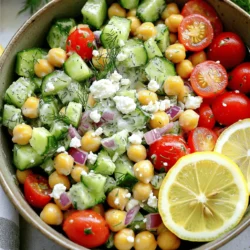 To make a tasty Tzatziki Chickpea Salad, gather these fresh ingredients: - 1 can (15 oz) chickpeas, drained and rinsed - 1 cucumber, diced - 1 cup cherry tomatoes, halved - ½ red onion, finely chopped For the creamy Tzatziki dressing, you will need: - 1 cup Greek yogurt - 1 garlic clove, minced - 2 tablespoons fresh dill, chopped - 2 tablespoons lemon juice - Salt and pepper to taste - 1 tablespoon olive oil - Optional: ¼ cup feta cheese, crumbled (for garnish) When serving your salad, presentation matters. You can serve it in a large bowl. Garnish with extra dill on top. Add slices of lemon on the side for a fresh touch. This salad pairs well with pita bread or grilled meats. The soft pita complements the crunchy salad. Grilled chicken or lamb adds a nice protein boost. Enjoying it this way makes each bite a delight! Start by gathering all your ingredients. You will need chickpeas, cucumber, tomatoes, red onion, Greek yogurt, garlic, dill, lemon juice, olive oil, salt, and pepper. 1. In a large bowl, mix the chickpeas, cucumber, tomatoes, and red onion. Make sure to drain and rinse the chickpeas first. 2. In another bowl, whisk together the Greek yogurt, minced garlic, chopped dill, lemon juice, olive oil, salt, and pepper. Keep whisking until it becomes smooth. Now, pour the tzatziki dressing over the chickpea mixture. Gently toss everything together. You want to make sure all the ingredients are well coated with the dressing. Let the salad sit for at least 15 minutes. This step helps the flavors mix better. If you like, you can crumble some feta cheese on top before serving. This adds a nice salty touch. For the full recipe, check the detailed instructions. Enjoy your fresh and flavorful salad! To make the dressing creamier, add more Greek yogurt. You can also blend in a little extra olive oil. For a spicier kick, toss in a pinch of cayenne pepper or some chopped jalapeños. These additions will enhance the flavor and make your salad pop. When mixing and serving, use a large mixing bowl and a sturdy spatula. This helps combine all the ingredients without making a mess. A whisk is great for the dressing, as it ensures a smooth blend. Fresh ingredients make a big difference. Use ripe tomatoes and a crisp cucumber for the best taste. Fresh herbs like dill add depth and aroma. Always choose high-quality Greek yogurt, as it affects the creaminess of the dressing. To balance the flavors, taste as you mix. Adjust salt, pepper, or lemon juice as needed. If the salad tastes flat, a bit more lemon juice can brighten it up. Letting the salad sit for a while allows the flavors to meld. This will give you a more intense flavor experience. For the Full Recipe, follow the steps closely to enjoy this refreshing dish. {{image_2}} You can switch up the legumes if you want. Black beans or lentils work well here. They add a nice twist to the salad. You can also play with the veggies. Try adding diced bell peppers or shredded carrots. If you're feeling adventurous, toss in some creamy avocado for richness. Each bite will surprise you with new flavors! This salad can fit many diets. To make it vegan, swap Greek yogurt for a plant-based yogurt. You can also skip the feta cheese or use a vegan version. If you are gluten-free, rest easy; this recipe is already safe. For low-carb options, use less chickpeas and add more veggies. If you want a high-protein version, include some grilled chicken or chickpea pasta. These changes keep the salad tasty and nutritious! To store leftovers, place the Tzatziki Chickpea Salad in an airtight container. This keeps moisture and air out. It stays fresh in the fridge for up to three days. The flavors may deepen, making it taste even better. You can freeze this salad, but it needs some care. First, skip the toppings like feta cheese before freezing. They do not freeze well. Instead, freeze the salad without them in a sealed bag or container. When ready to eat, thaw it in the fridge overnight. After thawing, add fresh toppings for the best flavor. To make Tzatziki Chickpea Salad, start by mixing the chickpeas, cucumber, cherry tomatoes, and onion in a big bowl. In another bowl, whisk Greek yogurt, garlic, dill, lemon juice, olive oil, salt, and pepper until smooth. Pour the dressing over the veggies and toss gently. Let it sit for 15 minutes to blend the flavors. For the full recipe, check out the details above. Yes, you can make this salad ahead of time. Store it in an airtight container in the fridge. The flavors improve as they sit together. Just wait to add the feta cheese until you’re ready to serve. This keeps it fresh and tasty. You can serve this salad with pita bread or grilled meats. It goes well with chicken skewers or roasted veggies. You might also try it with falafel or fish for a complete meal. Yes, this recipe is healthy! Chickpeas are full of protein and fiber. They help keep you full longer. Greek yogurt adds protein and probiotics, which are good for gut health. Fresh veggies provide vitamins and minerals, making this salad a nutritious choice. In this article, I shared how to make a delicious Tzatziki Chickpea Salad. We covered the required ingredients, from fresh veggies to creamy yogurt. I provided step-by-step instructions for preparation and mixing. You learned helpful tips for customizing flavors and variations for different diets. Lastly, I explained how to store leftovers for later enjoyment. This salad is not only tasty but also healthy. Enjoy your flavorful creation and feel good about what you eat!
