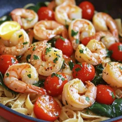 - 1 pound large shrimp, peeled and deveined - 4 tablespoons unsalted butter - 4 cloves garlic, minced - 1 teaspoon red pepper flakes (adjust to taste) - 1 lemon, juiced and zested - Salt and pepper to taste - 2 tablespoons fresh parsley, chopped - 1 cup cherry tomatoes, halved - 1 cup spinach (optional) - Cooked pasta or rice, for serving This garlic butter shrimp skillet uses fresh and simple ingredients. The shrimp brings flavor and protein, while the butter adds richness. Garlic forms the heart of this dish, giving it that aromatic touch. Red pepper flakes add warmth, but you can adjust to your taste. Lemon juice and zest brighten the dish, making it fresh and zesty. Salt and pepper help enhance all those flavors. For a colorful twist, consider adding cherry tomatoes and spinach. They bring extra nutrients and make the dish pop. Chopped parsley offers a burst of green on top. Serve the shrimp over pasta or rice for a complete meal. Each ingredient plays its part in creating a tasty dish. For the full recipe, check out the details above. - Melt butter and sauté garlic. In a large skillet, heat 2 tablespoons of butter over medium heat. Add 4 cloves of minced garlic and 1 teaspoon of red pepper flakes. Cook for about 1 minute until you smell the garlic. - Season and cook the shrimp. Now, add 1 pound of peeled and deveined shrimp to the skillet. Sprinkle with salt and pepper to taste. Cook for 2-3 minutes. The shrimp should turn pink and opaque. - Add cherry tomatoes and spinach. Toss in 1 cup of cherry tomatoes, halved, and 1 cup of spinach if you like it. Stir for about 2 minutes. This makes the tomatoes soft and wilts the spinach. - Drizzle lemon juice and adjust seasoning. Squeeze the juice of 1 lemon over the shrimp. Zest the lemon for extra flavor. Mix everything well. Taste and add more salt or pepper if needed. - Melt remaining butter and mix. Add the last 2 tablespoons of butter to the skillet. Stir until the butter melts and coats all the ingredients nicely. - Serve with pasta or rice. Spoon the garlic butter shrimp over cooked pasta or rice. Garnish with fresh chopped parsley. This adds color and a fresh taste to your dish. For the full recipe, you can refer to the detailed instructions above. To avoid overcooking shrimp, watch the color change. Cook shrimp until they turn pink and opaque. This usually takes 2-3 minutes. Use a hot skillet for even cooking. It helps to keep the shrimp juicy. Do not crowd the skillet. Cook in batches if needed to ensure even heat. For a twist, try adding smoked paprika or cayenne pepper. You can also use lemon zest for a fresh taste. Fresh herbs like basil or cilantro can brighten each bite. Chop them finely and add just before serving for the best flavor. Garnish with extra chopped parsley for a vibrant look. Add a lemon wedge on the side for a pop of color. Serve the shrimp over cooked pasta or rice for a complete meal. Pair with a crisp white wine or sparkling water for a nice touch. You can find the full recipe [here](#). {{image_2}} You can swap shrimp for scallops or crab. Both seafood options add unique flavors. If you want to use vegetables, try bell peppers or zucchini. They will add color and crunch to the dish. To make this dish gluten-free, ensure your pasta or rice is gluten-free. You can also use cauliflower rice for a low-carb option. For a keto-friendly version, skip the pasta and use more shrimp and veggies. You can cook this dish in the oven for a different taste. Just place all ingredients in a baking dish, cover it with foil, and bake at 400°F for about 15 minutes. Grilling also works well for a smoky flavor. If you are in a hurry, use the microwave. Mix the ingredients in a microwave-safe bowl and heat for 3-5 minutes. Be sure to stir halfway through for even cooking. For the full recipe, check the details above! To keep your garlic butter shrimp fresh, store it in an airtight container. This keeps the dish flavorful and safe. You can refrigerate your leftovers for up to three days. If you wait longer, the shrimp may lose taste and texture. When reheating, avoid the microwave if you can. Instead, use a skillet on low heat. Add a splash of water or broth to keep the shrimp moist. Stir gently to avoid overcooking. This way, your shrimp stays juicy and tasty. To freeze cooked shrimp, place it in a freezer-safe bag. Remove as much air as possible. This helps prevent freezer burn. Shrimp can last up to three months in the freezer. When you're ready to eat, thaw it in the fridge overnight for best quality. Avoid thawing shrimp in hot water, as it can change the texture. How long should I cook shrimp in a skillet? Cook shrimp in a skillet for 2-3 minutes. They turn pink and look opaque when done. Overcooking makes them tough. Keep an eye on them! What can I serve with garlic butter shrimp? Garlic butter shrimp pairs well with cooked pasta or rice. You can also serve it with a fresh salad or some crusty bread. The sauce is great for soaking up! Can I make this dish ahead of time? You can prepare the garlic butter sauce ahead. Cook the shrimp just before serving for the best taste and texture. If you make it ahead, reheat gently. What should I do if my shrimp is tough? If shrimp turns tough, it might be overcooked. To fix it, try marinating shrimp in lemon juice for a bit before cooking. This adds flavor and helps tenderize. Can I substitute fresh garlic with garlic powder? You can use garlic powder instead of fresh garlic. Use about 1/8 teaspoon per clove. Fresh garlic gives a stronger taste, but powder works in a pinch. What is the best way to thaw frozen shrimp? Thaw frozen shrimp in the fridge overnight for the best results. If you're short on time, place them in a bowl of cold water for about 30 minutes. Do not use warm water; it can start cooking the shrimp. In this blog, I covered a simple garlic butter shrimp recipe, from ingredients to serving tips. You learned how to prepare the dish, avoid overcooking, and explore tasty variations. Keep these tips in mind to impress your family and friends. With easy adjustments and helpful storage advice, you can enjoy this dish anytime. Cooking can be fun and rewarding. Now, go ahead and try making this seafood delight!