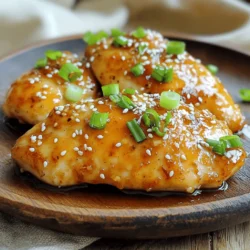 To make this dish, you need key ingredients that bring out the best flavors. Here’s what you will need: - 4 boneless, skinless chicken breasts - 1/3 cup honey - 1/4 cup soy sauce (low sodium) - 4 cloves garlic, minced - 1 tablespoon fresh ginger, grated - 1 tablespoon olive oil - 1 teaspoon sesame oil - 1 teaspoon apple cider vinegar - Salt and pepper to taste These ingredients combine to form a sweet and savory sauce that coats the chicken perfectly. For those wanting to elevate the dish, consider adding these optional ingredients: - Chili flakes for heat - Fresh herbs like thyme or cilantro - Pineapple juice for a fruity twist These extras can add a unique touch to your meal. You can mix and match them based on your taste. To cook this dish, gather the following tools: - A medium bowl for mixing the marinade - A large skillet for cooking the chicken - A whisk for blending the sauce - A meat thermometer to check the chicken's doneness Having the right tools makes the cooking process smoother and more enjoyable. For the full recipe, check out [Full Recipe]. Start by making the marinade. In a medium bowl, combine honey, soy sauce, minced garlic, fresh ginger, olive oil, sesame oil, and apple cider vinegar. Whisk these ingredients well until they blend into a smooth sauce. This marinade gives the chicken its sweet and savory flavor. It’s the secret to juicy and tasty chicken! Next, season the chicken breasts with salt and pepper. This step adds a nice flavor base. Heat a little olive oil in a large skillet over medium-high heat. Once the oil is hot, add the chicken breasts. Sear the chicken for about 5-7 minutes on each side until it turns golden brown. This creates a tasty crust. After browning the chicken, pour the honey garlic marinade over the chicken. Make sure each piece is coated well. Reduce the heat to medium-low and cover the skillet. Let the chicken simmer for about 10-15 minutes. The chicken is done when it reaches an internal temperature of 165°F (75°C). This will ensure it stays juicy and safe to eat. Once cooked, move the chicken to a serving plate. Drizzle the sauce from the pan over the top for extra flavor. For a beautiful finish, garnish the chicken with chopped green onions and sesame seeds. This adds color and crunch. You can serve this dish with rice or steamed vegetables for a full meal. The sweet and savory flavors of the honey garlic chicken pair well with many sides. Try experimenting with your favorite sides for a meal that suits your taste. For the complete recipe, check out the Full Recipe section! To get the best flavor from honey garlic chicken breasts, marinate the chicken. A good marinade makes the meat tender and tasty. You can mix honey, soy sauce, garlic, and ginger together. Let the chicken soak in this mix for at least 30 minutes. If you have time, marinate it overnight. This adds depth to the flavor. When cooking, I like to sear the chicken first. Heat a skillet over medium-high heat with a bit of olive oil. Sear each side for 5-7 minutes until golden brown. This gives a nice crust and locks in the juices. After searing, pour the honey garlic sauce over the chicken. Cover and let it simmer. This keeps the chicken moist and enhances the flavor. One common mistake is overcooking the chicken. Always check the internal temperature. It should reach 165°F (75°C). Overcooked chicken becomes dry and tough. Also, do not skip the seasoning. Salt and pepper enhance the taste. Lastly, avoid rushing the marinating process. Letting the chicken sit in the marinade is key for great flavor. For the full recipe, check the link above. {{image_2}} You can add vegetables to your honey garlic chicken for a complete meal. Broccoli, bell peppers, and snap peas work well. Just chop them into bite-sized pieces. Sauté the veggies in the skillet before you add the chicken. Cook them until they are tender but still crisp. This adds color and nutrition to your dish. You can also toss in some carrots or zucchini for extra flavor. If you like heat, try adding chili flakes to the sauce. Start with 1/2 teaspoon and adjust to your taste. You can also use sriracha or a hot sauce of your choice. Mix this into the honey garlic sauce before pouring it over the chicken. This adds a nice kick that balances the sweetness. The spicy and sweet combo makes each bite exciting. Baking the chicken is an easy way to make this dish. Preheat your oven to 375°F (190°C). Prepare the honey garlic sauce as usual. Place the seasoned chicken breasts in a baking dish. Pour the sauce over the chicken, making sure it's well-coated. Cover the dish with foil and bake for about 25-30 minutes. Remove the foil for the last 10 minutes to let it brown. This method keeps the chicken juicy and flavorful. For the full recipe, check out the main section. Enjoy these tasty variations to keep your meals exciting! After enjoying your honey garlic chicken, let the leftovers cool. Place them in an airtight container. This keeps them fresh and safe. Store the container in the fridge. Your chicken will stay good for up to four days. Make sure to label the container with the date. This helps you remember when you made it. If you want to keep your honey garlic chicken longer, freezing works well. Wrap each piece tightly in plastic wrap. Then, place the wrapped chicken in a freezer bag. This protects it from freezer burn. You can freeze the chicken for up to three months. When ready to eat, just thaw it in the fridge overnight. Reheating honey garlic chicken is easy. You can use a microwave or a skillet. If using a microwave, place the chicken on a plate and cover it. Heat in short bursts, checking to avoid overcooking. If using a skillet, add a splash of water to keep it moist. Heat on low until warm. Drizzle some extra sauce on top for added flavor. For the full recipe, check out the detailed instructions above. You can serve Honey Garlic Chicken Breasts with many tasty sides. I love pairing it with steamed rice or fluffy quinoa. These grains soak up the sweet sauce well. You can also add fresh vegetables like broccoli or green beans for a colorful plate. A simple salad with light dressing makes a great addition too. The balance of flavors creates a wonderful meal. Yes, you can use bone-in chicken for this recipe. Just remember, bone-in chicken takes longer to cook. You will need to adjust the cooking time to ensure it is done. The internal temperature should still reach 165°F (75°C). This cut can add more flavor, making your dish even tastier. To adjust the sweetness of the sauce, you can add more or less honey. If you want it sweeter, add an extra tablespoon of honey. If you like it less sweet, reduce the honey by one tablespoon. You can also add a splash of soy sauce to balance the flavor. Taste the sauce as you go to find the right mix for you. For the full recipe, check the earlier section for complete details. You learned how to make delicious honey garlic chicken breasts with easy steps. I shared tips for the best flavor and common mistakes to avoid. You can also explore fun variations and storage tips. Whether it's for a family dinner or meal prep, this dish is a winner. Enjoy experimenting with flavors and watching your confidence grow in the kitchen. Happy cooking!