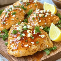 Here are the ingredients you will need to make Hot Honey Feta Chicken: - 4 boneless, skinless chicken breasts - 1 cup feta cheese, crumbled - 1/3 cup hot honey (store-bought or homemade) - 2 tablespoons olive oil - 1 teaspoon garlic powder - 1 teaspoon smoked paprika - Salt and pepper to taste - Fresh parsley, chopped (for garnish) - Lemon wedges (for serving) These ingredients work together to create a dish that bursts with flavor. The creamy feta pairs perfectly with the sweet and spicy hot honey. The spices add depth and warmth. Each bite is a delightful mix of tastes that will impress anyone. When picking your ingredients, freshness is key. Choose high-quality chicken and good feta for the best results. If you want to make your own hot honey, simply mix honey with chili flakes and heat it gently. This simple step can enhance the flavor even more. For those who love to garnish, fresh parsley brightens up the dish. Lemon wedges add a zesty touch when served alongside. If you want to elevate the dish further, consider drizzling some extra hot honey on top before serving. For the complete recipe and step-by-step instructions, check out the Full Recipe. - Preheat your oven to 375°F (190°C). - In a bowl, mix 1 cup of crumbled feta cheese with 1/3 cup of hot honey. This mix gives the chicken a sweet and spicy kick. - Rub 4 boneless, skinless chicken breasts with 2 tablespoons of olive oil. This helps the spices stick. - Season the chicken with 1 teaspoon each of garlic powder and smoked paprika. Add salt and pepper to taste for extra flavor. - Place the seasoned chicken in a baking dish. - Spoon the hot honey feta mixture evenly over the chicken. Make sure each piece is well covered. - Bake for 25-30 minutes. The chicken is done when it reaches an internal temperature of 165°F (74°C). This simple method creates a dish that bursts with flavor! For the complete recipe, refer to the [Full Recipe]. - Always check the chicken's internal temperature. It should reach 165°F (74°C). - Let the chicken rest for 5 minutes before serving. This keeps it juicy. - Serve the chicken on a large platter. Add lemon wedges for a fresh look. - Drizzle any leftover hot honey over the chicken. It adds great flavor. Using these tips makes your hot honey feta chicken even better. You’ll impress your family and friends with both taste and presentation. Enjoy every bite! For the full recipe, click here: [Full Recipe]. {{image_2}} You can easily customize this dish! Try using different cheeses like goat cheese or mozzarella. Each cheese brings its own flavor. If you want a spicier kick, replace hot honey with spicy sriracha. This swap changes the heat profile and adds a unique twist. Want to elevate your hot honey feta chicken? Add fresh herbs like thyme or oregano. These herbs brighten up the dish and enhance the flavor. You can also incorporate vegetables like bell peppers into the baking dish. They add color and extra nutrition. Plus, they pair perfectly with the sweet and spicy sauce. Enjoy experimenting with these variations to make this dish your own! For the full recipe, check out the main article. After you enjoy the hot honey feta chicken, store leftovers right away. Place them in an airtight container. This keeps them fresh and tasty. You can eat them within three days. Just remember to reheat well before serving again. Want to save some for later? You can freeze the cooked chicken. Use a freezer-safe container to prevent freezer burn. The chicken stays good for up to two months. When you're ready to eat, just thaw it in the fridge overnight. Then, reheat it in the oven or microwave. It will still taste great! You can check if the chicken is done by using a meat thermometer. The thickest part of the chicken should reach 165°F (74°C). If you cut into it, the juices should run clear, not pink. This means the chicken is safe to eat. Always check in the center to be sure. Yes, you can use frozen chicken breasts. However, you should thaw them first for even cooking. If you bake frozen chicken, it will take longer to cook. Aim for an internal temperature of 165°F (74°C) as your guide. This dish pairs well with many sides. Here are a few tasty ideas: - Roasted vegetables like broccoli or carrots - A fresh salad with mixed greens - Rice or quinoa for a filling option - Garlic bread for a comforting touch For more ideas, check out the Full Recipe for hot honey feta chicken. This recipe for hot honey feta chicken is simple and delicious. We covered the key ingredients, cooking steps, and helpful tips to achieve juicy chicken. You can also explore variations and storage options to fit your needs. Remember, use fresh herbs or your favorite cheese for a twist. This dish pairs well with fresh vegetables or a crisp salad. Enjoy your meal, knowing it’s quick, tasty, and sure to impress! Happy cooking!