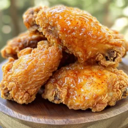 To make Spicy Honey Butter Fried Chicken, you need a few key items. Here’s what you will need: - Chicken and Marinade Ingredients - 4 chicken thighs (bone-in, skin-on) - 1 cup buttermilk - 1 tablespoon hot sauce (adjust according to spice preference) - Flour and Seasoning Ingredients - 1 cup all-purpose flour - 1 teaspoon paprika - 1 teaspoon garlic powder - 1 teaspoon onion powder - 1 teaspoon cayenne pepper - Salt and black pepper to taste - Oil for frying (canola or vegetable oil) - Honey Butter Ingredients - ½ cup unsalted butter - ¼ cup honey - 1 tablespoon chili powder These ingredients come together to create a meal full of flavor. The chicken gets nice and crispy, while the honey butter adds a sweet and spicy touch. For the complete preparation steps, check the Full Recipe. Start by mixing buttermilk and hot sauce in a bowl. Whisk them together until smooth. Add the chicken thighs, making sure they are well-coated. Cover the bowl and let it sit in the fridge. Marinate for at least one hour, but overnight is best. This step makes the chicken juicy and tender. In another bowl, combine flour, paprika, garlic powder, onion powder, cayenne pepper, salt, and black pepper. Stir well to mix the spices evenly. This seasoned flour will give your chicken a tasty crunch. Make sure every bite is packed with flavor. Next, heat about one inch of oil in a large skillet over medium-high heat. Use a thermometer to check the oil temperature. It should reach 350°F (175°C). While the oil heats, take the marinated chicken out. Let any extra liquid drip off, then dredge each piece in the flour mixture. Press gently to coat well. Carefully place the chicken in the hot oil. Fry each piece for 8-10 minutes on each side. Look for a golden brown color. The chicken is done when it reaches an internal temperature of 165°F (74°C). Fry in batches if needed to avoid crowding. In a small saucepan, melt the unsalted butter over low heat. Once melted, stir in the honey and chili powder. Mix until it’s smooth and well combined. This spicy honey butter adds a sweet and tangy kick to your chicken. After frying, let the chicken sit on a wire rack or paper towels for a couple of minutes. This helps drain any excess oil. While the chicken is warm, brush the spicy honey butter generously over each piece. Serve hot alongside your favorite sides. Enjoy the sweet and spicy flavors! For the full recipe, check out the details above. Marinating chicken adds flavor and moisture. Use buttermilk and hot sauce for the best results. The acid in buttermilk helps to tenderize the meat. I recommend marinating for at least one hour. For extra flavor, try marinating overnight. Always cover the bowl to keep the marinade fresh. Frying chicken requires the right oil temperature. Heat the oil to 350°F (175°C) before adding chicken. If the oil is too cold, the chicken will absorb oil. If it's too hot, the coating will burn. Fry in batches to avoid crowding the pan. This ensures even cooking and a crispy crust. Aim for golden brown on all sides. Use a meat thermometer to check that it reaches 165°F (74°C). Melt unsalted butter over low heat for a smooth mix. Stir in honey and chili powder. This blend should be thick but pourable. If it’s too thick, add a tiny bit of warm water. Brush the honey butter on the chicken while it’s still warm. This allows the butter to soak in better. Enjoy your delicious, spicy honey butter fried chicken! For the complete recipe, check out the Full Recipe. {{image_2}} You can use many cuts of chicken for this recipe. Chicken thighs are juicy and tender. They hold flavor well and stay moist when cooked. If you prefer, use drumsticks or even chicken breasts. Breasts can dry out, so watch the cooking time closely. Each cut brings a unique texture and flavor. Make this dish as spicy as you want. If you love heat, add more cayenne to the flour mix. You can also increase the hot sauce in the buttermilk. For less spice, reduce both. You could even use a mild hot sauce for a gentle kick. Taste your honey butter sauce and adjust too. A pinch of chili powder adds flavor without too much heat. While spicy honey butter is a star, you can try other flavors. Mix in garlic for a savory twist. Lemon zest can add a bright kick. For sweetness, swap honey for maple syrup. This gives a fun twist to the dish. Play around with spices like smoked paprika or herbs. This makes your chicken unique every time. Check out the Full Recipe for more ideas on how to customize your dish! After enjoying your Spicy Honey Butter Fried Chicken, let it cool. Place the chicken in an airtight container. You can keep it in the fridge for up to four days. If you want to keep it longer, freezing is a great option. To reheat your chicken, use your oven for the best results. Preheat the oven to 350°F (175°C). Place the chicken on a baking sheet. Cover it loosely with foil to keep it moist. Heat for about 15-20 minutes until it's warm. You can also use an air fryer for a crispy finish. Set it at 350°F (175°C) for about 5-7 minutes. Freezing is easy and smart! Wrap each piece of chicken tightly in plastic wrap. Then, place them in a freezer bag or container. Make sure to remove as much air as possible. This way, your chicken can last for up to three months. When you're ready to eat, just thaw it in the fridge overnight before reheating. For more details, check the Full Recipe. You can serve this dish with many sides. Some great options include: - Macaroni and cheese - Coleslaw - Cornbread - Baked beans - Green salad These sides balance the flavors well. They add creaminess, crunch, or freshness. You can mix and match based on what you like. Yes, you can use other oils for frying. Good options are: - Peanut oil - Sunflower oil - Olive oil These oils have high smoke points. They can help achieve a crispy chicken skin. However, avoid oils with low smoke points like butter or extra virgin olive oil. To make this recipe gluten-free, use gluten-free flour. You can find blends easily in stores. Or, you can use almond flour or rice flour too. Just make sure all other ingredients are gluten-free. This way, you can enjoy the same great taste. You can keep leftovers for up to four days in the fridge. Store them in an airtight container. For longer storage, freeze the chicken for up to three months. Just remember to reheat it thoroughly before eating. This blog covered how to make delicious spicy honey butter fried chicken. You learned about the key ingredients, step-by-step instructions, and tips for perfect results. I shared different variations, how to store leftovers, and addressed common questions. In summary, with the right steps and a few tips, your chicken will shine. Enjoy cooking and savoring each bite of your creation!