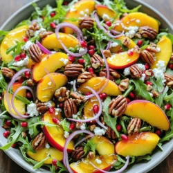 To make Millionaire Peach Salad, gather these fresh items: - 4 ripe peaches, sliced - 1 cup arugula or baby spinach - 1 cup mixed greens - 1/2 cup crumbled feta cheese - 1/3 cup candied pecans - 1/4 cup red onion, thinly sliced - 1/4 cup pomegranate seeds - 3 tablespoons olive oil - 2 tablespoons balsamic vinegar - 1 tablespoon honey - Salt and pepper to taste You will need a few simple tools: - A large salad bowl - A small bowl for the dressing - A whisk for mixing - A sharp knife for slicing - A cutting board for prep For the best taste, I recommend these brands: - Look for fresh, ripe peaches from local farmers' markets. - Use organic arugula or baby spinach for better flavor. - Choose high-quality feta cheese, like French or Greek brands. - For candied pecans, check out brands that use natural sugars. - Select a good olive oil, like extra virgin, for its rich taste. - For balsamic vinegar, opt for a brand aged for depth and sweetness. Finding these ingredients makes your salad truly shine. Each bite bursts with flavor and freshness. You can check the Full Recipe for more details on preparation! Start by washing your peaches. Make sure they are ripe and firm. Slice them into wedges. Place the slices aside for now. Next, gather your greens. You can use arugula or baby spinach. Mix them with your choice of mixed greens. The greens add a fresh taste to the salad. In a big salad bowl, add the greens first. Then, gently fold in the peach slices. Spread them out evenly for the best flavor. Now, sprinkle the crumbled feta cheese over the salad. It adds a creamy touch that pairs well with the peaches. Next, add the candied pecans for a sweet crunch. Thinly slice the red onion and add it in too. Finally, scatter the pomegranate seeds on top. They add color and a burst of flavor. To create the dressing, grab a small bowl. Whisk together the olive oil, balsamic vinegar, and honey. Add salt and pepper to taste. Mix until everything is combined well. Drizzle this dressing over the salad just before you serve. Toss gently to coat all the ingredients. This step ensures each bite is flavorful. Enjoy your fresh and tasty Millionaire Peach Salad! For complete instructions, check the Full Recipe. When picking peaches, look for a few signs. Choose peaches that feel slightly soft but not mushy. The skin should have a rich color. A sweet aroma is also a good sign of ripeness. Avoid peaches with dark spots or wrinkles. These may indicate over-ripeness or poor quality. Ripe peaches make the salad taste fresh and sweet. Tossing a salad well ensures every bite is tasty. Use clean hands or salad tongs to mix. Start with the greens and gently fold in the toppings. Avoid smashing the peaches; they can bruise easily. Serve the salad in a large, shallow bowl. This makes it look beautiful and easy to serve. Drizzle dressing just before serving to keep greens crisp. To make the Millionaire Peach Salad even better, try some extras. Fresh herbs like mint or basil can add a new twist. A squeeze of lemon juice can brighten flavors. For a spicy kick, add sliced jalapeños or red pepper flakes. You can also swap the feta for goat cheese for a tangy taste. Mixing flavors keeps the salad exciting and fresh. For the full recipe, check out the details above! {{image_2}} You can easily switch out some ingredients to match the seasons. In summer, use fresh berries instead of pomegranate seeds. They add a nice sweetness. In fall, consider adding sliced apples or pears for a crisp texture. You can also replace arugula with kale during the winter months. Kale holds up well and adds a hearty flavor. Making this salad vegan is simple. Just skip the feta cheese or use a plant-based version. For a gluten-free option, ensure your nuts and dressings are certified gluten-free. This salad is already gluten-free as written, which makes it a great choice for many diets. Looking to add a twist? Try including grilled chicken or shrimp for protein. You can also toss in some fresh herbs like basil or mint for extra flavor. If you want more crunch, add sliced radishes or cucumber. Each addition can change the salad's taste and make it your own. For the complete instructions and details, check out the Full Recipe. After enjoying your Millionaire Peach Salad, you may have some leftovers. To keep them fresh, store the salad in the fridge. Place the salad in an airtight container. This helps to prevent it from wilting. If you have leftover dressing, store it separately. This keeps the greens crisp. For the best storage, use glass or BPA-free plastic containers. Glass containers keep the salad fresh longer. They do not absorb odors. Look for containers with tight-fitting lids. This adds extra protection against air. I recommend eating the salad within three days. After that, the greens may become soggy. The peaches can also lose their flavor. Always check for freshness before serving. If the salad looks or smells off, it’s best to toss it. For the best taste, enjoy it soon after making the full recipe. If you don't have feta, try goat cheese. It has a creamy texture and tangy taste. You can also use ricotta salata for a milder flavor. For dairy-free options, consider using tofu or vegan cheese. Both options can mimic the crumbly texture and add flavor. To prep the Millionaire Peach Salad ahead, follow these steps. Wash and slice the peaches, but do not mix them with greens yet. Store the greens in a separate container. Keep the dressing in a jar in the fridge. When ready to serve, toss everything together. This keeps the greens fresh and crisp. Yes, this salad is great for meal prepping! Just store the ingredients in separate containers. Keep the dressing separate to avoid soggy greens. You can mix it all together when you're ready to eat. This way, you will enjoy a fresh salad all week long. For the full recipe, check out the details above. This article covered the essential elements for making a great Millionaire Peach Salad. We looked at the key ingredients, the best equipment, and premium brands to consider. I shared step-by-step instructions for preparation and mixing. You learned tips for selecting ripe peaches and enhancing flavors. We also explored variations for seasonal swaps and dietary needs. Lastly, I provided storage tips and answered common questions. Enjoy making and sharing this salad. It’s a fresh, tasty dish that everyone will love!