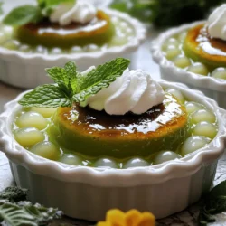 - 2 cups whole milk (or dairy alternative) - 2 tablespoons matcha powder - 3 tablespoons granulated sugar - 1 teaspoon vanilla extract - 1 cup cooked tapioca pearls - 2 tablespoons brown sugar (for brûlée topping) - Whipped cream (optional, for garnish) - Fresh mint leaves (for garnish) To create a delightful Matcha Brûlée Boba, we start with the main ingredients. Whole milk gives a creamy base. You can use a dairy alternative if you prefer. Matcha powder brings in that vibrant green color and a unique flavor. Granulated sugar adds sweetness. Vanilla extract enhances the taste. Next, we need cooked tapioca pearls. These chewy gems provide texture and fun. They make your drink more enjoyable and filling. For the additional toppings, brown sugar is key for that crunchy brûlée layer. You can also add whipped cream for extra richness. A few fresh mint leaves add a pop of color and freshness. This combination creates a creamy treat that is both fun and delicious. For the full recipe, check out the detailed instructions. 1. Start by heating 2 cups of whole milk in a saucepan. Keep the heat low so it won't boil. You want it warm, not hot. 2. In a separate bowl, mix 2 tablespoons of matcha powder and 3 tablespoons of granulated sugar. Add 1 teaspoon of vanilla extract to this mix. 3. Slowly pour the warm milk into the matcha mix. Whisk it well until everything blends smoothly. 4. Pour the combined mixture into ramekins. Fill them about halfway. 5. Place the ramekins in the fridge. Let them chill for at least 4 hours. They need to set properly. 1. Once your matcha mixture is set, take it out of the fridge. Sprinkle 2 tablespoons of brown sugar on top of each ramekin. Make sure it’s even. 2. Use a kitchen torch to caramelize the brown sugar. Aim for a golden, crunchy top. If you don’t have a torch, you can use a broiler. Just be careful not to burn it. 3. In a serving glass, start with a layer of cooked tapioca pearls. Next, spoon the chilled matcha brûlée on top of the pearls. 4. For a special touch, you can add whipped cream on top. Garnish with fresh mint leaves to make it look nice. This Matcha Brûlée Boba is a fun and tasty treat. Enjoy making it! For the complete recipe, check the [Full Recipe]. To get the best matcha taste, start with high-quality matcha powder. This powder comes from finely ground green tea leaves. Good matcha gives you a rich, vibrant color and strong flavor. You might want to try brands that are labeled "ceremonial grade." This ensures you get the best matcha experience. Next, adjust the sweetness to fit your taste. Everyone has a different sweet tooth. Add more sugar for a sweeter treat or less if you enjoy a more earthy flavor. Remember, matcha has a natural bitterness, so balance is key. When it comes to caramelizing the sugar on top, you have two main options. You can use a kitchen torch or a broiler method. A kitchen torch gives you control. It lets you caramelize sugar to your perfect level quickly. Just be careful not to burn it! If you choose the broiler method, place your ramekins on a baking sheet. Watch closely as they caramelize under the heat. This method works well but can take a few minutes. Make sure you have even caramelization for the best bite. A nice, smooth layer of caramel will give your matcha brûlée the perfect crunch. These tips will help you elevate your Matcha Brûlée Boba. For the full recipe, check out the [Full Recipe]. Enjoy creating this delightful creamy treat! {{image_2}} You can make Matcha Brûlée Boba even more fun with flavor combos. One easy way is to add fruit purees. Think about mango or raspberry. They add a sweet twist and a burst of color. Just swirl in a little puree before you chill the matcha mix. This makes every bite exciting! Another option is to infuse your matcha with other teas. Jasmine or Earl Grey works well. Start by steeping the tea in hot water. Then mix this tea into your matcha blend. You’ll get a unique taste that surprises your taste buds. If you prefer plant-based options, you can easily make a vegan version. Use almond or oat milk instead of whole milk. The flavor stays creamy and delicious. For those watching sugar intake, try low-sugar substitutes. You can use stevia or monk fruit sweetener. These options keep your treat tasty without the extra calories. Adjust the sweetness to your liking for the perfect balance. For the Full Recipe, check out the details above. Get creative and enjoy making your own Matcha Brûlée Boba! To store leftover matcha brûlée, first, cover the ramekins with plastic wrap. This helps keep the air out. Place them in the fridge. The chilled matcha brûlée stays fresh for up to 3 days. Before serving, check the texture. If it feels too firm, stir in a bit of milk to soften it. This keeps it creamy and smooth. Yes, you can freeze Matcha Brûlée Boba. However, I recommend freezing only the brûlée part. The tapioca pearls do not freeze well. To freeze, place the cooled matcha brûlée in airtight containers. It can last up to a month. When you’re ready to enjoy it, take it out and thaw in the fridge overnight. For serving, reheat the brûlée gently on the stove or in the microwave. Mix well to get the right texture. Pour it over fresh tapioca pearls for a delightful treat. Matcha Brûlée Boba is a unique drink that blends smooth matcha crème with chewy tapioca pearls. You start with a creamy matcha base made from matcha powder, milk, and a touch of sugar. After chilling, you caramelize brown sugar on top to create a crunchy layer. Finally, you add cooked tapioca pearls at the bottom for a fun texture. Enjoy this delightful treat cold for a refreshing experience! To make Matcha Brûlée Boba non-dairy, simply swap whole milk with a plant-based milk. Almond, oat, or coconut milk work well. Ensure you choose unsweetened versions to control sugar levels. You can also use coconut cream for a richer texture. These options keep the flavor creamy while being lactose-free. Matcha offers many health benefits. It is rich in antioxidants, which help fight free radicals. Matcha also boosts metabolism, aiding in weight loss. The caffeine in matcha provides energy without jitters. It can enhance focus due to the amino acid L-theanine. Plus, it supports heart health and may lower blood pressure. Including matcha in your diet can improve overall wellness. Absolutely! You can replace granulated sugar with honey, maple syrup, or agave nectar. Stevia or monk fruit sweetener are great low-calorie options too. Each sweetener will change the flavor slightly, so adjust to your taste. Keep in mind that liquid sweeteners may alter the texture, so use them wisely. In this blog post, we explored how to make delicious Matcha Brûlée Boba. We covered essential ingredients like whole milk, matcha powder, and tapioca pearls. You learned step-by-step instructions for preparation, creating the brûlée, and useful tips for perfecting flavor. Don't forget the great variations and storage tips to keep your drink fresh. Enjoy experimenting with flavors and sharing this treat with friends. With practice, you’ll master this unique drink and impress everyone with your skills. Exploring matcha can be fun and tasty!