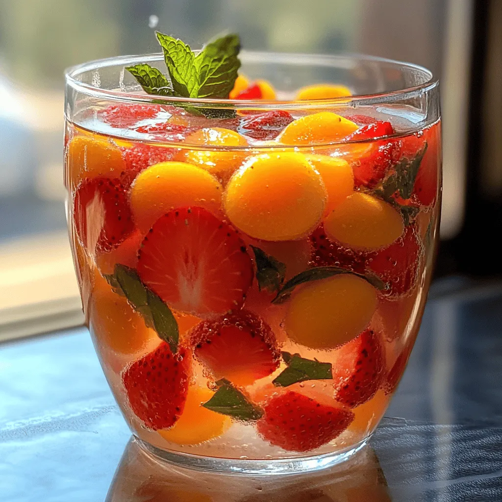 - 2 cups fresh strawberries, hulled and sliced - 1 cup dried apricots, chopped - Fresh mint leaves for garnish - 2 tablespoons loose black tea or 4 black tea bags - 2 tablespoons honey (adjust to taste) - Juice of 1 lemon - 4 cups boiling water When you want a drink that feels like sunshine, this tea hits the spot. Fresh strawberries and dried apricots mix to create a sweet, fruity base. You can taste the summer in every sip. The strawberries should be bright red, sweet, and juicy. When you slice them, you release their lovely aroma. The apricots add a chewy texture and rich flavor. Together, they make a perfect team. Next, you need your tea. Black tea gives a strong backbone to the drink. You can use loose tea or tea bags; both work well. The honey adds natural sweetness, and you can adjust it based on your taste. A splash of lemon juice brightens the mix and balances the sweetness. Finally, you’ll need boiling water. It helps to steep the flavors together, pulling out the best taste from each ingredient. For the freshest drink, use good quality tea and fruit. You can find the full recipe easily to guide you through the steps. First, gather your fruit. Combine 2 cups of sliced strawberries with 1 cup of chopped dried apricots in a heatproof bowl or pitcher. This mix gives the tea a bright and sweet flavor. Next, pour 4 cups of boiling water over the fruit. Let it steep for about 10 minutes. This step helps the fruit release its natural flavors into the water. After steeping the fruit, it's time to add the tea. Place 2 tablespoons of loose black tea or 4 black tea bags into the fruit mixture. Steep for another 5 minutes. This allows the tea to soak up the fruity goodness. Once done, strain the mixture using a fine mesh sieve. This step removes the tea leaves and fruit bits, leaving you with a smooth blend. Now, stir in 2 tablespoons of honey. Adjust the honey to your taste if you prefer it sweeter. Then, add the juice of 1 lemon for a zesty kick. Mix well until the honey dissolves completely. Allow the tea to cool to room temperature, then refrigerate for at least 30 minutes. This chilling step enhances the flavor. Serve the tea over ice and garnish with fresh mint leaves for a refreshing finish. Enjoy this delightful Strawberry Apricot Sunrise Tea! For a detailed guide, check the Full Recipe above. To make the best Strawberry Apricot Sunrise Tea, steeping time is key. Steep the fruit in boiling water for 10 minutes. This lets the flavors blend well. After that, add black tea. Steep it for 5 more minutes. This balance gives you a great taste. If you like your tea sweeter, you can adjust the honey. Start with 2 tablespoons, then taste. Add more if you want it sweeter. Honey mixes well with the fruit flavors, giving it a nice boost. You might want to add a little spice to your tea. Try a dash of cinnamon or a few whole cloves. These spices add warmth and depth. You can also use fresh herbs. Mint pairs well with the fruity taste. It adds a refreshing touch that brightens the drink. When serving, the look matters too. Use clear glasses to show off the colors. You can also add a slice of lemon on the rim. This adds a pop of color and gives a hint of citrus. Fresh mint leaves on top look great and smell amazing. You can prepare this tea in advance. Make a batch and store it in the fridge. It tastes better after chilling for at least 30 minutes. If you want to make it even earlier, brew it the night before. For storage, use a clean, airtight pitcher. This keeps the flavors fresh. It will last for about 2 to 3 days in the fridge. Before serving, give it a little stir. This helps mix the flavors again. Enjoy it chilled or over ice for a cool drink on a warm day. {{image_2}} You can switch up the fruits in this tea. Try peaches or cherries for a new twist. These fruits blend well and add a unique taste. In summer, use fresh berries like raspberries or blueberries. They bring a bright flavor that works great in tea. During winter, consider dried fruits like figs or dates. They offer a rich sweetness that warms the soul. Using herbal tea blends instead of black tea can change the flavor. Herbal teas like chamomile or peppermint add a soothing touch. They also offer health benefits, such as better digestion or relaxation. Herbal blends can suit many tastes and make the tea caffeine-free. This option is great for a calming evening drink. Making iced tea is different from serving it hot. For iced tea, steep the mixture longer to boost flavor. Pour it over ice and garnish with mint. Enjoying it warm brings out the tea's rich aroma. Both versions have their charm, so try both! To keep your Strawberry Apricot Sunrise Tea fresh, store it in the fridge. Use an airtight container to prevent any odors from other foods. This tea stays good for up to three days. After that, the flavors may fade, and it might not taste as vibrant. If you want to save the tea for a longer time, freezing is a great option. Pour the cooled tea into ice cube trays. Once frozen, transfer the cubes to a freezer bag. This way, you can enjoy the tea later without losing its fresh flavor. To keep the strawberries and apricots fresh, use them soon after you buy them. Store them in the fridge, and they will last for about a week. If you like your tea warm, you can reheat it easily. Pour the tea into a pot and heat it on low. Stir it gently to keep the flavors mixed. Avoid boiling, as it can alter the taste. If you need to reheat a single serving, use a microwave-safe cup. Heat it for 30 seconds, then check the warmth. Enjoy your tea warm or cold, whichever you prefer! Strawberries and apricots pack a punch of health benefits. Both fruits are rich in antioxidants. Antioxidants help fight free radicals in our bodies. This may lower the risk of some diseases. Strawberries also support heart health. They can improve cholesterol levels and lower blood pressure. Apricots are high in vitamins A and C. These vitamins boost your immune system and promote healthy skin. Drinking this tea not only quenches thirst but also supports good health. Yes, you can! While the recipe calls for black tea, you can mix it up. Green tea offers a lighter flavor and extra health perks. It contains catechins, which are great for metabolism. Herbal teas, like chamomile or peppermint, can add unique tastes. They also provide soothing effects. Each alternative brings its own flair, so feel free to experiment. Just keep the steeping times in mind, as they may vary. Absolutely! This tea can be kid-friendly with a few tweaks. To make it sweeter, add more honey, or use less tea. You can also chill it and serve it over ice. Kids often love fruity flavors, making this tea a hit. If you want, skip the black tea completely for a caffeine-free version. This way, kids can enjoy it anytime. Adding fun straws can make it even more appealing for young ones. In this article, I shared how to make Strawberry Apricot Sunrise Tea. I covered fresh ingredients, essential components, and easy steps. Tips and variations can help you find your perfect flavor. Remember to adjust sweetness and try new fruit combinations. This tea offers delicious health benefits while being fun to make. Enjoy a refreshing drink that suits any occasion. Now, go ahead and brew up your own!