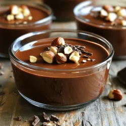 To make this dessert, you need the right ingredients. Here’s what you'll need: - 2 cups heavy cream - 1/2 cup whole milk - 1/2 cup granulated sugar - 1 tablespoon gelatin powder - 3 tablespoons cold water - 1/2 cup semi-sweet chocolate, chopped - 1/4 cup hazelnut spread (like Nutella) - 1 teaspoon vanilla extract - Pinch of salt - Crushed hazelnuts or chocolate shavings for garnish Each ingredient plays a key role in creating the smooth and rich flavor that makes this panna cotta so special. The heavy cream gives it a rich base, while the hazelnut spread adds a nutty sweetness. The semi-sweet chocolate ensures a deep chocolate flavor that pairs perfectly with the hazelnuts. You will need a few tools to make this panna cotta: - Small bowl for blooming gelatin - Saucepan for heating the cream mixture - Whisk for stirring - Measuring cups and spoons for accuracy - Ramekins or serving cups for the panna cotta - Plastic wrap for covering - A plate for serving Having the right tools helps make the process smooth and easy. It’s best to measure everything before you start to keep things organized. When picking your ingredients, freshness matters. Here are some tips: - Heavy cream: Choose a brand with a high fat content for a richer texture. - Milk: Whole milk works best. Check the expiration date to ensure freshness. - Chocolate: Opt for high-quality semi-sweet chocolate. A good brand makes a big difference. - Hazelnut spread: Look for one with real hazelnuts and less sugar. Selecting fresh ingredients enhances the taste of your panna cotta. Take your time, and enjoy the process of choosing the best for your dessert. For the full recipe, check out the details above. Start by taking a small bowl. Sprinkle the gelatin powder over the cold water. Let it sit for about five minutes. This step helps the gelatin bloom. Blooming means it will dissolve better later. It’s a simple yet crucial step for our panna cotta. Next, grab a medium saucepan. Combine the heavy cream, whole milk, and granulated sugar inside. Heat this mixture over medium heat. Stir it gently until the sugar dissolves. Be careful not to let it boil. Once the sugar is dissolved, remove the pan from the heat. Add the chopped semi-sweet chocolate and hazelnut spread. Mix in the vanilla extract and a pinch of salt. Stir until the mixture is completely smooth. This is where the magic happens! The chocolate and hazelnut flavors combine beautifully here. Now, take the bloomed gelatin from earlier. Add it to your chocolate mixture. Stir continuously until the gelatin fully dissolves. This ensures a creamy texture in your panna cotta. Pour the silky mixture into individual serving cups or ramekins. Fill each cup about three-quarters full. Let them cool slightly at room temperature. After they cool, cover each cup with plastic wrap. Now, place them in the fridge for at least four hours. For best results, let them chill overnight. Once set, you can unmold the panna cotta. Dip the bottom of the ramekins in warm water for a few seconds. Then, invert them onto serving plates. This is where the panna cotta shines! Garnish with crushed hazelnuts or chocolate shavings for that extra flair. For the full recipe, check out the details provided above. Enjoy your velvety chocolate hazelnut panna cotta! When making panna cotta, avoid these common errors: - Ignoring the Gelatin: If you skip blooming the gelatin, it won't dissolve well, leading to lumps. - Boiling the Cream: Always heat the cream gently. Boiling can change the texture and taste. - Not Mixing Enough: Make sure to mix the chocolate and hazelnut spread thoroughly. Uneven mixing leads to clumps. To get a silky texture in your panna cotta, follow these steps: - Use Quality Ingredients: Fresh cream and good chocolate make a big difference. - Correct Gelatin Ratio: Use the right amount of gelatin. Too little leads to a soft panna cotta, while too much makes it firm. - Chill Properly: Allow the panna cotta to set in the fridge for at least 4 hours. Overnight is best for a perfect texture. Serve your panna cotta in style with these ideas: - Garnish Creatively: Use crushed hazelnuts or chocolate shavings for added flavor and crunch. - Pair with Fruit: Fresh berries or a fruit sauce add a bright contrast to the rich chocolate. - Use Fun Cups: Individual ramekins or unique cups make the presentation fun and inviting. For the complete recipe, check the Full Recipe section. Enjoy this delightful dessert! {{image_2}} You can change the flavor of your panna cotta easily. To add a touch of vanilla, use a vanilla bean. Simply split it, scrape the seeds, and add them to the cream mix. If you love coffee, try espresso. Just stir in a shot of strong espresso when you mix the chocolate and hazelnut spread. Both options create a new twist on this classic dish. If you prefer natural sweeteners, you can use maple syrup or honey. Replace granulated sugar in equal parts. For a dairy-free panna cotta, swap out the heavy cream for coconut milk. Use almond milk instead of whole milk. This still gives a rich taste while being friendly for those avoiding dairy. Make your panna cotta shine on the table. Serve it in clear cups to show off its layers. Add a vibrant fruit sauce on top, like raspberry or passion fruit. For a festive touch, sprinkle edible gold leaf on top. You can also use crushed hazelnuts or chocolate shavings for extra crunch. These ideas add a wow factor to your dessert! For the complete recipe, check the Full Recipe section. To keep your panna cotta fresh, store it in the fridge. Use airtight containers or cover each cup with plastic wrap. This keeps moisture out and prevents odors from mixing in. Your panna cotta will stay tasty for up to three days in the fridge. You can freeze panna cotta, but it may change texture. If you want to freeze it, let it cool completely first. Then, place it in freezer-safe containers. Avoid glass, as it may break. Freeze for up to two months. When ready to eat, thaw it in the fridge overnight. Panna cotta tastes best fresh. It lasts about three days in the fridge. The texture will change if frozen, but it still makes a great treat. Always check for any off smells or changes in color before eating. When in doubt, throw it out. For the detailed recipe, refer to the Full Recipe section. Yes, you can make this dessert ahead of time. I often prepare it the night before. This allows the flavors to blend and intensify. Plus, it gives the panna cotta enough time to set properly. Just cover the cups with plastic wrap and keep them in the fridge. This dessert stays fresh for up to three days. If you want a vegan option, use agar-agar instead of gelatin. Agar-agar comes from seaweed and works well in panna cotta. Use about the same amount as gelatin, but check the package for specific instructions. Another option is pectin, which can also create a similar texture. You will know the panna cotta is set when it feels firm to the touch. Gently press the top with your finger; it should spring back. The panna cotta will also have a slight jiggle. If it looks too liquid, give it more time in the fridge. Aim for at least four hours, but overnight is best. For the perfect serve, gently unmold it and enjoy! For the full recipe, refer to the earlier section. You learned how to make a rich chocolate hazelnut panna cotta using simple steps. We covered key ingredients, necessary tools, and tips for fresh selections. I shared step-by-step instructions and helpful tips to avoid mistakes. You also explored flavor variations, storage tips, and answers to common questions. Now, you can impress friends with this delightful treat. Trust these tips to make your panna cotta perfect every time. Enjoy this sweet dessert and share it with others!