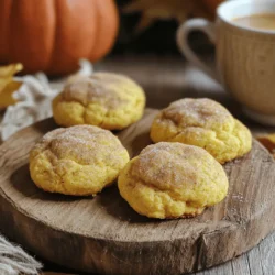 To make pumpkin spice snickerdoodles, gather these ingredients: - 1 cup unsalted butter, softened - 1 cup granulated sugar - 1 cup packed brown sugar - 1 cup pumpkin puree - 2 large eggs - 3 ½ cups all-purpose flour - 2 teaspoons cream of tartar - 1 teaspoon baking soda - 1 teaspoon baking powder - 1 teaspoon ground cinnamon - ½ teaspoon ground nutmeg - ½ teaspoon ground ginger - ¼ teaspoon ground cloves - ½ teaspoon salt - 1 tablespoon vanilla extract - ½ cup sugar (for rolling) - 2 teaspoons ground cinnamon (for rolling) When measuring, use dry measuring cups for flour and a liquid measuring cup for pumpkin puree. This helps ensure accuracy. For the butter, let it soften at room temperature. This makes mixing easier. Always pack the brown sugar firmly in the cup for the right sweetness. You can swap some ingredients if needed. Use coconut oil instead of butter for a dairy-free version. Applesauce works as a substitute for pumpkin if you're out. For gluten-free cookies, try using a gluten-free flour blend. If you lack cream of tartar, use an extra teaspoon of baking powder instead. Start by preheating your oven to 350°F (175°C). This step is key for even baking. While the oven heats, line your baking sheets with parchment paper. This keeps the cookies from sticking. In a large bowl, cream together 1 cup of softened unsalted butter, 1 cup of granulated sugar, and 1 cup of brown sugar. Beat until the mix is light and fluffy. Next, add 1 cup of pumpkin puree and mix well. Then, add 2 large eggs, one at a time. Finish this step with 1 tablespoon of vanilla extract. In another bowl, whisk together 3 ½ cups of all-purpose flour, 2 teaspoons of cream of tartar, 1 teaspoon of baking soda, 1 teaspoon of baking powder, and ½ teaspoon each of salt and spices: ground cinnamon, ground nutmeg, ground ginger, and ground cloves. Gradually add this dry mix to the pumpkin mix. Stir until just combined. Now, in a small bowl, mix ½ cup of sugar with 2 teaspoons of ground cinnamon. This will be your rolling mix. Using a cookie scoop or your hands, form tablespoon-sized balls of dough. Roll each ball in the cinnamon sugar mixture until fully coated. Place the rolled balls on the prepared baking sheets, spacing them about 2 inches apart. Bake in the preheated oven for 10 to 12 minutes. The edges should turn golden, but the centers need to stay soft. This gives you that perfect chewy texture. Once baked, allow the cookies to cool on the sheets for about 5 minutes. This helps them set and makes them easier to move. After that, transfer the cookies to a wire rack to cool completely. For a fun touch, stack the cookies on a rustic wooden board. Dust with some extra cinnamon sugar and serve them with a cozy cup of chai or hot chocolate. Enjoy the warm, inviting aromas that fill your kitchen. These Pumpkin Spice Snickerdoodles make a delightful fall treat that everyone will love! To get soft and chewy pumpkin spice snickerdoodles, start with room temperature butter. This helps blend the butter with sugars well. Mix until fluffy, but don’t overdo it. Overmixing adds too much air. When adding flour, mix just until you don’t see dry spots. This keeps your dough tender. For extra flavor, try adding a pinch of salt to the sugar mixture. It enhances the taste. You can also replace some of the granulated sugar with brown sugar for a deeper flavor. Experiment with different spices too. A little cardamom or allspice can add great warmth to the cookies. One common mistake is baking the cookies too long. Pull them out when the edges are golden, and the centers look soft. They will continue to cook on the baking sheet. Another mistake is not chilling the dough. Chilling helps the cookies hold their shape better. Lastly, avoid skipping the rolling in cinnamon sugar. This step gives them a sweet, spiced coating that makes them truly special. For the full recipe, be sure to follow the details closely for the best results! {{image_2}} You can easily make gluten-free pumpkin spice snickerdoodles. Use a gluten-free flour blend instead of all-purpose flour. Look for a blend with xanthan gum for the best texture. This swap keeps the cookies soft and chewy. Just be sure to check that your baking powder and baking soda are gluten-free too. While the classic blend of cinnamon, nutmeg, ginger, and cloves is great, feel free to experiment. You can use chai spice or pumpkin pie spice. Each blend gives a unique twist to the cookies. Try adding cardamom or allspice for an extra kick. Adjust the amounts to match your taste. You can enhance your cookies with fun add-ins. Consider mixing in white chocolate chips or chopped nuts. Pecans or walnuts add a nice crunch. Dried cranberries or chocolate chunks also work well. Add these extras when you mix in the dry ingredients. Each option adds a new layer of flavor and texture. Check out the Full Recipe to get started on these variations! To keep your Pumpkin Spice Snickerdoodles fresh, store them in an airtight container. Line the container with parchment paper to absorb any moisture. This method helps prevent the cookies from becoming soggy. Keep them at room temperature for the best texture. If you live in a humid area, consider adding a slice of bread to the container. The bread will help keep the cookies soft and fresh. You can easily freeze your Pumpkin Spice Snickerdoodles for later. First, let the cookies cool completely. Then, place them in a single layer on a baking sheet. Freeze them for about an hour until they are firm. After that, transfer the cookies to a freezer-safe bag or container. Make sure to remove as much air as possible before sealing. You can freeze them for up to three months. To enjoy, simply thaw at room temperature. When stored properly, these cookies will last about a week at room temperature. If you choose to freeze them, they will maintain their flavor and texture for three months. I recommend labeling your containers with the date. This way, you can keep track of how long they’ve been stored. By following these tips, you can always have a delicious treat ready to enjoy! For the complete recipe, refer to the Full Recipe provided. Yes, you can use fresh pumpkin. Just make sure to cook and puree it first. Fresh pumpkin gives a nice taste. It may also add more moisture. You might need to adjust the flour a little. Canned pumpkin is easier but fresh is fun! The cookies are done when the edges turn golden brown. The centers should still look soft. This means they will set as they cool. Keep an eye on them as they bake. Check around 10 minutes for doneness. You want them soft yet firm. Yes, you can make the dough ahead! Wrap it tightly and chill in the fridge. This helps the flavors blend. You can also freeze the dough for longer storage. Just thaw it in the fridge before baking. This can save time on busy days. Check the full recipe for exact details. This post covered important ingredients, steps, and tips for baking cookies. We looked at ingredient lists, measurement details, and smart substitutes. You learned about preparation, baking, and cooling. I shared ways to get the perfect texture and improve flavors. We also discussed gluten-free options and storage tips. Keep these tips in mind for your next cookie baking adventure. You'll impress everyone with your tasty treats!