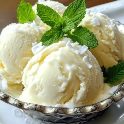 - 1 can (400ml) coconut milk - 1 cup coconut water - ½ cup granulated sugar (or to taste) - 1 teaspoon pure vanilla extract - 2 tablespoons lime juice - A pinch of salt - Fresh mint leaves for garnish (optional) Coconut milk and coconut water are the main stars in this sorbet. They give it a creamy texture and a refreshing taste. You can adjust the sweetness with sugar, which balances the rich coconut flavor. Adding vanilla extract enhances the overall aroma. Lime juice brings a zesty touch, making the sorbet perfect for hot days. - Almond milk or oat milk (for coconut milk) - Agave syrup or honey (for sugar) - Fresh basil or cilantro (for flavor) If you want a dairy-free option, try almond or oat milk. They still taste great and keep it light. For a low-sugar treat, use agave syrup or honey. These sweeteners will blend well with the coconut flavor. You can add fresh herbs like basil or cilantro for a twist on the taste. - About 150 calories per serving - Coconut milk is rich in healthy fats - Vegan and gluten-free Each serving of this sorbet has around 150 calories. Coconut milk is full of healthy fats that can help with energy. This recipe is perfect for vegans and those who avoid gluten. Enjoying it also means you're treating yourself to something fresh and tasty! For the full recipe, visit the Coconut Bliss Sorbet section. Start by mixing the coconut milk and coconut water in a medium bowl. Use a whisk to blend them well. Then, add the granulated sugar. Mix until the sugar dissolves completely. This step is crucial for smooth sorbet. Next, pour in the pure vanilla extract and lime juice. Add a pinch of salt. These flavors make the sorbet better. Mix everything until it's well combined. For a final touch, blend the mixture in a blender for about 30 seconds. This will make it creamy and slightly frothy. If you have an ice cream maker, pour the mixture in it. Follow the maker's instructions. Usually, you will churn it for 20-25 minutes. This will give you a soft-serve texture. If you don’t have an ice cream maker, don’t worry! You can still make sorbet. Pour the mixture into a shallow dish and place it in the freezer. Stir it every 30 minutes for about 3-4 hours. This helps break up ice crystals and makes it smooth. The consistency is key for great sorbet. If you want a soft-serve texture, remove it from the freezer after churning. If you prefer harder sorbet, let it freeze longer. For the best results, check the texture after a few hours. If it feels too hard, let it sit at room temperature for a few minutes. This will make scooping easier. Serve the sorbet in bowls. Garnish with fresh mint leaves if you like. Now, enjoy your delightful coconut sorbet! For the complete process, refer to the Full Recipe. To make the best coconut sorbet, start with your ingredients at the right temperature. Keeping the coconut milk and coconut water cool helps them blend better. If they are too warm, the sorbet can turn icy. Next, test your sweetness levels. Coconut milk can vary in sweetness. Mix in sugar gradually, tasting as you go. You want a balanced flavor that isn’t too sweet. For serving, choose small bowls or elegant cups. The presentation adds to the fun! You can also add a sprig of fresh mint on top. This makes it look fresh and inviting. Pair your sorbet with fruits like mango or pineapple. These bright flavors enhance the coconut. You could also drizzle some chocolate sauce on top for a richer taste. When you make homemade sorbet, store it in an airtight container. This keeps the sorbet fresh and prevents ice crystals. To avoid those pesky crystals, stir the sorbet every 30 minutes while it freezes. This keeps it smooth and creamy. Enjoy your Coconut Bliss Sorbet as a delightful treat! For the full recipe, check out Coconut Bliss Sorbet. {{image_2}} You can make your coconut sorbet more fun by adding flavors. Try mixing in tropical fruits. Mango or pineapple works great. They add a sweet and fruity twist. You can also try chocolate or coffee. Just blend in cocoa powder or espresso for rich taste. Get creative with unique ingredients for your sorbet. Infusing with herbs gives it a fresh kick. Mint or basil can add a nice touch. You can also add spices. Ginger gives warmth, while cardamom adds a lovely aroma. A little goes a long way! There are many dairy-free options for your sorbet. You can use almond milk, oat milk, or cashew milk. Each brings a different flavor. If you want to cut calories, try low-calorie sweeteners. Stevia or monk fruit sweeteners can work well. They keep your sorbet sweet without the extra sugar. For the full recipe, check out Coconut Bliss Sorbet. Enjoy making your own variations! When you seek out coconut sorbet, some brands stand out. They have great taste and quality. Look for these top-rated brands: - Coconut Bliss: Known for rich flavors and organic ingredients. - So Delicious: Offers tasty dairy-free options that are creamy and smooth. - Häagen-Dazs: A classic brand with a luxurious coconut sorbet. To find the best quality, check the label. Look for natural ingredients, no artificial flavors, and eco-friendly packaging. This ensures you enjoy a delicious treat without added chemicals. You have many choices for buying coconut sorbet. Local grocery stores often carry popular brands. Check the frozen dessert aisle. If you want more variety, try specialty shops. They may offer unique, premium options. Online shopping is also a great choice. Websites like Amazon and grocery delivery services have a wide selection. Store-bought coconut sorbet usually costs between $5 and $10 for a pint. Prices may differ based on the brand and store. Making your own coconut sorbet is often cheaper. Plus, you control the ingredients. The [Full Recipe] shows you how to create a tasty treat at home. Enjoying homemade sorbet can be more satisfying than store-bought options. You can make coconut sorbet without an ice cream maker using a simple no-churn method. First, follow the same steps in the Full Recipe to mix your ingredients. Instead of using an ice cream maker, pour the mixture into a shallow dish. Place it in the freezer for about 4 hours. Every 30 minutes, take it out and stir the mixture with a fork. This helps break up ice crystals, keeping it smooth. After about 3-4 hours, your sorbet will be ready to serve! You can boost the flavor of your coconut sorbet with fun mix-ins! Here are some ideas: - Fresh fruit like mango, pineapple, or berries - A splash of rum for a tropical twist - Chocolate chips for a sweet crunch - Fresh herbs like mint or basil - A hint of lime or lemon zest for brightness These additions can make your sorbet even more delightful and unique. Coconut sorbet can last in the freezer for about 2-3 weeks if stored properly. To keep it fresh, place the sorbet in an airtight container. This helps prevent ice crystals from forming. Make sure to keep it at a consistent freezing temperature. If you want to enjoy it later, just scoop it out and let it sit at room temperature for a few minutes before serving. This ensures a smooth, creamy texture. Coconut sorbet is a delicious treat you can customize easily. We covered the main ingredients, preparation steps, and tips for perfecting your sorbet. You learned about flavors, nutritional benefits, and storage. Whether you make it at home or buy it, coconut sorbet can fit any diet. Enjoy experimenting with different fruits and spices. Your coconut sorbet journey starts here, so have fun and enjoy each scoop!