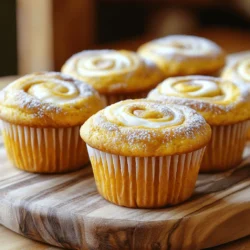 - 1 ½ cups all-purpose flour - 1 tsp baking powder - 1 tsp baking soda - ½ tsp cinnamon - ¼ tsp nutmeg - ¼ tsp salt - ½ cup granulated sugar - ½ cup brown sugar, packed - 1 cup canned pumpkin puree - 2 large eggs - ⅓ cup vegetable oil - 1 tsp vanilla extract For the Cream Cheese Filling: - 8 oz cream cheese, softened - ¼ cup powdered sugar - ½ tsp vanilla extract These ingredients create a delightful blend of flavors. The pumpkin brings warmth, while the cream cheese adds a rich, creamy twist. Using both granulated and brown sugar gives the muffins a nice balance of sweetness. The spices like cinnamon and nutmeg make these muffins feel cozy and comforting. When choosing your pumpkin puree, make sure to select a high-quality brand. This choice impacts the flavor of your muffins. The cream cheese filling is easy to make. Just mix it well so it blends nicely into the muffins. For more detailed instructions on how to make these delicious muffins, check out the Full Recipe. 1. Preheat your oven to 350°F (175°C). Line a muffin tin with paper liners or grease it with non-stick spray. 2. In a medium bowl, whisk together the following dry ingredients: - 1 ½ cups all-purpose flour - 1 tsp baking powder - 1 tsp baking soda - ½ tsp cinnamon - ¼ tsp nutmeg - ¼ tsp salt 3. In a larger bowl, mix the wet ingredients until smooth: - ½ cup granulated sugar - ½ cup brown sugar, packed - 1 cup canned pumpkin puree - 2 large eggs - ⅓ cup vegetable oil - 1 tsp vanilla extract 1. Gradually add the dry mixture to the wet mixture. Stir gently until just combined. A few lumps are fine; don’t overmix. 2. For the cream cheese filling, mix the following in another bowl: - 8 oz cream cheese, softened - ¼ cup powdered sugar - ½ tsp vanilla extract 1. Fill each muffin cup halfway with the pumpkin batter. 2. Add a dollop of cream cheese filling in the center of each muffin. 3. Top with more pumpkin batter until the cups are about ¾ full. 4. Using a toothpick or a skewer, gently swirl the cream cheese filling into the pumpkin batter to create a marbled look. Don’t overdo it; a little swirl goes a long way. 5. Bake the muffins for 18-22 minutes. A toothpick should come out clean, except for the cream cheese swirl. 6. Allow the muffins to cool in the pan for about 5 minutes. Then, transfer them to a wire rack to cool completely. For the full recipe, you can refer to the earlier section. Enjoy your baking adventure! To make the best pumpkin cream cheese swirl muffins, avoid overmixing. Overmixing makes the muffins tough. Stir the batter until just combined. A few lumps are okay. This keeps your muffins soft and fluffy. Cooling is also key for flavor. After baking, let the muffins sit in the pan for 5 minutes. This helps them firm up. Then, move them to a wire rack. Cooling on the rack allows air to flow around, keeping them moist. You may want to swap all-purpose flour. Use whole wheat flour for a healthier option. Almond flour works well too, but it may change the texture. When it comes to sweeteners, consider maple syrup or honey. Each sweetener adds its own flavor. If you use liquid sweeteners, reduce the oil slightly to balance moisture. For baking these muffins, you need a few essential tools. A good mixing bowl is a must. Use a whisk for mixing dry ingredients. A non-stick muffin tin helps your muffins release easily. If you prefer, use paper liners for quick clean-up. Silicone liners are also great and reusable. {{image_2}} You can make these muffins even better! Adding chocolate chips gives a sweet twist. Nuts like walnuts or pecans add a nice crunch. You can also mix in spices like ginger or cloves. These spices give a warm and cozy flavor. Experimenting with these options makes each batch unique! Want to make these muffins healthier? Use whole wheat flour instead of white flour. It adds fiber and nutrients. You can also swap granulated sugar for coconut sugar. This makes the muffins less sweet but still tasty. If you need a vegan option, use a plant-based cream cheese. It works great for the filling! Seasonal ingredients can change the game! You might add cranberries or apples for a fruity flavor. They bring a tartness that pairs well with pumpkin. Alternatively, try using squash or sweet potato purees. These options keep the muffins moist and delicious. Each season brings a chance to create something special. For the full recipe, check the earlier section! To keep your pumpkin cream cheese swirl muffins fresh, place them in an airtight container. This will help lock in moisture and flavor. You can also use a zip-top bag. If you have room, line the bottom with a paper towel. This absorbs excess moisture. For freezing, wrap each muffin in plastic wrap. Then, place them in a freezer-safe bag. Squeeze out as much air as you can before sealing. This keeps out freezer burn. Muffins can stay fresh in the freezer for up to three months. When reheating muffins, the microwave is quick and easy. Heat each muffin for about 15-20 seconds. Check them to ensure they are warm but not hot. For a crispier texture, use the oven. Preheat to 350°F (175°C) and warm muffins for about 10 minutes. This helps keep them moist while warming. At room temperature, these muffins last about 2-3 days. Store them in a cool, dry place. In the refrigerator, they can last up to a week. Just make sure they are in an airtight container. If you freeze them, you can enjoy these muffins for up to three months. Just remember to thaw them in the fridge overnight before eating. This keeps them tasty and soft. For the full recipe, check out the linked section above. Can I make these muffins in advance? Yes, you can prepare these muffins ahead of time. Bake them, then let them cool. Store in an airtight container for up to three days. You can also freeze them for up to three months. Just thaw and enjoy! What can I substitute for pumpkin puree? You can use butternut squash puree or sweet potato puree instead. They provide a similar texture and flavor. Applesauce can also work, but keep in mind it will change the taste. Are these muffins gluten-free? No, these muffins are not gluten-free as they use all-purpose flour. To make them gluten-free, substitute the all-purpose flour with a gluten-free flour blend. Ensure it has xanthan gum for proper texture. How can I make this recipe nut-free? This recipe is already nut-free as written. Just be sure to check all your ingredients. Some brands of baking powder may contain traces of nuts. Always choose nut-free brands. Why are my muffins dense? Dense muffins often result from overmixing the batter. Mixing too much incorporates too much air and creates a heavy texture. Mix just until combined for light and fluffy muffins. How do I know when the muffins are done baking? Stick a toothpick into the center of a muffin. If it comes out clean, they are done! If it has batter on it, bake for a few more minutes. The tops should also look golden and firm. Pumpkin cream cheese swirl muffins are a delightful treat packed with flavor. We covered all the essentials: ingredients, steps, tips, and storage. Each action matters when baking. Don't forget to check for the right texture and flavors. This guide ensures your muffins turn out fluffy and tasty every time. I hope you enjoy making these muffins as much as I enjoyed sharing this recipe with you. Happy baking!