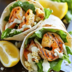 To make Grilled Shrimp Caesar Wraps, you need fresh ingredients. Here are the main items: - 1 lb large shrimp, peeled and deveined - 2 tablespoons olive oil - 1 teaspoon garlic powder - 1 teaspoon paprika - Salt and pepper to taste - 4 large flour tortillas - 2 cups Romaine lettuce, chopped - ½ cup Caesar dressing - ½ cup grated Parmesan cheese - Lemon wedges, for serving These ingredients combine to create a fresh and tasty meal. You can add fun extras to boost flavor. Here are some optional ingredients: - ¼ cup croutons, crushed - Fresh herbs like parsley or basil These additions can make your wraps even more exciting. Understanding the nutritional value helps you make better choices. Each serving of Grilled Shrimp Caesar Wraps has: - Calories: 450 - Protein: 30g - Carbohydrates: 35g - Fat: 20g These wraps pack a good amount of protein and flavor. They make a filling meal without being too heavy. Enjoy the full recipe for more details. To start, gather your ingredients. You will need 1 pound of large shrimp, olive oil, garlic powder, paprika, salt, and pepper. First, preheat your grill to medium-high heat. In a bowl, toss the shrimp with 2 tablespoons of olive oil. Add 1 teaspoon of garlic powder, 1 teaspoon of paprika, salt, and pepper. Mix until the shrimp are well coated. This step adds great flavor. Grill the shrimp for 2-3 minutes on each side. Look for them to turn pink and opaque. Once finished, remove them from the grill and let them cool for a moment. Next, it’s time to build your wraps. In a large bowl, mix 2 cups of chopped Romaine lettuce with ½ cup of Caesar dressing and ½ cup of grated Parmesan cheese. Toss until the lettuce is fully coated. Lay a large flour tortilla flat on your work area. Place a good portion of the Caesar salad mixture in the center of the tortilla. Then, add the grilled shrimp on top. For a fun twist, sprinkle ¼ cup of crushed croutons for crunch. Fold the sides of the tortilla in, then roll it up tightly from the bottom. Repeat this for the rest of your tortillas. For an extra touch, you can grill the wraps. Place them seam-side down on the grill for 1-2 minutes. This will toast the outside and seal the wrap nicely. It adds a nice texture to your meal. Once grilled, slice each wrap in half. Serve with lemon wedges for an added burst of flavor. You can find the full recipe [here]. Enjoy your fresh and flavorful meal! To pick the best shrimp, look for a few signs. Fresh shrimp should smell like the sea, not fishy. Their shells should be shiny and firm. Avoid any shrimp that feel slimy or have dark spots. If possible, choose shrimp that are still in the shell. They tend to be fresher and juicier. Always ask your fishmonger about the shrimp's source for the best quality. Grilling shrimp can be simple if you follow a few tips. First, make sure your grill is hot before adding the shrimp. This helps create a nice sear. Use skewers to keep shrimp from falling through the grill grates. Soak wooden skewers in water for 30 minutes to prevent burning. Grill the shrimp for just 2-3 minutes per side. They cook quickly, so stay close and watch them carefully. Overcooked shrimp turn rubbery and tough. To boost the taste of your Caesar dressing, try adding some fresh lemon juice. This adds brightness and cuts through the creaminess. You can also mix in a bit of Dijon mustard for a tangy kick. For extra depth, consider adding minced anchovies or garlic. These ingredients enhance the umami flavor. If you want a fresh twist, add chopped herbs like parsley or chives. These small changes can make a big difference in your wraps. For the full recipe, refer back to the details provided. {{image_2}} You can change the shrimp for other proteins. Chicken works great, grilled or roasted. You can also use fish, like salmon or tilapia. If you prefer beef, use thinly sliced steak. Tofu is a good choice for a meat-free option. All these proteins can soak up flavors well. To make a vegetarian wrap, skip the shrimp. Add grilled vegetables like zucchini, bell peppers, or eggplant. You can also use a hearty bean mix for protein, like black beans or chickpeas. For added texture, try adding roasted nuts or seeds. These options keep the taste fresh and exciting. To make your wrap special, think outside the box. Try adding avocado for creaminess. Fresh herbs like basil or cilantro can brighten the flavor. For a spicy kick, include jalapeños or hot sauce. You can also swap out Caesar dressing for ranch or a yogurt-based dressing. Each change brings a new twist to the classic wrap. For the full recipe, check out the guide on making Grilled Shrimp Caesar Wraps. To store your grilled shrimp Caesar wraps, first let them cool. Place any leftovers in an airtight container. Keep them in the fridge for up to three days. If you're using the wraps later, store the shrimp and salad separately. This helps keep the wraps fresh and prevents sogginess. When you're ready to eat, reheat the shrimp separately. Use a skillet on medium heat for about 3 minutes. Stir often until they are hot. For the wraps, you can warm them in the skillet for 2-3 minutes per side. This helps make them crispy again. Avoid using the microwave, as it can make them chewy. If you want to freeze your wraps, wrap each one in plastic wrap. Then, place them in a freezer-safe bag. You can store them for up to three months. When ready to eat, let them thaw in the fridge overnight. Then, reheat as mentioned above for the best taste. Yes, you can use frozen shrimp. Just thaw them first. Place them in the fridge overnight. You can also run them under cold water for a quick thaw. Ensure they are peeled and deveined for the best results. If you want an alternative to flour tortillas, try whole wheat wraps. Lettuce leaves also work great for a low-carb option. Corn tortillas are another tasty choice. Each option gives a unique flavor and texture. To make Caesar dressing at home, you need a few simple ingredients. Combine mayonnaise, lemon juice, garlic, Dijon mustard, and Parmesan cheese. Mix until smooth. Adjust the taste with salt and pepper. This dressing adds a fresh touch to your wraps. Absolutely! You can add sliced avocado for creaminess. Cherry tomatoes bring a burst of flavor. Thinly sliced red onions add a nice crunch. Feel free to get creative with your toppings! Grilled shrimp can last in the fridge for up to three days. Store them in an airtight container. Always check for signs of spoilage before eating. If they smell off, it's best to discard them. Yes, you can prepare the wraps in advance. Just assemble them without grilling. Wrap them tightly in plastic wrap. Store them in the fridge for up to one day. Grill them right before serving for a warm meal. These wraps pair well with a light salad or vegetable sticks. You can also serve them with a side of fruit for a refreshing touch. A chilled drink, like lemonade, complements the meal nicely. To make the wraps crispy, grill them seam-side down. This helps seal the edges. You can also toast them in a pan for a few minutes. This adds a nice crunch to each bite. Yes, feel free to use different cheeses. Feta or goat cheese can add a tangy flavor. Cheddar cheese offers a sharper taste. Use whatever cheese you enjoy most! Serve the wraps with lemon wedges on the side. This allows everyone to squeeze fresh lemon juice on their wraps. It enhances the flavors and adds a zesty kick. Enjoy your Grilled Shrimp Caesar Wraps as a fresh meal! For the full recipe, check out the complete guide above. You now have all the tools to make delicious Grilled Shrimp Caesar Wraps. We covered ingredients, step-by-step instructions, and helpful tips. You can switch proteins or try veggie options for variety. Knowing how to store and reheat your wraps will keep them fresh. Embrace your creativity and share meals with loved ones. Cooking is fun and rewarding. Enjoy your tasty creations!