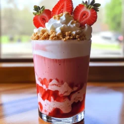 - 1 cup strong brewed coffee, cooled - 1 cup milk (dairy or non-dairy) - 1 cup frozen strawberries - 1/2 cup cheesecake filling (store-bought or homemade) - 2 tablespoons sugar (adjust to taste) - 1/2 teaspoon vanilla extract - Whipped cream for topping - Crushed graham crackers for garnish - Fresh strawberries for garnish You need strong brewed coffee for the base. I prefer it cooled to keep the frappuccino frosty. Use one cup of milk, whether you choose dairy or a non-dairy option. The frozen strawberries give it a fruity flavor and icy texture. The cheesecake filling is key. You can buy it or make your own. I often use store-bought when I’m in a hurry. Adjust the sugar to your taste. I usually start with two tablespoons. The vanilla extract adds a nice touch of flavor. Whipped cream is a must for the top. It makes the drink feel special. Crushed graham crackers mimic the cheesecake crust. Finally, fresh strawberries on top add a lovely finish. - Chocolate syrup - Flavored syrups (e.g., vanilla or caramel) - Additional fruit toppings You can enhance the frappuccino with optional add-ins. A drizzle of chocolate syrup adds a sweet twist. Flavored syrups, like vanilla or caramel, can also change the taste. You might like to add more fruit on top for extra fun. - High-speed blender - Measuring cups and spoons - Tall glasses for serving To make this drink, you need a high-speed blender. It blends everything together smoothly. Measuring cups and spoons are essential for accuracy. Finally, tall glasses are perfect for serving your delicious creation. For the full recipe, check out the details in the previous section. Enjoy making this delightful drink! - Brew and cool 1 cup of strong coffee. - Measure and gather all ingredients. Start by brewing your coffee. Let it cool to avoid melting the ice. Make sure you have everything ready. This helps keep the process smooth and fun. - Combine all ingredients in the blender. - Blend until smooth and creamy. In your blender, add: - 1 cup of cooled coffee - 1 cup of milk - 1 cup of frozen strawberries - 1/2 cup of cheesecake filling - 2 tablespoons of sugar - 1/2 teaspoon of vanilla extract Blend these items on high speed. You want it smooth and creamy. No chunks should remain. If you taste it and it needs more sweetness, feel free to add more sugar. - Adjust sweetness and texture as needed. - Pour into glasses and add toppings. Once blended, pour the frappuccino into tall glasses. If it’s too thick, add a splash of milk and blend again. Top with whipped cream for that classic look. Sprinkle crushed graham crackers on top to mimic a cheesecake crust. Add fresh strawberry halves for a beautiful touch. Enjoy your drink! For the complete recipe, check the Full Recipe section. To get the right thickness for your frappuccino, adjust the milk. If it’s too thick, add a splash more milk. Blend again until smooth. For smoothness, use a high-speed blender. Blend until there are no chunks left. This makes your drink creamy and enjoyable. You can change up the flavor easily. Try adding a bit more sugar if you like it sweet. If you want a richer taste, use fresh strawberries instead of frozen ones. Fresh strawberries add a bright flavor. Frozen strawberries work well too, especially when it’s hot outside. Serve your frappuccino in tall glasses for a nice look. Top it with a generous amount of whipped cream. Sprinkle crushed graham crackers on top for a cheesecake crust feel. Add fresh strawberry halves for a pop of color. This makes your drink not just tasty, but pretty too. For the full recipe, check out the ingredients and steps. {{image_2}} You can make the Strawberry Cheesecake Frappuccino with less sugar. Use a sugar substitute for a low-calorie drink. You can also swap the milk for almond or oat milk. This change makes it dairy-free and lighter. If you want a creamier feel, choose full-fat coconut milk. These options still taste great! Feel free to mix in other fruits. Blueberries or raspberries can add a fun twist. You can also try using different cheesecake fillings. Look for flavors like lemon or chocolate. Each change can create a new taste in your drink. Be creative and explore what you love! Use seasonal fruits for fresh flavors. In summer, add peaches or cherries. For fall, you could mix in pumpkin or spice flavors. During holidays, think about peppermint or eggnog twists. These fun changes can keep your frappuccino exciting all year. Enjoy finding new ways to make this drink special! To store your Strawberry Cheesecake Frappuccino, pour it into an airtight container. Seal it tight to keep the flavors fresh. Place the container in the fridge. It stays good for up to 2 days. After two days, the taste may change, and it may not be as creamy. If you want to enjoy your frappuccino later, give it a good stir first. You can serve it cold or blend it again. If it’s too thick after sitting, add a bit of milk and blend. This will bring back its smooth texture. Yes, you can freeze the frappuccino! Pour it into a freezer-safe container. It should last about a month in the freezer. When ready to enjoy, take it out and place it in the fridge overnight to thaw. Blend it again before serving for the best taste. A Strawberry Cheesecake Frappuccino is a creamy, blended drink. It mixes strong coffee, milk, frozen strawberries, and cheesecake filling. People love it for its sweet taste and fun texture. This drink offers a delicious twist on the classic strawberry cheesecake. You can enjoy it as a dessert or a treat any time of day. Yes, you can make a delicious version without coffee. Use milk and frozen strawberries as the base. Add in cheesecake filling and sugar for sweetness. This creates a tasty, caffeine-free drink. You might also try using a milk substitute, like almond or oat milk, for a unique flavor twist. Many popular coffee shops offer this drink. Chains like Starbucks and Dunkin' often have it on their menu. Local cafes may also serve their own versions. If you want to try it at home, check out the Full Recipe for a simple guide. You now have all the tools to make a delicious Strawberry Cheesecake Frappuccino. We started with the key ingredients, blending techniques, and serving tips. You can customize this drink with add-ins and flavor variations to suit your taste. Don't forget about storage options for any leftovers. This frappuccino is easy to make at home and perfect for sharing. Enjoy your tasty creation anytime you crave a refreshing treat!