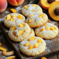 - 1 cup ricotta cheese - 1 cup fresh peaches, peeled and diced Ricotta cheese makes these cookies soft and creamy. It adds moisture and keeps them tender. The fresh peaches bring a sweet burst of flavor. As they bake, the peaches soften and blend perfectly with the dough. - 2 cups all-purpose flour - 1 teaspoon baking powder - 1/2 teaspoon baking soda - 1/4 teaspoon salt All-purpose flour gives the cookies structure and helps them rise. Baking powder and baking soda work together to create a light texture. Salt balances the sweetness in the cookies. - Zest of 1 large orange - 1/4 cup fresh orange juice - 1 teaspoon vanilla extract The orange zest and juice add bright, citrusy notes. This flavor pairs well with the sweet peaches. Vanilla extract rounds out the taste, making each bite more enjoyable. You can find the full recipe for these delightful cookies included in this article. To start, I cream the ricotta cheese with the softened butter. This step makes the mixture smooth and fluffy. Next, I add the granulated sugar and mix until it blends well. The color should lighten as you mix. After that, I add the orange zest, fresh orange juice, and vanilla extract. Stir until the mixture is fully combined and smells amazing. In a separate bowl, I whisk together the flour, baking powder, baking soda, and salt. If I want a hint of warmth, I might add ground cinnamon. Then, I gradually add this flour mixture to the ricotta mix. I stir gently until a soft dough forms. Finally, I fold in the diced peaches. I take care not to mash them, so they stay chunky in the dough. Next, I drop rounded tablespoons of dough onto prepared baking sheets. I space them about 2 inches apart to allow for spreading. I bake the cookies in a preheated oven at 350°F (175°C) for 12 to 15 minutes. The edges should turn light golden, while the centers remain soft. After baking, I let the cookies cool on the sheets for 5 minutes. Then, I transfer them to wire racks to cool completely. For the full recipe, check out the link. Choosing ripe peaches is key. Look for peaches that are soft to the touch. They should have a sweet scent. A good peach adds juicy flavor to your cookies. If they are too firm, they won't mix well. You want peaches that will blend nicely into the dough. Using the right temperature for ingredients helps too. Let your butter sit at room temperature. It should be soft but not melted. Ricotta should also be at room temperature. This makes mixing easier and gives a better texture. Cold ingredients can cause the cookies to spread too much. Adding cinnamon gives a warm touch to your cookies. Just a half teaspoon can make a big difference. It pairs well with peaches and orange zest. If you want to try new fruits, go ahead! Cherries or blueberries can be great swaps. Adjust the sugar if the fruit is sweeter. Dusting with powdered sugar is a simple way to make your cookies look fancy. It adds a nice, sweet touch. Use a sifter for an even layer. You can also garnish with fresh fruit. A slice of peach or a bit of orange zest makes the cookies pop. It helps your cookies look inviting and delicious. {{image_2}} You can easily make these cookies gluten-free. Just swap regular flour for a gluten-free flour blend. Look for one that has a mix of rice flour, tapioca starch, and potato starch. This mix will keep your cookies light and fluffy. You may need to add a little extra liquid since gluten-free flour absorbs more moisture. If you want to make these cookies vegan, switch out the ricotta and butter. Try using blended silken tofu or vegan cream cheese for ricotta. For the butter, coconut oil or a vegan butter substitute works well. This will keep the texture creamy and rich without dairy. Get creative with flavors! You can try lemon or lime zest instead of orange. This gives a fun twist and bright taste. Adding nuts like chopped walnuts or pecans can add a nice crunch. Mix in some chocolate chips for a sweet surprise. Each variation brings a new taste to enjoy! For the full recipe, check out the detailed steps to make these delightful cookies. To keep your cookies fresh, place them in an airtight container. This helps keep them soft and moist. You can also layer parchment paper between the cookies to prevent sticking. Store the container at room temperature for the best results. If you want to keep them longer, try refrigerating them. Freezing cookies is simple and effective. First, let the cookies cool completely. Then, place them in a single layer on a baking sheet and freeze for about an hour. Once frozen, transfer them to a freezer bag. This prevents them from sticking together. When you want to enjoy them, thaw the cookies in the fridge overnight or at room temperature for a few hours. For the best taste and texture, eat your cookies within 3-5 days. If stored well, they can last up to 2 weeks at room temperature. However, freezing can extend their shelf life up to 3 months. Enjoy them fresh or frozen for a delightful treat anytime! For the full recipe, check the link. You can use cottage cheese or cream cheese. Both have a similar texture. Cottage cheese offers a lighter taste, while cream cheese adds a richer flavor. If you want a dairy-free option, try tofu blended with a bit of lemon juice. This mix will give you a smooth texture. Yes, you can use canned peaches. They are often sweeter but can be mushier. Fresh peaches provide a firmer bite and a brighter flavor. If you use canned peaches, make sure to drain them well. This helps keep the dough from getting too wet. Look for light golden edges on the cookies. The centers should remain soft and slightly puffed. You can also gently press the top with your finger. If it springs back, they are done. Let them cool a bit on the baking sheet for the best texture. These cookies pair well with tea or coffee. A glass of cold milk is also a great choice. For a fun twist, try them with peach iced tea. This adds a nice fruity touch that complements the cookies. Enjoy your sweet treat! For the full recipe, check out the details above. In this article, I covered how to make delicious Orange Ricotta Peach Cookies. You learned about the key ingredients, like ricotta and fresh peaches. I provided step-by-step instructions for preparing the dough and baking. You also discovered tips for perfect texture and ways to vary the recipe. Storing tips ensure your cookies stay fresh. I hope you feel ready to bake this tasty treat. Enjoy experimenting with flavors and sharing them with friends!
