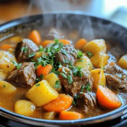 - 2 pounds beef chuck, cut into 1-inch cubes - 1 tablespoon olive oil - 1 large onion, chopped - 2 cloves garlic, minced - 4 medium carrots, sliced - 3 medium potatoes, diced - 2 cups beef broth - 1 tablespoon tomato paste - 1 teaspoon dried thyme - 1 teaspoon dried rosemary - 1 bay leaf - Salt and pepper to taste These main ingredients create a hearty stew. I love using beef chuck because it becomes tender and flavorful. The onion and garlic add depth, while the carrots and potatoes provide sweetness and texture. The beef broth brings everything together, making it rich and satisfying. - 2 tablespoons cornstarch (optional, for thickening) - Fresh parsley, chopped (for garnish) I often use cornstarch to make the stew thicker. It gives a nice, creamy feel. Fresh parsley not only adds color but also a fresh taste. You can skip these if you prefer a lighter stew. If you want the full recipe, be sure to check it out! First, I turn on the Instant Pot and select “Sauté.” I add 1 tablespoon of olive oil. Once it heats, I add 2 pounds of beef chuck cut into 1-inch cubes. I sear the beef until it is browned on all sides. This takes about 5 to 7 minutes. After browning, I carefully remove the beef and set it aside in a bowl. Next, I keep the Instant Pot on. I add 1 large chopped onion and 2 cloves of minced garlic. I sauté them for about 2 to 3 minutes. They should become fragrant and translucent. Then, I deglaze the pot by adding a splash of the beef broth. I use a wooden spoon to scrape up any tasty bits stuck to the bottom. Now, I return the beef to the pot. I add the following ingredients: - 4 medium sliced carrots - 3 medium diced potatoes - 2 cups beef broth - 1 tablespoon tomato paste - 1 teaspoon dried thyme - 1 teaspoon dried rosemary - 1 bay leaf - Salt and pepper to taste I stir everything together until well mixed. Then, I close the lid of the Instant Pot and set the steam release valve to “Sealing.” I select the “Manual” function and set it to cook for 35 minutes on high pressure. Once the time is up, I let the Instant Pot naturally release pressure for 10 minutes. After that, I quickly release any remaining pressure by switching the valve to “Venting.” If I want a thicker stew, I mix 2 tablespoons of cornstarch with 2 tablespoons of cold water to make a slurry. I stir this slurry into the warm stew. Then, I set the pot to “Sauté” mode for an additional 5 minutes, stirring often. This helps thicken the stew nicely. For the full recipe, check out the [Full Recipe]. Browning the beef properly is key. It adds rich flavor and color. Heat your Instant Pot, add oil, and sear the beef cubes until brown. This step takes about 5-7 minutes. Don't rush it. If you skip this, you'll miss out on great taste. I recommend using homemade broth for the best flavor. Store-bought broth can work, but it often lacks depth. If you can, simmer beef bones and veggies for hours. This creates a tasty base for your stew. If you want a thicker stew, use cornstarch. Mix it with cold water to make a slurry. Stir this into the stew while it is warm. Set the pot to "Sauté" mode and cook it for 5 minutes. This helps the stew thicken nicely. If your stew is too thick, add a bit of broth or water. Stir well until you reach your desired consistency. Remember, it’s easier to add than to take away! To boost the flavor, consider adding herbs like bay leaves, thyme, or rosemary. Fresh herbs can also work well. They add brightness to the dish. Balancing flavors is important too. A splash of vinegar or lemon juice can brighten up your stew. It helps cut through the richness. Adjust seasonings to fit your taste. Enjoy the process of making it your own! {{image_2}} You can use different cuts of beef for your stew. Beef chuck is popular, but sirloin, brisket, or round are great too. Each cut gives a unique taste and texture. If you want a lighter option, try chicken or turkey. Both will absorb the stew's flavors well. Pork also works nicely, offering a twist on the classic beef stew. Adding seasonal vegetables makes your stew even better. Think about using squash in the fall or green beans in the summer. You can also toss in peas for sweetness. Want more protein? Add legumes or beans like lentils or chickpeas. They make the stew hearty and filling while boosting nutrition. Pair your stew with rice, crusty bread, or noodles. Each option complements the rich flavors of the stew. For a fun twist, try serving it over mashed potatoes. Garnish with fresh parsley for color and flavor. A sprinkle of cheese can add a creamy finish. If you like heat, a dash of hot sauce can spice things up nicely. For the full recipe, check out the section above. To store leftovers, let the stew cool first. Then, transfer it to an airtight container. This keeps it fresh. Use glass or plastic containers that seal well. They help lock in flavor and moisture. To freeze the stew, first let it cool completely. Then, pour it into freezer-safe bags or containers. Remove as much air as possible to prevent freezer burn. When you want to eat it, thaw the stew overnight in the fridge. Reheat it on the stovetop or in the microwave until hot. In the fridge, the stew lasts about 3 to 4 days. If you freeze it, it can last up to 3 months. Always check for signs of spoilage before eating. Enjoy your hearty Instant Pot beef stew! For the full recipe, see above. It takes about 1 hour total, including prep and cooking time. You need 15 minutes to prep the ingredients. The cooking time in the Instant Pot is 35 minutes. After cooking, allow 10 minutes for natural pressure release. This means you can enjoy a hearty meal in no time! Yes, you can use frozen beef. Just increase the cooking time by about 10 minutes. If the beef is in large chunks, it may take longer to cook. Make sure to check that it reaches the right temperature. This method saves you time if you forget to thaw the meat. If your stew tastes too salty, add more veggies or potatoes. They soak up some salt. You can also add a splash of vinegar or lemon juice. This helps balance the flavor. If it's still too salty, add water or broth to dilute it. Yes, you can make it ahead of time. Cook the stew, then let it cool. Store it in airtight containers. It stays good in the fridge for 3-4 days. You can also freeze it for up to 3 months. Reheat before serving, and enjoy! Absolutely! Use cornstarch instead of flour for thickening. Make sure to check that your beef broth is gluten-free. This way, you can enjoy a rich flavor without gluten. You won’t miss the traditional thickening methods at all! For a full recipe, check out the Hearty Instant Pot Beef Stew. In this blog post, we explored how to make a delicious Instant Pot beef stew. We covered main ingredients like beef and vegetables, plus optional items to enhance flavor. I shared step-by-step instructions for cooking, thickening, and storing your stew. Remember, you can adjust flavors and ingredients to fit your taste. Making beef stew is easy and can be done ahead of time. Enjoy your cooking journey and experiment with different variations to make it your own!