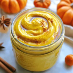 To make a delicious pumpkin spice coffee creamer, you need a few key ingredients. Each one adds flavor and creaminess to the mix. Here's what you'll need: - Whole milk or non-dairy alternatives: This gives your creamer a rich base. You can choose almond, soy, or oat milk for a lighter option. - Heavy cream or coconut cream: This adds thickness and a luxurious feel. Coconut cream gives a nice twist for those who want a dairy-free choice. - Pure pumpkin puree: This is the star. It adds that warm, pumpkin flavor we all love. Make sure it’s pure and not pumpkin pie filling. - Maple syrup for sweetness: This sweetens the creamer naturally. Adjust the amount based on your taste. - Vanilla extract: This enhances the flavors. Just a teaspoon makes a big difference. - Pumpkin pie spice blend: This includes warm spices like nutmeg and cloves. It brings the seasonal vibe right to your cup. - Ground cinnamon: A sprinkle of cinnamon adds warmth and depth. - Salt and its purpose: Just a pinch of salt balances the sweetness and enhances all the flavors. With these ingredients, you can mix up a tasty blend that’s perfect for your morning coffee or afternoon treat. If you're ready to dive deeper, check out the Full Recipe for step-by-step guidance. First, we start by combining the dairy. In a medium saucepan, mix 2 cups of whole milk and 1 cup of heavy cream. Heat over medium until warm but not boiling. Next, add 1/2 cup of pure pumpkin puree. Whisk it well until the mixture is smooth. This makes sure the pumpkin blends nicely with the cream. Then, stir in 1/4 cup of maple syrup. This gives it sweetness. Add 1 teaspoon of vanilla extract, 1 teaspoon of pumpkin pie spice, 1/2 teaspoon of ground cinnamon, and a pinch of salt. Keep whisking until everything is mixed well. Now, lower the heat and let it simmer. Simmer for about 5 minutes. This helps the flavors blend together. Do not let it boil; keep an eye on it. Once done, take the saucepan off the heat. Let it cool slightly at room temperature. For storage, pour the cooled creamer into a glass jar or an airtight container. It will stay fresh in the refrigerator for up to one week. Be sure to shake it well before each use. This keeps the flavors mixed and ready for your coffee or tea. Enjoy your homemade pumpkin spice coffee creamer! To make your pumpkin spice coffee creamer just right, start with the sweetness. You can adjust it easily with maple syrup. If you want it sweeter, add a bit more syrup. If you like it less sweet, reduce the syrup. Taste as you go. This way, you find the perfect balance for your coffee. Next, let’s talk about spices. Balancing spices can make a big difference. You might want more or less pumpkin pie spice. Try adding a bit more cinnamon if you love that flavor. Mixing spices to your taste helps create a creamer you will enjoy every time. This creamer works well in many types of coffee. Try it in hot or iced coffee. It pairs perfectly with a rich espresso. You can also use it in lattes or cappuccinos for a creamy treat. Don't stop at coffee! You can use this creamer in other ways too. Drizzle it over pancakes or waffles. Use it in baking recipes for a tasty twist. You can even mix it into oatmeal or yogurt for breakfast. For the full recipe, remember to explore the section above! {{image_2}} If you want a dairy-free option, you can use oat or almond milk. They both add creaminess and flavor. Oat milk works well because it is thick and smooth. Almond milk has a light taste that pairs nicely with pumpkin spice. You can also use coconut cream as a great alternative to heavy cream. It adds a rich, tropical flavor. Just remember to stir it well to mix it with the other ingredients. This will give your coffee creamer a nice, creamy texture without dairy. To make your pumpkin spice coffee creamer even better, try adding more spices. A dash of nutmeg or ginger can give it a warm kick. You can also play with the amount of pumpkin pie spice. Adjust it to fit your taste. Another fun idea is to use flavored syrups. Vanilla, hazelnut, or caramel syrups can add a new twist to your coffee. Just add a tablespoon or two when you mix your ingredients. This simple change can change your morning coffee into a special treat. For the full recipe, check out the details above. Enjoy making your own variations! Store your pumpkin spice coffee creamer in a glass jar or an airtight container. This helps keep it fresh. You can also use a squeeze bottle for easy pouring. Make sure the container is clean and dry before adding the creamer. The shelf life of this creamer is about one week in the fridge. Always check for signs of spoilage. If it smells off or has changed color, it is best to toss it. Yes, you can freeze pumpkin spice coffee creamer. Freezing is a great way to save some for later. Pour the creamer into ice cube trays or small containers. This way, you can use just what you need. To thaw, simply move the cubes to the fridge overnight. You can also warm them in the microwave for a quick use. Stir well before adding to your coffee. Enjoy the flavor boost in every cup! To make pumpkin spice coffee creamer from scratch, gather your ingredients. You will need whole milk, heavy cream, pure pumpkin puree, maple syrup, vanilla extract, pumpkin pie spice, ground cinnamon, and a pinch of salt. Heat the milk and cream in a saucepan. Add the pumpkin puree, whisk until smooth. Then mix in the maple syrup, vanilla, spices, and salt. Simmer for five minutes. Let it cool, then store in the fridge. The best way to sweeten your creamer is with maple syrup. It adds a rich flavor that blends well with pumpkin spice. You can adjust the amount based on how sweet you like it. Start with a quarter cup and taste. If you want it sweeter, add a bit more. Other options include honey or agave syrup. Yes! You can substitute heavy cream with coconut cream or a lighter milk, like oat or almond. This will change the flavor slightly, but it will still be tasty. If you use non-dairy milk, choose one that is creamy for the best result. Homemade pumpkin spice coffee creamer lasts about one week in the fridge. Store it in an airtight container to keep it fresh. Always smell and taste before using if it has been in the fridge for a while. Yes, pumpkin spice coffee creamer is gluten-free! All the ingredients used in this creamer do not contain gluten. Just make sure to check labels on any added ingredients, like syrups or spices, to ensure they are gluten-free. Here’s how to make pumpkin spice coffee creamer. Gather these ingredients: - 2 cups whole milk (or your favorite non-dairy milk) - 1 cup heavy cream (or coconut cream) - 1/2 cup pure pumpkin puree - 1/4 cup maple syrup (adjust to taste) - 1 teaspoon vanilla extract - 1 teaspoon pumpkin pie spice - 1/2 teaspoon ground cinnamon - Pinch of salt Now, let’s dive into the steps to create this tasty blend: 1. Combine the Dairy: In a medium saucepan, pour the whole milk and heavy cream. Turn the heat to medium. Stir gently until it’s warm, but don’t let it boil. 2. Add Pumpkin: Next, mix in the pure pumpkin puree. Whisk it until the mixture is smooth and well combined. 3. Flavor It Up: Stir in the maple syrup, vanilla extract, pumpkin pie spice, ground cinnamon, and a pinch of salt. Keep whisking until all ingredients blend together nicely. 4. Simmer: Lower the heat and let it simmer for about 5 minutes. This allows the flavors to meld and become rich. 5. Cool Down: Once done, take the saucepan off the heat. Let it cool for a few minutes. 6. Store It: Pour your cooled creamer into a glass jar or an airtight container. You can keep it in the fridge for up to a week. 7. Enjoy: Shake well before each use. Pour it into your coffee or tea for a delightful treat! Prep time is just 10 minutes, and the total time is only 15 minutes. This recipe makes about 3 cups of creamy goodness. Enjoy your homemade pumpkin spice coffee creamer! You now have all the tools to make tasty pumpkin spice coffee creamer. We covered the essential ingredients, preparation steps, and tips for perfecting the flavor. You learned how to store it well and even explore dairy-free options. Don't forget to experiment with different spices and sweeteners to suit your taste. This creamer can elevate your coffee and delight your senses. Enjoy creating your own version and savor every sip!
