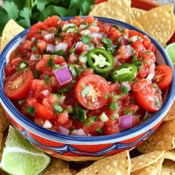 For a vibrant restaurant-style red salsa, you need fresh items. Here’s what you’ll need: - 4 medium Roma tomatoes, quartered - 1 medium red onion, chopped - 2 cloves garlic, minced - 1 jalapeño pepper, seeded and chopped - 1/4 cup fresh cilantro, chopped - 1 lime, juiced These fresh ingredients bring color and flavor. Roma tomatoes add a ripe taste. Red onion gives a mild sweetness. Garlic adds depth, while jalapeño provides heat. Cilantro brings a touch of brightness. Lime juice adds tang, making the salsa pop. Next, you’ll need some pantry staples. These add seasoning and richness to your salsa. Here’s a quick list: - Salt and pepper to taste - 1/2 teaspoon cumin - 1 teaspoon olive oil Salt and pepper are essential for flavor. Cumin gives a warm, earthy tone. Olive oil adds smoothness and helps blend the flavors. To make your salsa unique, consider these optional add-ins: - Additional jalapeños for more heat - Diced bell peppers for sweetness - Avocado for creaminess These additions can change the salsa's flavor profile. Feel free to experiment with your favorite tastes. You can find the full recipe for detailed steps and more tips on making this delicious dip! To start, gather all your fresh ingredients. You'll need: - 4 medium Roma tomatoes, quartered - 1 medium red onion, chopped - 2 cloves garlic, minced - 1 jalapeño pepper, seeded and chopped - 1/4 cup fresh cilantro, chopped - 1 lime, juiced - Salt and pepper to taste - 1/2 teaspoon cumin - 1 teaspoon olive oil Make sure to wash your tomatoes and cilantro well. Chop the onion and garlic finely. If you like heat, keep the seeds in the jalapeño. For less spice, remove them. The prep time is quick, so you can enjoy your salsa soon. Next, place the prepared ingredients into a blender or food processor. Add the quartered tomatoes, chopped onion, minced garlic, and jalapeño. Blend this mix for 5-7 pulses. You want a chunky salsa, so avoid blending too much. If it’s too smooth, it won't have that classic restaurant-style texture. After blending, transfer the salsa into a mixing bowl. Now, it’s time to add the chopped cilantro, lime juice, cumin, and olive oil. Season this mix with salt and pepper. Stir gently to combine everything. Let the salsa sit for at least 15 minutes. This step allows the flavors to blend nicely. Taste it after 15 minutes and adjust the seasoning if needed. You can check the full recipe for detailed preparation steps. Enjoy your fresh and vibrant salsa! To make your salsa pop, use ripe Roma tomatoes. Fresh tomatoes bring out the best taste. Choose a firm red onion for a nice crunch and a sweet touch. For zest, add fresh lime juice. It brightens all the flavors. Use fresh cilantro, as dried just won’t do. Adjust the jalapeño to match your spice level. Remember, you can always add more heat later. One common mistake is over-blending the salsa. You want it chunky, not smooth. If you blend too much, it turns into a puree. Another mistake is skipping the resting time. Letting the salsa sit for 15 minutes helps the flavors mix well. Always taste before serving. You may need more salt or lime juice. Trust your taste buds. Presentation matters! Serve your salsa in a bright, colorful bowl. This makes it look inviting. Add a side of crispy tortilla chips for dipping. Garnish with extra cilantro and lime wedges for a pop of color. You can also place the bowl on a festive platter. This makes the dish feel special. For a fun twist, add chopped avocado or mango on top. It adds flavor and looks great. {{image_2}} If you love heat, add more jalapeño or a serrano pepper. You can also try a dash of hot sauce for extra kick. Blend in some chipotle peppers for smoky flavor. This gives your salsa a deep, rich taste that many enjoy. Remember, spice levels can change based on your taste. Start with less and add more as needed. Fruits can make your salsa unique and fun. Consider adding mango, peach, or pineapple. These fruits add sweetness and balance the heat from the peppers. Dice them and mix them in after blending the base ingredients. This twist creates a fresh, vibrant salsa perfect for summer. You’ll impress your guests with this fruity addition. If you're avoiding certain foods, it's easy to adjust. Use red bell peppers instead of jalapeños for less heat. Swap lime juice with lemon juice for a different zing. You can also skip the olive oil if you want a lighter salsa. For a vegetarian or vegan option, this salsa is already great! Just ensure all your ingredients meet your needs. For the full recipe, check the details above. To keep your salsa fresh, always store it in an airtight container. Glass or plastic will work well. Place it in the fridge right after making it. This helps keep the flavors bright. Always use a clean spoon when serving, to prevent spoilage. If you notice any liquid on top, stir it back in. This keeps the texture nice and even. You can freeze salsa to enjoy later. Use freezer-safe containers or bags. Leave some space at the top, as it will expand when frozen. Label the bags with the date. Salsa can last up to three months in the freezer. When ready to use, thaw it in the fridge overnight. Avoid refreezing, as it can change the texture. Homemade salsa typically lasts about a week in the fridge. Check for signs of spoilage before using. If you see a change in color or smell, it’s best to throw it away. Mold is a clear sign it’s no longer safe to eat. Remember, always trust your senses. If it seems off, don’t take the risk. Enjoy your restaurant-style red salsa fresh for the best taste! To change the heat level, focus on the jalapeño. Use more if you like spice. For less heat, remove the seeds. You can also swap jalapeño for a milder pepper, like a bell pepper. Taste as you go to find the right balance for you. Yes, you can use canned tomatoes. Choose whole or diced tomatoes for a good flavor. Drain them well to avoid watery salsa. Fresh tomatoes give a better taste, but canned can work in a pinch. Just make sure to blend them well for the right texture. Serve your salsa with tortilla chips for the classic snack. It’s also great with tacos, burritos, or quesadillas. You can use it as a topping for grilled meats or fish. Adding it to eggs can make a tasty breakfast too. Get creative! Homemade salsa lasts about 3 to 5 days in the fridge. Keep it in an airtight container to maintain freshness. If you see any signs of spoilage, like a change in color or smell, throw it away. Always check before serving. For the complete list of ingredients and detailed steps, check out the Full Recipe. It ensures you won't miss any key points in making the best restaurant-style red salsa! This blog post covers the essentials for making great salsa. We explored fresh ingredients, pantry staples, and tasty add-ins. You learned step-by-step instructions to prepare and mix your salsa. Plus, we shared tips to enhance flavor and avoid common mistakes. Variations help you customize for your taste and needs. Lastly, we discussed best storage practices to keep your salsa fresh. Enjoy experimenting with your salsa recipe, and make it your own!