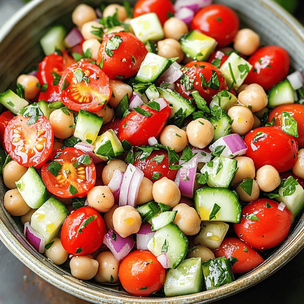 To make the Tomato and Herby Bean Salad, gather these simple ingredients: - 1 can (15 oz) chickpeas, drained and rinsed - 1 can (15 oz) cannellini beans, drained and rinsed - 2 cups cherry tomatoes, halved - 1 small red onion, finely diced - 1 cucumber, diced - 1/2 cup fresh parsley, chopped - 1/4 cup fresh basil, chopped - 3 tablespoons olive oil - 2 tablespoons balsamic vinegar - 1 clove garlic, minced - Salt and black pepper to taste You can easily swap some ingredients if you need to. Here are a few ideas: - Use black beans instead of chickpeas for a different taste. - Swap cannellini beans with navy beans if you want. - Green onions can replace red onion for a milder flavor. - If you don't have fresh herbs, try dried herbs like Italian seasoning. - Lemon juice can be used instead of balsamic vinegar for a zesty kick. Fresh ingredients bring brightness and crunch to the salad. Cherry tomatoes and cucumbers offer a lovely crispness. Fresh herbs give the dish a vibrant flavor. However, canned beans save time and are still healthy. They provide protein and fiber without much fuss. If you choose fresh beans, cook them until soft. Balance between fresh and canned can enhance your salad. I recommend using fresh herbs whenever possible for the best taste. For the complete recipe, you can refer to the Full Recipe. First, gather all your ingredients. Use these items for your fresh tomato and herby bean salad: - 1 can (15 oz) chickpeas, drained and rinsed - 1 can (15 oz) cannellini beans, drained and rinsed - 2 cups cherry tomatoes, halved - 1 small red onion, finely diced - 1 cucumber, diced - 1/2 cup fresh parsley, chopped - 1/4 cup fresh basil, chopped Make sure to rinse the beans well. This removes extra salt and keeps your salad light. Cut the cherry tomatoes in half. Dice the red onion and cucumber into small pieces. Finally, chop the parsley and basil finely for flavor. In a large mixing bowl, combine the drained chickpeas and cannellini beans. Add in the halved cherry tomatoes, diced red onion, and cucumber. Use a large spoon to mix gently. This helps keep the tomatoes intact. Look for a nice mix of colors and textures in your bowl. For the dressing, grab a small bowl. Whisk together these ingredients: - 3 tablespoons olive oil - 2 tablespoons balsamic vinegar - 1 clove garlic, minced - Salt and black pepper to taste Mix until the oil and vinegar blend well. The garlic adds a nice kick, while the vinegar gives it a tangy bite. Tasting the dressing is key. Adjust the salt and black pepper to fit your taste. Now, pour the dressing over your salad mixture. Add the chopped parsley and basil. Gently toss everything together until all parts are coated. The colors should pop, and the smell should make your mouth water! Let the salad sit for at least 15 minutes. This time allows the flavors to meld. The longer you wait, the better the taste. For the full recipe, check out the detailed instructions provided above. Enjoy your fresh flavor delight! To boost the taste of your Tomato and Herby Bean Salad, use fresh herbs. Fresh parsley and basil make a big difference. Try adding a squeeze of lemon juice for a zesty kick. You can also add a pinch of chili flakes for a little heat. Let the salad sit for at least 15 minutes before serving. This helps the flavors blend well. When selecting tomatoes, look for firm ones that feel heavy. Cherry tomatoes are sweet and juicy, perfect for this salad. If using larger tomatoes, choose ripe ones with no blemishes. The color should be bright and vibrant. Avoid tomatoes that are too soft or have dark spots. Serve this salad in a large, shallow bowl. Garnish with extra herbs to add color. You can sprinkle crumbled feta cheese on top for a tasty twist. This salad pairs well with grilled meats or crusty bread. It is also great as a light meal on its own. For the full recipe, check out the complete guide. {{image_2}} You can make the tomato and herby bean salad even better. Try adding some cheese, like feta or goat cheese. Cheese adds creaminess and tang. You can also toss in some nuts, like walnuts or almonds. Nuts give a nice crunch. These additions can change the texture and taste, making the salad more fun. While parsley and basil shine in this salad, other herbs can work well too. Try adding cilantro or dill for a different flavor. Mint also adds a fresh taste. Mix and match herbs to find your favorite combination. Using different herbs can bring new life to the same dish. You can turn this salad into a full meal. Add grilled chicken or shrimp for extra protein. For a vegetarian option, toss in some avocado or hard-boiled eggs. Quinoa or brown rice can also add fullness. These additions make the salad heartier and more satisfying. You’ll enjoy a complete dish that still feels light and fresh. Check out the Full Recipe for more ideas! To keep your Tomato and Herby Bean Salad fresh, store it in an airtight container. Glass containers work best here, as they help keep flavors intact. Before sealing, make sure the salad is cool. This prevents moisture from forming inside the container. You can also separate the dressing and salad if you want to keep it crisp. When stored properly, the salad lasts about 3 to 5 days in the fridge. If you see any signs of spoilage, like an off smell or mushy veggies, toss it out. For best taste, try to enjoy the salad within the first few days. This salad tastes best cold. If you want to refresh it, add a splash of olive oil or a squeeze of lemon. Mix it gently to bring back that fresh flavor. Avoid reheating, as it can make the beans mushy and the vegetables lose their crunch. For a little zing, sprinkle with fresh herbs before serving again. For the full experience, check the Full Recipe. For a herby bean salad, I love using chickpeas and cannellini beans. They provide great texture and taste. You can also use black beans or kidney beans for extra color and flavor. Each bean adds its own unique touch. The key is to choose beans you enjoy. Yes, you can make this salad a day ahead. It saves time when you have guests. Just store it in the fridge in a tight container. The flavors blend nicely overnight. Just be sure to give it a good stir before serving. Freshness is key! Letting the salad sit is a good idea. It helps the flavors combine. I recommend at least 15 minutes. This time lets the dressing soak in and enhances the taste. You can even let it rest longer if you wish. Just keep it cool. This salad is already vegan! All the ingredients are plant-based. The olive oil and vinegar dressing adds great taste without animal products. If you want more flavor, you can add vegan cheese or nuts. Enjoy the fresh flavors while keeping it plant-friendly. This blog post gave you a detailed guide on making a delicious Tomato and Herby Bean Salad. We covered the ingredients, step-by-step instructions, and useful tips. You learned how to choose fresh ingredients, mix flavors, and store leftovers properly. Try adding different herbs or proteins to make it your own. With these insights, you can create a flavorful meal that suits your taste. Enjoy making this salad and impress your family and friends!