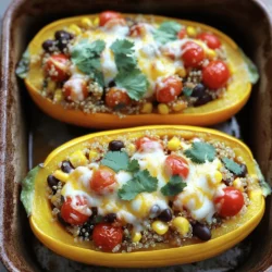 - 4 medium yellow squash - 1 cup quinoa, rinsed - 2 cups vegetable broth - 1 cup cherry tomatoes, halved - 1 cup black beans, rinsed and drained - 1 cup corn kernels (fresh or frozen) - 1 teaspoon cumin - 1 teaspoon smoked paprika - ½ teaspoon garlic powder - ½ teaspoon onion powder - ½ cup shredded cheese (cheddar or Monterey Jack) - 2 tablespoons olive oil - Salt and pepper to taste - Fresh cilantro, chopped, for garnish Each ingredient plays a key role in making the stuffed yellow squash both tasty and healthy. Yellow squash brings a lovely texture. Quinoa offers protein and fiber, making this dish hearty. Cherry tomatoes add a burst of flavor, while black beans provide more protein. Corn gives sweetness and crunch. Spices like cumin and smoked paprika add warmth. Garlic and onion powders boost flavor without overpowering. Cheese adds creaminess and richness. Olive oil helps in cooking and adds healthy fats. Finally, fresh cilantro garnishes the dish, adding color and freshness. - Baking dish - Medium saucepan - Large mixing bowl - Spoon for scooping Using the right tools makes cooking easier. A baking dish is essential for holding the squash. A medium saucepan cooks the quinoa well. A large bowl mixes all the filling ingredients easily. A spoon helps scoop out the squash and fill it up. You can find most of these tools in any kitchen. They help you make this dish quick and fun! For a full guide, check the Full Recipe. 1. Preheat your oven to 375°F (190°C). This helps the squash cook evenly. 2. Slice the yellow squash in half lengthwise. Use a spoon to scoop out the seeds. This creates little boats. Place them cut side up in a baking dish. 3. In a medium saucepan, add 1 cup of rinsed quinoa and 2 cups of vegetable broth. Bring this mixture to a boil. Then, lower the heat to low and cover it. Cook for about 15 minutes. The quinoa should be fluffy and the broth should be absorbed. 1. In a large bowl, mix the cooked quinoa, halved cherry tomatoes, rinsed black beans, corn, cumin, smoked paprika, garlic powder, onion powder, and half of the shredded cheese. 2. Season this mixture with salt and pepper to taste. 3. Spoon this tasty filling into the hollowed-out yellow squash halves. Make sure to pack it well and mound it slightly on top. 4. Drizzle olive oil over the stuffed squash. Cover the baking dish with foil. Bake for 25 minutes. 5. After that, remove the foil. Sprinkle the remaining shredded cheese on top of the squash. Bake for an additional 10 minutes. The cheese should melt and the squash should be tender. 1. Remove the stuffed squash from the oven and let it cool slightly. 2. Garnish with chopped fresh cilantro before serving. This adds a nice touch and flavor. - Perfectly cook quinoa: Rinse your quinoa well to remove any bitter taste. Use two cups of vegetable broth for each cup of quinoa. Bring it to a boil, then lower the heat and cover. Cook for about 15 minutes until fluffy. Fluff it with a fork for the best texture. - Tips for cutting squash: Use a sharp knife to cut the squash. Slice it in half lengthwise. Scoop out the seeds gently with a spoon. This creates a nice boat for your filling. Always cut on a stable surface to prevent slips. - Suggestions for spices and seasonings: For a punch of flavor, use cumin and smoked paprika. Garlic and onion powder add depth too. Feel free to adjust the spices to your liking. If you want more heat, add chili powder or red pepper flakes. - Adding protein options: You can add cooked ground turkey, chicken, or beef for extra protein. If you want a vegetarian option, try adding lentils or tofu. These choices make the dish heartier and more filling. - What to serve with stuffed squash: Stuffed yellow squash pairs well with a fresh salad. A side of rice or quinoa also works great. Think about adding a dollop of yogurt or sour cream for creaminess. - Ideal accompaniments for a well-rounded meal: Consider serving a light soup, like tomato basil. Grilled vegetables or crusty bread can also round out your plate. These sides will balance the meal and add more flavors. {{image_2}} You can easily adapt stuffed yellow squash to fit your diet. For a gluten-free version, skip any gluten-containing ingredients. The recipe mostly uses quinoa, which is naturally gluten-free. You can also use gluten-free breadcrumbs if you want some crunch. If you follow a vegan diet, swap cheese for a plant-based alternative. Nutritional yeast can add a cheesy flavor without dairy. Use vegetable broth to cook the quinoa and ensure all filling ingredients are vegan-friendly. Feel free to change up the filling ingredients. Instead of black beans, try chickpeas or lentils for a new texture. You can also use other veggies, like zucchini or bell peppers. They add color and flavor, making your dish unique. When it comes to cheese, cheddar or Monterey Jack works well. But you can also use feta or goat cheese for a tangy twist. Each cheese brings its own flavor, so don’t be afraid to experiment! Preparing stuffed yellow squash in advance can save you time. You can cook the quinoa and mix the filling a day ahead. Just keep it in the fridge until you are ready to stuff the squash. If you want to freeze stuffed squash, let it cool completely. Wrap each piece tightly in plastic wrap, then place them in a freezer bag. When you're ready, thaw them overnight in the fridge before baking. This way, you have a quick meal ready to go! After enjoying stuffed yellow squash, you might have some leftovers. To keep them fresh, store them in an airtight container in the fridge. Make sure the squash is completely cool before sealing. This helps prevent moisture buildup. When you want to reheat, place it in the microwave or oven. If using the oven, cover it with foil to avoid drying out. If you want to save stuffed squash for later, freezing is a great option. First, let the squash cool completely. Wrap each piece tightly in plastic wrap or foil. Then, place them in a freezer-safe bag or container. This will help keep them fresh for about three months. To thaw, move the squash to the fridge overnight. Reheat it in the oven until warmed through, about 20 minutes at 350°F (175°C). Stuffed yellow squash lasts about 4 to 5 days in the fridge. Always check for signs of spoilage before eating. Look for any strange smells or changes in color. If the texture seems off or slimy, it’s best to toss it. Remember, safe food storage helps you enjoy every bite of your delicious meal! How do I prevent the squash from becoming mushy? To keep your squash firm, don’t overcook it. First, bake it just until tender. You can also scoop out less flesh when making the boats. This helps prevent excess moisture. Can I prepare stuffed squash ahead of time? Yes, you can prepare the stuffed squash ahead. Just stuff the squash and cover it in the fridge. Bake it when you’re ready to eat. This makes for a quick meal! What are the nutritional benefits of stuffed yellow squash? Stuffed yellow squash is low in calories and high in fiber. It’s rich in vitamins A and C. The quinoa adds protein, while beans boost fiber. This dish is healthy and filling. How many calories are in a serving? Each serving has about 250 calories, depending on your cheese choice. This makes it a great option for a light meal or side dish. Can I grill stuffed yellow squash instead of baking? Yes, grilling stuffed squash adds a nice smoky flavor. Just wrap them in foil to keep the filling moist. Grill them over medium heat for about 15-20 minutes. How can I make stuffed squash more flavorful? To enhance flavor, try adding fresh herbs like basil or parsley. You can also mix in some spices, like chili powder or oregano, for an extra kick. Experiment to find your favorite! This blog post covers an easy and tasty recipe for stuffed yellow squash. You learned about fresh ingredients like quinoa, black beans, and spices. I shared clear steps for preparing and baking your dish. Plus, you discovered tips for storing leftovers and meal prep options. In closing, this dish is fun to make and adaptable. You can swap ingredients for your needs. Enjoy cooking and sharing this healthy, colorful meal with friends and family!