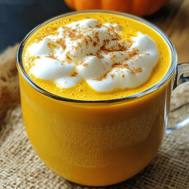 - Heavy cream - Milk (whole or almond) - Pumpkin puree - Maple syrup - Vanilla extract - Pumpkin pie spice - Pinch of salt Alternatives for heavy cream: You can use coconut cream or cashew cream for a lighter option. Both give a nice texture. Dairy-free options: If you want a dairy-free version, almond milk or oat milk works well. These are tasty and creamy! - 1 cup = 240 milliliters - 1 tablespoon = 3 teaspoons To make Easy Pumpkin Cold Foam, start by mixing the ingredients. Gather these items: - 1 cup heavy cream - 1/2 cup milk (whole or almond) - 1/4 cup pumpkin puree - 2 tablespoons maple syrup - 1 teaspoon vanilla extract - 1 teaspoon pumpkin pie spice (plus extra for garnish) - Pinch of salt You will need a medium mixing bowl and a hand mixer or a whisk. A mixing bowl helps combine the ingredients well. A hand mixer speeds up the whipping process, but a whisk works, too. When whipping, you can use a hand mixer or a whisk. A hand mixer is faster and easier. It takes about 3-5 minutes to whip with a mixer. If you use a whisk, it may take a bit longer. To reach soft peaks, watch the cream closely. Stop mixing as soon as you see peaks forming. Be careful not to over-whip. Over-whipped cream can turn into butter, and we want foam, not butter! Once your foam is ready, spoon it over your favorite coffee or iced drink. This pumpkin cold foam adds creaminess and flavor to any beverage. For a special touch, sprinkle some pumpkin pie spice on top. It looks great and adds extra flavor. Serve your drink right away to enjoy its full taste! You can change the sweetness of the cold foam. If you want it sweeter, add more maple syrup. If you prefer less sweetness, cut back on the syrup. You can also try different flavors. Adding a splash of caramel can give it a rich taste. Other flavors, like hazelnut or chocolate, work well too. To make the best pumpkin cold foam, avoid over-whipping the cream. Whipping past soft peaks can turn it too stiff. Stop mixing once you see soft peaks form. It will still be creamy and smooth. Make sure to use cold cream. Cold cream whips better and makes a fluffier foam. Pumpkin cold foam pairs perfectly with coffee or iced drinks. Try it on top of your morning latte or an iced coffee. You can also use it in smoothies for a fall twist. For a nice touch, serve it in clear glasses. This way, the layers look pretty. Sprinkle some pumpkin pie spice on top for extra flair. {{image_2}} You can easily change the flavor of your pumpkin cold foam. One fun option is spiced chai cold foam. To try this, add a teaspoon of chai spice to the mix. This gives your drink a warm, cozy kick. Another great choice is maple bourbon cold foam. Just swap in a tablespoon of bourbon for maple syrup. This adds a rich depth to your drink. Both options are tasty twists on the classic recipe. If you want a vegan version, you can make a few swaps. Use coconut cream instead of heavy cream. It gives a lovely texture and flavor. For the milk, almond or oat milk works well. You can also find pumpkin puree without any dairy. This way, you can enjoy a delicious dairy-free pumpkin cold foam. You can make your pumpkin cold foam fit the season too. For holiday flavors, add a touch of nutmeg or peppermint. This makes it festive and fun. In summer, try lighter flavors like coconut or vanilla. These changes keep your drink refreshing and vibrant. Adjusting your recipe for the season makes it exciting all year round. To keep your pumpkin cold foam fresh, use an airtight container. Glass jars work well. You can also use plastic containers, but ensure they seal tightly. Store the foam in the fridge right after use. It helps to keep the foam cold and tasty. Pumpkin cold foam lasts about 3 days in the fridge. After that, it may lose its texture and flavor. Always check for any strange smells or changes before using. You can reuse leftover foam in many ways. Try adding it to pancakes or waffles for a tasty twist. It also works well in smoothies. You can even use it as a topping for desserts like brownies or ice cream. Think of it as a fun way to add flavor! Pumpkin cold foam is a creamy topping for beverages. It adds a rich pumpkin flavor to coffee, lattes, and cold drinks. The foam is light and airy, making drinks feel special. You whip heavy cream, milk, and pumpkin puree together. Then, add sweeteners and spices for extra flavor. It’s perfect for fall but great year-round. Yes, you can easily make this recipe vegan. Use almond milk or oat milk instead of regular milk. For the heavy cream, try a coconut cream or a whipped coconut milk. These options keep the foam creamy while being dairy-free. Adjust the sweetness to your taste, if needed. You can store pumpkin cold foam for up to 3 days in the fridge. Keep it in an airtight container to keep it fresh. Before serving, give it a quick stir or re-whip if needed. The foam may lose some volume over time, but it still tastes great! Yes, sugar can replace maple syrup in this recipe. Use granulated sugar, brown sugar, or even powdered sugar. Start with about 2 tablespoons, and adjust to your taste. Maple syrup gives a unique flavor, but sugar works just fine for sweetness. This article covered making delicious pumpkin cold foam with simple ingredients. We explored options for dairy-free and vegan versions, shared measurement conversions, and provided step-by-step instructions for preparation. You learned tips to customize your foam and how to store leftovers effectively. Enjoying this treat can elevate your drinks all year. So go ahead, get creative, and make it your own!