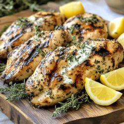Here’s what you need for the Ultimate Grilled Chicken Marinade. Gather these fresh ingredients to create a tasty blend that will make your chicken shine. - 1 cup plain Greek yogurt - 2 tablespoons olive oil - 3 tablespoons lemon juice - 3 cloves garlic, minced - 1 tablespoon fresh rosemary, chopped - 1 tablespoon fresh thyme, chopped - 1 teaspoon smoked paprika - 1 teaspoon chili powder - Salt and pepper to taste Each of these ingredients plays a key role in flavor. The Greek yogurt keeps the chicken moist and tender. Olive oil adds richness, while lemon juice brings brightness. Garlic adds depth, and fresh herbs give it a garden taste. Spices like smoked paprika and chili powder give it a warm kick. Salt and pepper enhance all these flavors. For the full recipe, check the instructions after gathering your ingredients. This marinade will elevate your grilled chicken and impress your guests. Happy cooking! To start, grab a medium bowl. Combine 1 cup plain Greek yogurt and 2 tablespoons olive oil. This mix gives your chicken a creamy base and keeps it moist. Next, add 3 tablespoons lemon juice and 3 cloves garlic, minced. Whisk everything together until it is smooth. This blend offers flavor and a nice tang. Now, let’s make it fragrant! Add 1 tablespoon fresh rosemary, chopped and 1 tablespoon fresh thyme, chopped. These herbs add a wonderful aroma. Then, mix in 1 teaspoon smoked paprika and 1 teaspoon chili powder. These spices give depth and a hint of heat. Stir until everything is well combined. Next, we’ll prepare the chicken. Place your chicken pieces in a large zip-top bag or a shallow dish. Pour the marinade over the chicken. Make sure each piece is well-coated. Seal the bag or cover the dish with plastic wrap. Refrigerate the chicken for at least 1 hour. For the best flavor, aim for 4 to 6 hours or even overnight. Before grilling, preheat your grill to medium-high heat. Remove the chicken from the marinade and shake off any extra liquid. Place the chicken on the grill. Cook each side for 6 to 8 minutes. Check that the internal temperature reaches 165°F (75°C). Once done, take the chicken off the grill and let it rest for 5 minutes before serving. For the full recipe, check the earlier section! To boost the flavor of your grilled chicken, you can add heat or sweetness. If you like spice, mix in some cayenne pepper or hot sauce. For sweetness, honey or brown sugar works well. These changes will give your chicken a new taste. Marination time is very important. I always recommend marinating for at least one hour. For the best flavor, try to marinate for 4 to 6 hours or even overnight. This lets the flavors soak deep into the meat. To get those perfect grill marks, make sure your grill is hot. Place the chicken on the grill and don’t move it for a few minutes. This will help create those nice lines. Flip the chicken only once during cooking to keep it juicy. After grilling, allow the chicken to rest for about 5 minutes. This step is key! Resting helps the juices redistribute, making your chicken more tender and flavorful. Enjoy your beautifully grilled chicken! {{image_2}} You can swap out yogurt for different options. If you are dairy-free, use coconut milk or silken tofu. Both work great and add unique flavors. For more tang, try using buttermilk. Each choice gives the chicken a tasty twist. Herbs and spices can change the whole dish. Try basil or cilantro instead of rosemary and thyme. For a bolder flavor, mix in some cumin or oregano. The fun is in trying new pairs to find what you love best. You can adjust the acidity by using different citrus juices. Lime juice gives a fresh kick, while orange juice adds sweetness. Each choice changes the taste and brings a new vibe to your chicken. Want some heat? Add crushed red pepper flakes or a splash of hot sauce. This makes the marinade spicy and exciting. You can control the heat level based on your taste. For the complete details on how to make this delicious marinade, check the Full Recipe. Store leftover marinade in an airtight container. Keep it in the fridge for up to three days. If you plan to use it later, label the container with the date. You can reuse the marinade for cooking, but ensure it’s safe. Never use marinade that has touched raw chicken. If you want to use it, heat it to a boil for safety. This step kills any harmful bacteria. To freeze grilled chicken, let it cool completely first. Place the chicken in a freezer-safe bag. Remove as much air as possible before sealing. Label the bag with the date and type of chicken. You can freeze it for up to three months. When ready to eat, thaw it in the fridge overnight. For best texture, reheat the chicken in the oven at 350°F (175°C) for 15-20 minutes. This method helps keep it juicy and tender. Avoid using a microwave, as it can dry out the meat. For the best flavor, marinate the chicken for at least one hour. If you have more time, four to six hours or even overnight is ideal. Longer marination lets the flavors soak in deeply. Yes, this marinade works great with other meats. You can try it on pork, lamb, or even beef. Adjust the marination time based on the type of meat. For beef, a shorter time is often enough. The safe cooking temperature for grilled chicken is 165°F (75°C). Use a meat thermometer to check. This ensures your chicken is cooked through and safe to eat. To make this marinade vegan, swap Greek yogurt for a plant-based yogurt. You can use almond or coconut yogurt for a great taste. This keeps all the flavors while making it dairy-free. This blog post covered how to make a tasty chicken marinade. We listed ingredients like Greek yogurt, olive oil, and fresh herbs. Step-by-step, I guided you through preparing the marinade, marinating the chicken, and grilling it. Remember, marinating adds flavor and moisture. Try different herbs or spices to change it up. Now, you can confidently create a delicious dish. Enjoy your cooking and impress your family!
