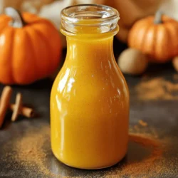 To make a great pumpkin spice syrup, you need some key ingredients: - 1 cup pumpkin puree - 1 cup water - 1 cup brown sugar - 1 tablespoon vanilla extract - 1 teaspoon ground cinnamon - 1 teaspoon ground nutmeg - 1/2 teaspoon ground ginger - 1/4 teaspoon ground cloves The pumpkin puree brings a rich, smooth texture. Brown sugar adds sweetness and a deep flavor. The spices give the syrup its warm, cozy taste. Each spice plays a role in creating that classic pumpkin spice flavor. You can customize your syrup with a few optional ingredients: - Different types of vanilla extract, like bourbon or regular - Sweetener alternatives, like maple syrup or honey Using a different vanilla extract can change the flavor profile slightly. Sweetener alternatives can help you adjust the syrup to your taste. If you prefer a less sweet syrup, try using less brown sugar. For the full recipe, check out the details above. Enjoy making your own syrup! Prepping the mixture Start by gathering your ingredients. You need pumpkin puree, water, brown sugar, and spices. In a medium saucepan, mix the pumpkin puree and water. Whisk until smooth. This is the base of your syrup. Simmering for the right consistency Next, place the saucepan over medium heat. Bring the mixture to a gentle simmer. Add the brown sugar and stir continuously until it dissolves. This step is crucial for a smooth syrup. Once the sugar is gone, add the vanilla, cinnamon, nutmeg, ginger, and cloves. Stir well to combine everything. Let it simmer for about 10–15 minutes. The syrup will thicken slightly as it cooks. Straining and storing After simmering, remove the saucepan from the heat. Let the syrup cool completely. Once cool, strain it through a fine-mesh sieve into a clean container. This removes any solids. Store your syrup in an airtight bottle or jar in the fridge. It should last for up to two weeks. Recommended cooking times Your total cook time should be around 25 minutes, including prep. The simmering part takes about 10–15 minutes. Keep an eye on it to get the right thickness. Importance of continuous stirring Stirring continuously is key. It helps prevent the sugar from sticking to the pan. It also ensures that the spices mix well into the syrup. If you don’t stir, you might end up with clumps of sugar or spices. Adjusting the sweetness of your syrup is simple. If you like it sweeter, add more brown sugar. Start with a tablespoon at a time. Taste after each addition to find your perfect level. If it’s too sweet, add a bit more pumpkin puree or water to balance. Balancing the spice flavors is key to a great syrup. If you love cinnamon, feel free to add a little more. Just remember that nutmeg has a strong flavor. So, add it slowly. Ginger adds warmth, while cloves bring a bold taste. Mix and match until you find what you love best. For the best storage, use an airtight container. A glass jar works well. Keep your syrup in the fridge. It will stay fresh for up to two weeks. Watch for signs of spoilage. If you see mold or notice a bad smell, throw it away. You can also taste it. If it tastes off, it’s time to let it go. For the full recipe, check out the details above. {{image_2}} Maple Pumpkin Spice Syrup You can add a twist to your syrup with maple. Use half maple syrup and half brown sugar in your recipe. This gives a rich, sweet flavor that pairs well with pumpkin. The maple adds depth, making your drinks and desserts even better. Dairy-Free Version If you want a dairy-free syrup, skip the vanilla extract. Use a plant-based milk when adding to your drinks. This keeps the flavor bold while making it safe for those who avoid dairy. Pumpkin Spice Latte To make a pumpkin spice latte, brew your favorite coffee. Add 2-3 tablespoons of your syrup for sweetness. Top it off with steamed milk and a sprinkle of cinnamon. It’s a warm hug in a cup. Seasonal Desserts and Beverages Use pumpkin spice syrup in pancakes or waffles. Drizzle it over desserts like cheesecake or ice cream. You can also add it to smoothies for a fall flavor. It’s a great way to enjoy seasonal tastes in many dishes. For the full recipe of the syrup, check back to the ingredients and instructions above! Store your pumpkin spice syrup in an airtight container. A glass jar or bottle works best. Make sure it is sealed tight to keep out air and moisture. You can place it in the refrigerator for easy access. If you want to save it for a longer time, you can freeze it. Pour the syrup into ice cube trays. Once frozen, transfer the cubes to a freezer bag. This way, you can use just what you need later. In the fridge, your pumpkin spice syrup will last about two weeks. Keep an eye on it and check for any changes. If you see mold or notice a strange smell, it’s time to throw it away. Use your syrup before it spoils for the best flavor. Enjoy it in drinks, desserts, or even breakfast treats. Check out the Full Recipe for more details on how to make this delightful syrup. What is Pumpkin Spice Syrup used for? Pumpkin Spice Syrup is great for adding flavor to drinks and desserts. You can use it in coffee, lattes, and even pancakes. It brings a warm, cozy taste to your favorites. Can I make a sugar-free version of Pumpkin Spice Syrup? Yes, you can! Use sugar substitutes like stevia or erythritol. These will still give you sweetness without the sugar. Just adjust the amount to your taste. Where can I buy Pumpkin Spice Syrup? You can find Pumpkin Spice Syrup at grocery stores, especially during fall. Many online retailers also sell it. Look for brands that focus on natural ingredients for the best taste. How to use Pumpkin Spice Syrup in recipes? You can add it to coffee or tea for a quick flavor boost. Drizzle it over ice cream or mix it into smoothies. Try it in baked goods like muffins or cakes for extra flavor. For a full recipe, check out the Pumpkin Spice Syrup section above. In this article, we covered how to make pumpkin spice syrup using simple ingredients like pumpkin puree and spices. You learned step-by-step instructions for mixing and simmering to reach the right texture. We explored tips to perfect your syrup, including sweetness adjustments and storage methods to keep it fresh. Try the fun variations, like maple syrup or a dairy-free version. With this knowledge, you'll create delicious drinks and desserts that celebrate fall flavors. Enjoy crafting your pumpkin spice syrup and relish the seasonal taste in every sip and bite!