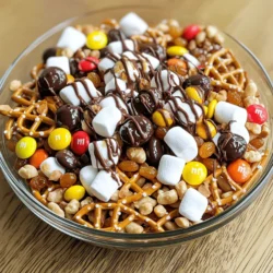 - 1 cup chopped Reese’s Peanut Butter Cups - 1 cup pretzel bites - 1 cup honey-roasted peanuts - 1 cup chocolate-covered raisins - ½ cup mini marshmallows - ½ cup M&M's (peanut or regular) This snack mix shines because of its great blend of tastes and textures. The chopped Reese’s Peanut Butter Cups provide a rich, creamy flavor that pairs well with the crunch of pretzel bites. Honey-roasted peanuts add a sweet and nutty crunch, while chocolate-covered raisins contribute a chewy, chocolatey surprise. Mini marshmallows give a soft, fluffy touch, and M&M's add a pop of color and more chocolate goodness. - 1 tablespoon chocolate syrup (optional) The chocolate syrup can take it to the next level. Just a drizzle adds extra sweetness and makes the mix stick together a bit more. If you love chocolate, this is a fun addition. This Five Minute Reese's Snack Mix is quick to make and perfect for any occasion. You can find the full recipe in the previous section. 1. Combine all ingredients in a mixing bowl. Start by gathering all your ingredients. You will need chopped Reese’s Peanut Butter Cups, pretzel bites, honey-roasted peanuts, chocolate-covered raisins, mini marshmallows, and M&M's. Place them all in a large mixing bowl for easy access. 2. Gently mix without crushing the Reese's. Use a large spoon to mix everything together. Be careful not to crush the Reese’s too much. This snack mix should keep the fun shape of the candy. 3. Drizzle chocolate syrup if desired. If you want an extra touch of sweetness, drizzle chocolate syrup over the mix. Gently fold it in with the spoon. This step is optional, but it adds a nice shine and flavor. 4. Transfer to a serving bowl or bags. Once mixed, you can serve it right away. You can put the mix in a large serving bowl for sharing or in snack-sized bags for easy grabbing. - Individual servings vs. larger bowl. If you have kids or guests, individual servings work well. They are fun and easy to grab. If it's just for you, a larger bowl is great for snacking while watching a movie or game. To make your Five Minute Reese's Snack Mix even better, think about adding spices or extra sweets. A pinch of sea salt can boost the taste. Try adding cinnamon or nutmeg for warmth. You can also mix in some caramel or toffee bits for extra sweetness. This gives a great balance between sweet and salty. When mixing your snack, be gentle with the ingredients. You want to keep the Reese's Peanut Butter Cups whole. If you crush them, they lose their charm. Use a large spoon for mixing, or you can even use your hands. Just make sure your hands are clean! This helps you feel the texture and keeps everything intact. Serving your snack mix can be fun! You can use clear containers to show off the colorful layers. Small cups or bags make it easy for guests to grab a treat. For a party, add a scoop and let everyone make their own mix. You can also decorate the serving table with some fun labels or signs. These little touches make it look special. For the full recipe, check out the [Full Recipe]. {{image_2}} You can easily change up the Five Minute Reese's Snack Mix to fit your needs. If you have allergies, consider using nut-free options. Swap honey-roasted peanuts for sunflower seeds. This keeps the crunch while avoiding nuts. If you want to make it seasonal, try adding dried fruits. Cranberries and apricots work great for holidays. They add a nice touch of color and sweetness. To make your snack mix even more fun, think about textures. You can add crunchy elements like rice cereal or popcorn. These give a nice crunch that contrasts with the creamy Reese's. For a softer bite, add chewy ingredients. Consider using mini gummy bears or dried banana slices. This mix of textures makes each handful exciting. You can enjoy the Five Minute Reese's Snack Mix in many ways. Each twist keeps it fresh and fun! To keep your snack mix fresh, use an airtight container. This helps block out air and moisture. When stored properly, your mix stays crunchy and tasty. You can use glass jars, plastic bins, or zip-top bags. Just make sure they seal well. Store the mix in a cool, dry place. Avoid areas that get hot or humid, like near the stove. At room temperature, your snack mix lasts about a week. If you keep it in the fridge, it may last longer. Watch for signs of expiration. If you see any strange smells or odd textures, it's time to toss it. Always trust your senses! Enjoy your Five Minute Reese's Snack Mix at its best by storing it right. Yes, you can make this mix ahead of time. It stays fresh for a few days. Store it in an airtight container. This keeps it crunchy and tasty. You can prepare all the ingredients the night before. Just mix them before serving. If you want a change, try other brands of peanut butter cups. You could use chocolate-covered almonds instead. For a nut-free option, look for sunflower seed butter cups. This way, you keep the sweet flavor without peanuts. Make it your own! Add your favorite snacks to the mix. You can include popcorn for a fun twist. Try adding some fruity cereal or granola. Change the chocolate type, too! White chocolate or dark chocolate can work great. There are lots of tasty options! Add some cereals like Cheerios or Rice Krispies. Dried fruits like raisins or cranberries add a chewy texture. You could even toss in some pretzel sticks for an extra crunch. Try different combinations to find your favorite mix! For the full recipe, check out the [Full Recipe]. This blog post shared simple steps to create a delicious snack mix. You learned about key ingredients like Reese’s, pretzels, and M&M's. We also explored optional items, preparation tips, and ways to serve. Remember, you can customize this mix for fun flavors and textures. Store it well to keep it fresh. With just a few ingredients and some creativity, you can make a tasty treat everyone will enjoy. Now, it’s time for you to try it out and share your unique twist!
