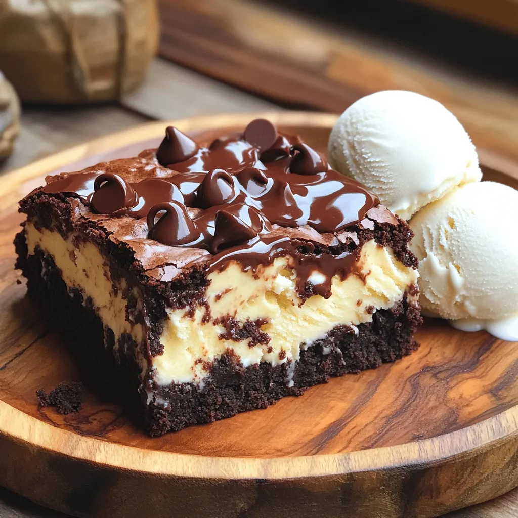 - 1/2 cup unsalted butter, melted - 1 cup brown sugar, packed - 1 large egg - 1 teaspoon vanilla extract - 1/3 cup unsweetened cocoa powder - 1/2 cup all-purpose flour - 1/4 teaspoon salt - 1/4 teaspoon baking powder - 1/2 cup semi-sweet chocolate chips - 1/2 cup unsalted butter, softened - 1/2 cup granulated sugar - 1/2 cup brown sugar, packed - 1 large egg - 1 teaspoon vanilla extract - 1 1/2 cups all-purpose flour - 1/2 teaspoon baking soda - 1/4 teaspoon salt - 1 cup semi-sweet chocolate chips To make these brookies, gather your ingredients first. The brownie layer mixes rich cocoa and chocolate chips. The cookie layer adds sweetness and texture. Each layer brings joy to this tasty treat. You can find the full recipe for perfect brookies below. Every ingredient matters. Melt the butter for the brownie layer. It adds richness. For the cookie layer, soften the butter. This helps create a fluffy texture. Use fresh eggs and pure vanilla for the best flavor. Choose good quality chocolate chips. They make a big difference in taste. Semi-sweet chips are perfect for both layers. Don't skip the salt; it enhances the sweetness. Now you are ready to bake! Enjoy the delightful process of making these brookies. It's a fun way to mix brownies and cookies into one delicious dessert. - Set oven to 350°F (177°C) - Grease or line a 9x9 inch baking pan - Combine melted butter and brown sugar in a bowl. - Mix in one egg and one teaspoon of vanilla extract. - Sift in cocoa powder, flour, salt, and baking powder. - Fold in half a cup of semi-sweet chocolate chips. - Cream half a cup of softened butter with granulated and brown sugar. - Beat in one egg and one teaspoon of vanilla extract. - Mix dry ingredients: flour, baking soda, and salt in another bowl. - Gradually add dry mix to the wet mix and fold in one cup of chocolate chips. - Spoon the brownie layer into the prepared pan, spreading it evenly. - Drop spoonfuls of the cookie dough on top without spreading. - Bake for 25-30 minutes until a toothpick comes out with moist crumbs. - Cool brookies in the pan for 15-20 minutes. - Lift them out using parchment paper and cool on a wire rack. You can find the Full Recipe above for all the details. Enjoy your delicious brookies! - Ensure proper ingredient measurements: Accurate measurements are key. Use measuring cups and spoons. This step keeps your brookies balanced and tasty. Too much flour or sugar can change the texture and flavor. Always level off your dry ingredients for best results. - Avoid overmixing the batter: Mix until just combined. Overmixing can make your brookies tough. When you fold in ingredients, do it gently. This keeps the batter light and fluffy, resulting in a perfect treat. - Serve with vanilla ice cream: A scoop of vanilla ice cream adds creaminess. The cold ice cream pairs well with warm brookies. This combination creates a delightful contrast in temperature and flavor. - Drizzle with chocolate sauce: Adding chocolate sauce makes each bite richer. You can use store-bought or homemade sauce. Drizzle it over the top for a beautiful finish. This extra touch makes the dessert even more appealing. - Cut into fun shapes: Use cookie cutters for unique shapes. This makes your brookies stand out at parties. Kids love fun shapes, and it adds a playful touch. - Use colorful sprinkles for decoration: Sprinkles add color and fun. They are easy to add and make the brookies pop. Just sprinkle them on top before serving to catch the eye of your guests. For the full recipe, check out Brookies Delight . {{image_2}} You can add nuts to your brookies for extra crunch. I love using walnuts or pecans. Just chop them up and mix them into the brownie or cookie layers. About half a cup works well. This little addition gives a fun texture and a nutty flavor. Want to switch things up? Try adding flavored extracts! Peanut butter or mint extract works wonders. A teaspoon is all you need for a nice twist. You can also use different types of chocolate. Dark chocolate chips or white chocolate chunks add a unique taste. Mixing these options can make your brookies fun and exciting. If you need a gluten-free treat, you can still enjoy brookies. Simply swap out regular flour for gluten-free flour. This change keeps the taste and texture similar. Just make sure to check your flour's baking instructions. It’s a simple way to make everyone happy! For the complete recipe, check out the Full Recipe section. To keep your brookies fresh, store them in an airtight container. This helps maintain their soft texture. You can keep them at room temperature for a few days. If you want to keep them longer, refrigerate them. Just be sure to let them cool completely before you store them. Freezing brookies is easy and a great way to save some for later. To freeze, wrap each brookie in plastic wrap. Then, place them in a freezer-safe bag. This helps prevent freezer burn. When you want to enjoy one, take it out and let it thaw at room temperature. For the best texture, you can also warm them in the oven for a few minutes. At room temperature, brookies last about 3-4 days. If you refrigerate them, they can last up to a week. Freezing can extend their life to about 2-3 months. Just remember, the fresher, the better! For the full recipe, check out the ingredients and steps above. Chocolate chip brookies are a fun mix of brownies and cookies. They have a rich brownie layer topped with cookie dough. This dessert gives you the best of both worlds. You get the chewy, fudgy brownie and the soft, sweet cookie in one bite. It’s a treat that makes everyone happy! Yes, you can make brookies ahead of time! Bake them and let them cool. After that, store them in an airtight container. They stay fresh at room temperature for a few days. If you want to keep them longer, you can freeze them. Just wrap them well in plastic wrap and foil. To check if brookies are done, insert a toothpick into the center. If it comes out with a few moist crumbs, they are perfect. You don’t want wet batter on the toothpick. The edges should look set, while the center may seem slightly soft. Yes, you can switch up the chocolate! Use dark chocolate chips for a richer taste. You can also try white chocolate or milk chocolate chips. Mixing types of chocolate can add fun flavors and textures. If your brookies are too gooey, try adjusting the baking time. Bake them a few minutes longer. You can also check your oven temperature with a thermometer. If it’s too low, the brookies may not bake fully. Make sure to follow the recipe closely for best results. For the complete recipe, check out the Full Recipe section. You now know how to make delicious brookies, combining brownies and cookies. We covered each layer's ingredients, step-by-step instructions, and helpful tips. Want to impress friends at your next gathering? Personalize your brookies with nuts or different flavors. Remember to store them properly to keep them fresh. With this guide, you can bake brookies confidently and enjoy the tasty results!
