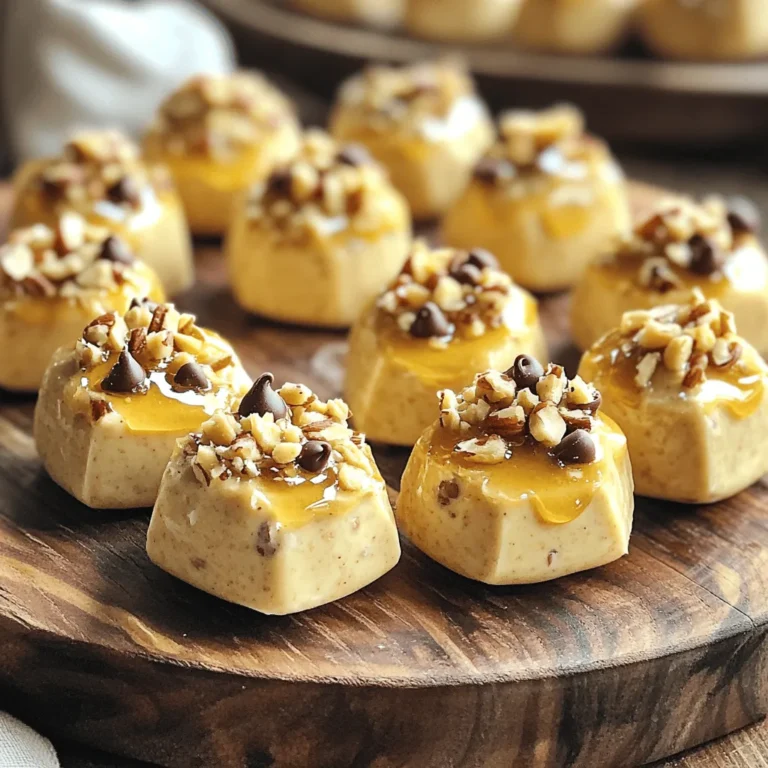 To make Peanut Butter Greek Yogurt Freezer Bites, you need the following: - 1 cup Greek yogurt (plain or vanilla) - 1/2 cup creamy peanut butter - 1/4 cup honey or maple syrup - 1/4 cup mini chocolate chips - 1/4 cup crushed nuts (like almonds or walnuts) - 1/2 teaspoon vanilla extract - Pinch of sea salt These ingredients create a creamy, sweet, and satisfying treat. The Greek yogurt adds protein and tang, while peanut butter provides richness. You can customize your bites with these fun add-ins: - Sliced bananas or strawberries for fruity goodness - A sprinkle of cinnamon for warmth - Chia seeds for extra fiber and crunch Feel free to mix and match. Your bites can be as unique as you want! If you have dietary needs, here are some easy swaps: - Use almond or sun butter for a nut-free option. - Choose agave syrup or stevia instead of honey for vegan bites. - For a dairy-free version, opt for coconut yogurt. These substitutions still give you tasty bites without compromising your diet. Enjoy making them your own! To start, gather your ingredients. You need Greek yogurt, creamy peanut butter, honey or maple syrup, mini chocolate chips, crushed nuts, vanilla extract, and a pinch of sea salt. In a mixing bowl, combine the Greek yogurt and peanut butter first. Adding honey or maple syrup gives the mixture sweetness. Don’t forget the vanilla extract and sea salt for flavor. Mix everything until it is smooth and well-blended. This step is important for a creamy texture. Next, fold in the mini chocolate chips and crushed nuts. Make sure they are evenly mixed. This adds a nice crunch and extra flavor to your bites. Now, prepare your muffin tin. You can use silicone or paper cupcake liners. If you prefer silicone molds, you can skip the liners. Spoon the yogurt mixture into each liner. Fill them about 3/4 full. Smooth the tops so they look neat. This will help them freeze evenly. Place the muffin tin in the freezer. Let the bites freeze for at least 4 hours or until solid. This freezing time is key for getting a firm texture. Once the bites are frozen, it’s time to remove them from the muffin tin. If you used silicone molds, gently squeeze the sides to pop them out. For paper liners, you might need to peel them away carefully. If they stick, run warm water over the bottom of the tin for a few seconds. This helps loosen the bites. Store the bites in an airtight container in the freezer for up to 2 months. Enjoy them as a fun snack or dessert! To get the best texture, make sure to mix the yogurt and peanut butter well. I recommend using creamy peanut butter for a smooth blend. If you want a light texture, use plain Greek yogurt. It will create a creamy base that is rich and satisfying. Mixing in the honey or maple syrup adds sweetness without making it too runny. You can change up the flavors easily. Try adding different extracts like almond or coconut for variety. You can also mix in fresh fruits, like mashed bananas or berries, to give your bites a fruity twist. If you love a crunch, swap the crushed nuts for granola. Just remember, balance the flavors so each bite is a treat! When serving these bites, make them look extra special. Arrange them on a pretty platter. Drizzle some honey on top for extra sweetness. You can sprinkle crushed nuts or mini chocolate chips for added flair. These bites are perfect for a snack or dessert. Enjoy them straight from the freezer for a cool treat! {{image_2}} Want to make a nut-free version? You can swap out peanut butter for sun butter or soy nut butter. Both options keep the creamy texture but avoid nuts. This change makes it safe for kids with nut allergies. You still get that tasty flavor that makes these bites special. If you want to cut back on sugar, try using ripe bananas instead of honey or maple syrup. Mash one ripe banana and mix it in with the yogurt and peanut butter. This method adds natural sweetness without added sugar. You can also use a sugar-free sweetener if you prefer. You can easily change the flavor of your bites. Add a few drops of almond or coconut extract for a twist. You can also mix in different fruits like blueberries, strawberries, or even diced apples. These flavors add a fun taste and make the bites more exciting. Try different combinations to find your favorite! To keep your Peanut Butter Greek Yogurt Freezer Bites fresh, store them in an airtight container. I recommend using a freezer-safe container or a resealable bag. Make sure to label your container with the date. This way, you always know when you made them. You can stack the bites to save space. Just avoid squishing them. When you're ready to enjoy a bite, take it out of the freezer. Let it sit at room temperature for about 5 to 10 minutes. This helps it soften a bit for easy eating. You can also microwave a single bite for about 10 seconds if you want it warm. Serve them on a nice platter. Drizzle with honey or sprinkle some crushed nuts for extra flair. These bites stay good in the freezer for up to 2 months. For the best taste and texture, eat them within the first month. If you notice any freezer burn or off smells, it’s best to toss them. Always check before serving. Following these tips will keep your bites delightful and tasty every time you treat yourself. Yes, you can use non-dairy yogurt. Almond, coconut, or soy yogurt works well. Just choose a creamy option for the best texture. This will keep the bites tasty and smooth. These bites can last up to two months in the freezer. Just store them in an airtight container to keep them fresh. They make a great snack for later! You can add many fun mix-ins! Try using dried fruits like cranberries or apricots. You can also use seeds, like chia or flaxseed, for extra crunch and nutrition. Get creative with your favorites! Yes, they are quite healthy! They have protein from Greek yogurt and healthy fats from peanut butter. The chocolate chips and honey add a bit of sweetness, making them a balanced treat. Absolutely! These bites are perfect for meal prep. You can make a batch at the start of the week. Just freeze them and grab a few when you want a quick snack. In this post, we explored how to make Peanut Butter Greek Yogurt Freezer Bites. We covered key ingredients, optional add-ins, and substitutes for dietary needs. You learned the step-by-step process for mixing, filling, and freezing these tasty bites. I shared tips for texture, flavor variations, and serving ideas. We discussed storage and answered common questions. These bites are easy to make and can fit many diets. Enjoy creating your own versions!