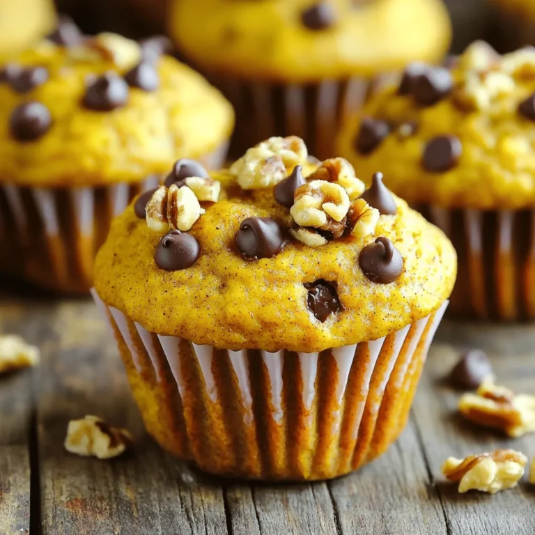 To make pumpkin protein muffins, you need a few simple ingredients. Here’s what you will need: - 1 cup canned pumpkin puree - 1/2 cup Greek yogurt - 1/4 cup honey or maple syrup - 2 large eggs - 1 cup almond flour - 1/2 cup rolled oats - 1/2 cup vanilla protein powder - 1 teaspoon baking powder - 1 teaspoon baking soda - 1 teaspoon pumpkin pie spice - 1/2 teaspoon salt - Optional mix-ins: walnuts or pecans, chocolate chips Each ingredient plays a key role. The pumpkin puree adds moisture and flavor. Greek yogurt keeps the muffins soft and adds protein. Honey or maple syrup gives natural sweetness. The eggs bind everything together. Almond flour and rolled oats provide a hearty texture. The protein powder boosts the muffins' nutrition. Baking powder and baking soda help them rise. Pumpkin pie spice brings warmth and fall flavors, while salt enhances taste. Feel free to get creative with mix-ins! Walnuts or chocolate chips can add crunch and sweetness. These muffins are not only healthy but also tasty. Enjoy making them your own! 1. Preheat your oven to 350°F (175°C). Line a muffin tin with paper liners or grease it lightly. 2. In a large bowl, mix the wet ingredients. Combine 1 cup of canned pumpkin puree, 1/2 cup of Greek yogurt, 1/4 cup of honey (or maple syrup), and 2 large eggs. Whisk until smooth. 3. In another bowl, mix the dry ingredients. Combine 1 cup of almond flour, 1/2 cup of rolled oats, 1/2 cup of vanilla protein powder, 1 teaspoon of baking powder, 1 teaspoon of baking soda, 1 teaspoon of pumpkin pie spice, and 1/2 teaspoon of salt. 1. Gradually add the dry mix to the wet mix. Stir gently until just combined. Avoid overmixing to keep muffins light. 2. If you want, fold in 1/2 cup of chopped walnuts or pecans and 1/4 cup of chocolate chips. 3. Divide the batter evenly among the muffin cups. Fill each cup about 2/3 full. 4. Bake in the preheated oven for 20-25 minutes. Check doneness by inserting a toothpick into the center. If it comes out clean, your muffins are done! 5. Let the muffins cool in the pan for a few minutes. Then, transfer them to a wire rack to cool completely. To make your pumpkin protein muffins more exciting, try changing the spices. Swap pumpkin pie spice for cinnamon, nutmeg, or ginger. Each spice brings a unique taste. You can also add a splash of vanilla extract. This simple addition makes every bite richer and more delightful. Avoid overmixing the batter. When you combine wet and dry ingredients, mix just until you see no flour. Overmixing can make your muffins tough. For moist muffins, use canned pumpkin puree and Greek yogurt. They add moisture without extra fat. To keep your muffins fresh, store them in an airtight container. This helps avoid drying out. Keep them at room temperature for up to three days. If you need to reheat, pop them in the microwave for 10-15 seconds. This warms them up and brings back their soft texture. {{image_2}} You can make simple swaps to boost health. First, try using whole wheat flour instead of almond flour. This change adds more fiber and nutrients. Whole wheat flour keeps the muffins moist and tasty. Next, consider using a sugar alternative. Replace honey or maple syrup with stevia or monk fruit. These options cut calories while keeping sweetness. You get the same great taste without the extra sugar. Mix-ins add excitement to your muffins. Chopped fruits like apples or pears work well. You can also try adding nuts like walnuts or pecans for crunch. These options give extra flavor and texture. Seasonal variations can keep things fresh. In fall, add dried cranberries or raisins. In summer, consider blueberries or fresh peaches. Each season brings new tastes to explore. For gluten-free muffins, swap whole wheat flour with almond or coconut flour. This makes them safe for those with gluten issues. Just remember to check labels for hidden gluten. For vegan options, replace eggs with flaxseed meal or applesauce. Greek yogurt can be swapped for coconut yogurt. These changes keep your muffins plant-based and just as delicious. Store your pumpkin protein muffins at room temperature for short-term use. They stay fresh for up to three days. If you want them to last longer, put them in the fridge. They stay good for about a week when chilled. Use airtight containers for the best results. A glass container with a lid works well. You can also use plastic wrap to cover them. Just make sure the muffins don’t touch each other to keep them from getting soggy. To freeze your muffins, let them cool completely first. Once cool, wrap each muffin tightly in plastic wrap. Then, place them in a freezer bag or an airtight container. This helps keep out air and moisture. For thawing, take a muffin out and leave it at room temperature. You can also heat it in the microwave for about 15 to 20 seconds. This way, it tastes fresh and warm when you’re ready to enjoy it. Can I use fresh pumpkin instead of canned? Yes, you can use fresh pumpkin. Just cook it until soft, then puree it smoothly. This adds a fresh taste and can make the muffins even better. How can I make these muffins lower in calories? You can lower the calories by reducing the honey or maple syrup. Use less sugar or a sugar substitute. You could also use less oil or yogurt. What are the best ways to customize this recipe? You can add your favorite nuts or seeds for crunch. Dried fruits like cranberries or raisins work well too. Try swapping the spices for your favorites, like adding more cinnamon. How long do these muffins last? These muffins stay fresh for about five days at room temperature. Store them in an airtight container. You can also refrigerate them to keep them longer. Can I replace Greek yogurt with another ingredient? Yes, you can use applesauce or mashed banana. These will keep the muffins moist but may change the flavor a bit. What's the best way to keep muffins moist? To keep muffins moist, do not overmix the batter. Bake them until just done, then cool them quickly. Adding yogurt or applesauce also helps keep them moist. In this post, we discussed a tasty muffin recipe using simple ingredients like pumpkin, yogurt, and oats. You learned how to mix wet and dry ingredients, bake them, and store them fresh. Remember, there are many ways to tweak this recipe for your taste. You can use different spices, add nuts, or try new flour options. These muffins are easy to make and perfect for any time of day. Enjoy baking these healthy treats and feel free to share your results!