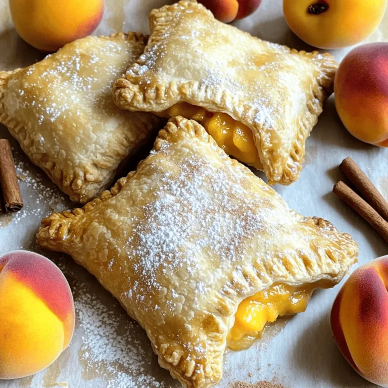 - 2 cups all-purpose flour - 1/2 teaspoon salt - 1/4 cup unsalted butter, chilled and cubed - 1/4 cup vegetable shortening, chilled - 6-8 tablespoons cold water - 2 cups fresh peaches, peeled and diced (or your choice of filling like apple, cherry, or sweet potato) - 1/2 cup sugar (adjust based on fruit sweetness) - 1 tablespoon lemon juice - 1 teaspoon cinnamon (optional) - Vegetable oil for frying - Powdered sugar for dusting (optional) To make the best hand pies, choose ripe fruit. Look for peaches that smell sweet and feel slightly soft. If you use apples or cherries, select firm ones for better texture. Chilled ingredients help make the dough flaky. Keep your butter and shortening in the fridge until ready to use. Cold water is also key to keeping the dough from becoming tough. When you mix the dough, work quickly. Avoid overworking it so the fat stays cold. This will help create layers in your crust that are flaky and delicious. Start with a large bowl. Add 2 cups of all-purpose flour and 1/2 teaspoon of salt. Next, add 1/4 cup of chilled, cubed unsalted butter and 1/4 cup of chilled vegetable shortening. Use your fingers or a pastry cutter to mix until it looks like coarse crumbs. This step is crucial for a flaky crust. Now, add cold water. Use 6-8 tablespoons, adding one tablespoon at a time. Mix until a dough forms. Don’t overwork the dough, or it won’t be flaky. Wrap the dough in plastic wrap and chill it in the fridge for at least 30 minutes. This helps the butter firm up and makes rolling easier. For the filling, take 2 cups of fresh peaches. Peel and dice them, then place them in a medium saucepan. Add 1/2 cup of sugar, 1 tablespoon of lemon juice, and 1 teaspoon of cinnamon if you like. Cook over medium heat until it bubbles and thickens. This takes about 5-7 minutes. Stir often to avoid burning. Once thick, remove it from heat and let it cool. This filling will burst with flavor. First, roll out your chilled dough on a floured surface. Aim for about 1/8-inch thickness. Use a round cutter or a glass to cut circles that are 4-5 inches wide. Now, take about 1 tablespoon of the peach filling and place it in the center of each circle. Fold the dough over to create a half-moon shape. Press the edges together firmly, then seal them with a fork or by pinching them. For frying, heat about 2 inches of vegetable oil to 350°F (175°C) in a deep skillet. Carefully place the hand pies in the hot oil. Fry them in batches to avoid crowding. Fry until they are golden brown on both sides, about 3-4 minutes. Use a slotted spoon to remove them and place them on a plate lined with paper towels to drain. Enjoy the crispy goodness! - Overworking the dough: When you mix the dough, stop as soon as it comes together. If you mix too much, the dough gets tough. You want a light, flaky texture. - Incorrect oil temperature: If the oil is too cool, the pies soak up oil. If it's too hot, they burn. Aim for 350°F (175°C). Use a thermometer for best results. - Adding vanilla or nutmeg to filling: A splash of vanilla or a sprinkle of nutmeg boosts the flavor. This small change makes the pie filling taste richer and more inviting. - Techniques for extra flaky pastry: Keep your butter and shortening cold. When you mix them in, leave some small chunks. This helps create steam while frying, leading to a flakier crust. {{image_2}} You can switch up the filling in your hand pies. Try using apples, cherries, or sweet potatoes. Each fruit brings its own flavor and sweetness. For apple hand pies, use tart apples for a nice contrast. Cherries add a tangy punch, while sweet potatoes offer a creamy texture. To adapt the spice blend, think about the fruit you choose. For apples, add a pinch of nutmeg. For cherries, a bit of almond extract works great. Sweet potatoes shine with cinnamon and ginger. Tailor the spices to make each pie unique. If you want a healthier version, consider baking your hand pies instead of frying them. Baking cuts down on oil and fat, making them lighter. Preheat your oven to 400°F (200°C) and place the pies on a lined baking sheet. Bake for about 20 minutes or until golden brown. You can also switch to whole wheat flour for the dough. Whole wheat adds fiber and nutrients. For sweetness, try using sugar substitutes like honey or maple syrup. These swaps let you enjoy hand pies with less guilt while still tasting great. To keep your hand pies fresh, use airtight containers. Glass containers work well for this. If you have a lot, you can stack them between layers of parchment paper. This keeps them from sticking together. For short-term storage, place them in the fridge. They last about 3 to 4 days there. If you want to save them longer, use the freezer. Wrap each pie in plastic wrap, then place them in freezer bags. They can stay good for up to 3 months in the freezer. When you want to enjoy your hand pies again, you can use the microwave or the oven. The microwave is quick but can make the crust soft. If you prefer a crispy crust, use the oven. Preheat it to 350°F (175°C). Place the pies on a baking sheet and heat for about 10 minutes. To keep the crust crispy when reheating, do not cover the hand pies. This helps maintain their flaky texture. If you are using the microwave, place a paper towel under the pie. This helps absorb any moisture that may make the crust soggy. Enjoy your hand pies just like fresh! You can tell when your hand pies are done by their color. Look for a rich golden brown on both sides. You can also check by tapping the crust; it should sound hollow. If it does, your pies are ready! Yes, you can make the dough ahead of time. Wrap it well in plastic wrap and store it in the fridge. It stays fresh for up to two days. When you are ready to use it, just roll it out and fill it. You can use many fruits for the filling. Some popular options include: - Apples - Cherries - Sweet potatoes Each fruit will change the taste. Adjust the sugar based on how sweet your fruit is. For example, tart cherries may need more sugar than sweet peaches. Making these hand pies vegan is easy! Here are some swaps: - Use vegan butter instead of unsalted butter. - Replace vegetable shortening with coconut oil. - Use cold water or plant-based milk to make the dough. These simple changes keep the flavor and texture while being plant-based. Enjoy your vegan hand pies! In this article, we covered all you need to know about making hand pies. From selecting the right ingredients, like fresh peaches and chilled butter, to mastering dough techniques and frying methods, I provided clear steps. We also explored variations to personalize your pies and tips for storage and reheating. Making hand pies can be simple and fun. Enjoy experimenting with different fillings. Every pie you make can be a new flavor adventure. Happy baking!