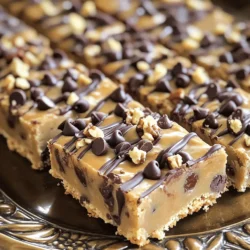 - 1 cup unsalted butter - 1 cup brown sugar - 1 cup granulated sugar - 3 large eggs - 2 teaspoons vanilla extract The main ingredients make these bars rich and sweet. Melted butter adds a nice texture. Brown sugar gives a deep, caramel flavor. Granulated sugar sweetens every bite. Eggs help bind everything together. Vanilla extract adds a warm aroma. - 2 cups all-purpose flour - 1 teaspoon baking powder - 1/2 teaspoon baking soda - 1/4 teaspoon salt The dry ingredients create the base of the bars. All-purpose flour gives structure. Baking powder and baking soda help them rise. A pinch of salt balances the sweetness and enhances flavor. - 2 cups semi-sweet chocolate chips - 1 cup crushed pecans Chocolate chips bring the classic taste of chocolate chip cookies. They melt perfectly during baking. Pecan adds a nice crunch and a nutty flavor. You can mix and match these add-ins for your taste. 1. Preheat the oven to 350°F (175°C). 2. Grease or line a 9x13 inch baking pan. This makes it easy to remove the bars later. 1. In a large bowl, combine melted butter, brown sugar, and granulated sugar. Mix well until smooth. 2. Add three large eggs, one at a time. Mix well after each addition. Stir in two teaspoons of vanilla extract for flavor. 1. In a separate bowl, whisk together the dry ingredients: two cups of all-purpose flour, one teaspoon of baking powder, half a teaspoon of baking soda, and a quarter teaspoon of salt. 2. Gradually add the dry mix to the wet mixture. Stir until just combined. 3. Fold in two cups of semi-sweet chocolate chips and one cup of crushed pecans, if you like. 4. Pour the batter into the prepared pan and spread it evenly. 5. Bake for 25-30 minutes. The edges should be golden brown. A toothpick should come out clean, but a few moist crumbs are okay. 6. Let the bars cool in the pan for at least 10 minutes. Then, move them to a wire rack to cool completely before cutting them into squares. Enjoy these rich bars as a sweet treat any time! - Measure your ingredients carefully. Use a scale for the best results. - Use room temperature eggs. They mix better and give a nice rise. - For a fun touch, drizzle melted chocolate on top. It looks great! - Serve these bars warm with a scoop of ice cream or a cup of coffee. - If your bars are too dry, check the oven temperature. It may be too high. - Underbaking can also lead to a gooey texture. Bake until the edges are golden. - For perfect texture, let them cool completely before cutting. This helps them set. {{image_2}} You can make some easy swaps to lighten up your bars. Instead of butter, try using coconut oil or applesauce. Both options keep the bars moist and add a unique flavor. If you want a less sweet bite, use dark chocolate chips instead of semi-sweet ones. They give you that rich taste without all the sugar. Want to jazz up your bars? Adding spices can bring a new twist. A dash of cinnamon or nutmeg adds warmth and depth. You can also mix in different nuts or dried fruits. Consider walnuts, almonds, or even cranberries. Each choice gives a fun surprise in every bite. If you need a gluten-free version, it’s simple! Just swap regular flour for gluten-free flour. Look for blends that work well for baking. These blends usually have a mix of rice flour, potato starch, and tapioca flour. They help keep the texture light and fluffy, just like the original recipe. To keep your Knock You Naked Chocolate Chip Bars fresh, store them in an airtight container at room temperature. This works well for a few days. If you want to keep them longer, refrigerate them. - For room temperature storage: - Use an airtight container. - Keep them in a cool, dry place. - For refrigeration and freezing: - Wrap bars tightly in plastic wrap. - Place them in a freezer bag or container. - They can last up to three months in the freezer. These bars stay fresh for about a week at room temperature. In the fridge, they can last up to two weeks. - Signs that the bars have gone bad: - Look for a change in color or texture. - If they smell off or have mold, toss them out. If you prefer warm bars, reheating is easy! - Best ways to warm up the bars: - Use a microwave for 10-15 seconds. - Or, place them in a preheated oven at 350°F for about 5 minutes. This way, the chocolate chips will melt just right, making them even more delicious! Knock You Naked Chocolate Chip Bars are a fun twist on classic chocolate chip cookies. This recipe became popular in home kitchens across America. It combines rich flavors and a chewy texture that delights many. The name reflects how irresistible these bars are. Once you try them, you'll want more! Yes, you can customize these bars to suit your taste. If you have allergies, try these swaps: - Replace butter with coconut oil for a dairy-free option. - Use brown sugar or coconut sugar for a deeper flavor. - Swap pecans for walnuts or leave them out if you prefer. Feel free to mix in your favorite nuts or dried fruits! You can make these bars vegan with a few simple swaps: - Replace eggs with flax eggs or applesauce. Use 1 tablespoon of flaxseed meal mixed with 2.5 tablespoons of water for each egg. - Use non-dairy butter or coconut oil instead of regular butter. - Choose dairy-free chocolate chips for a fully vegan treat. If your bars turn out dry, you can fix them next time: - Check your oven temperature. An oven that’s too hot can dry out the bars. - Make sure to measure flour accurately. Too much flour can lead to dryness. - Add a bit of milk or water to the batter for more moisture. Storing the bars in an airtight container helps keep them fresh longer! In this article, we explored the key ingredients and steps to make delicious Knock You Naked Chocolate Chip Bars. I provided tips on baking techniques, serving ideas, and troubleshooting common issues. You can even try variations, like making them healthier or gluten-free. Remember, the right methods and storage keep your bars fresh longer. With these insights, you'll bake amazing treats everyone will love. Enjoy your baking journey and the joy of sharing these bars with friends and family!