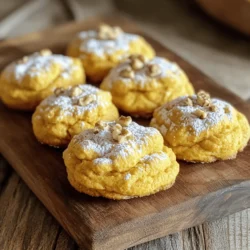 - 1 cup pumpkin puree - 1 cup cream cheese, softened - 1/2 cup unsalted butter, softened - 1 cup brown sugar - 1/2 cup granulated sugar - 1 large egg - 1 teaspoon vanilla extract - 2 cups all-purpose flour - 1 teaspoon baking soda - 1 teaspoon baking powder - 1 teaspoon ground cinnamon - 1/2 teaspoon ground nutmeg - 1/4 teaspoon ground ginger - 1/4 teaspoon salt - Optional: 1/2 cup chopped walnuts or pecans The recipe makes 24 cookies. Each cookie has a soft, chewy texture. The pumpkin puree gives moisture and a lovely color. Cream cheese adds creaminess and flavor. The sugars help create a sweet balance. The spices bring warm fall notes to each bite. You can add 1/2 cup of chopped walnuts or pecans. These nuts add a crunchy texture. They also enhance the flavor depth. If you like a bit of crunch, don’t skip this step! Start by preheating your oven to 350°F (175°C). This step is key for a perfect bake. While the oven warms up, take a baking sheet and line it with parchment paper. This prevents the cookies from sticking and helps with easy cleanup later. In a large mixing bowl, add 1 cup of softened unsalted butter, 1 cup of brown sugar, and 1/2 cup of granulated sugar. Beat these until they are creamy and smooth. Then, add in 1 cup of pumpkin puree, 1 cup of softened cream cheese, 1 large egg, and 1 teaspoon of vanilla extract. Mix everything together until the batter is well combined and no lumps remain. Grab another bowl and whisk together 2 cups of all-purpose flour, 1 teaspoon of baking soda, 1 teaspoon of baking powder, 1 teaspoon of ground cinnamon, 1/2 teaspoon of ground nutmeg, 1/4 teaspoon of ground ginger, and 1/4 teaspoon of salt. This mix gives your cookies a warm spice flavor. Slowly add the dry mixture to the wet batter. Stir just until you see no dry flour. If you want to add some crunch, fold in 1/2 cup of chopped walnuts or pecans. Now, use a tablespoon to scoop dough and drop it onto your prepared baking sheet. Make sure to leave space between each cookie, as they will spread while baking. Bake them in the oven for 12-15 minutes. Look for lightly golden edges and set centers. Once baked, take the cookies out and let them cool on the baking sheet for 5 minutes. This helps them firm up. After that, transfer them to a wire rack to cool completely. For a fun touch, you can dust them with powdered sugar or drizzle with a simple icing made from powdered sugar and milk. Enjoy these tasty treats! To make your cookies soft and tasty, use room-temperature ingredients. This helps them mix well. Cream the butter and sugars until smooth. This adds air, making cookies fluffy. Add your pumpkin puree and cream cheese next. Mix until smooth. For a warm spice flavor, use fresh ground spices. They taste better than store-bought. If you like nuts, add chopped walnuts or pecans for crunch. One main mistake is overmixing the dough. This can make cookies tough. Mix just until combined. Another mistake is baking too long. Keep an eye on the edges. They should be lightly golden. The centers can look soft. They will firm up as they cool. Lastly, don’t skip the parchment paper. It helps prevent sticking and makes cleanup easy. To get nice cookie shapes, use a cookie scoop or tablespoon. This ensures each cookie is the same size. Leave space between each cookie on the baking sheet. They will spread while baking. If you want a more uniform shape, chill the dough for 30 minutes before baking. This helps them keep their shape. For a fancy touch, dust cooled cookies with powdered sugar or drizzle icing on top for a festive look. {{image_2}} You can spice up your pumpkin cheesecake cookies in fun ways. Try adding a pinch of allspice or cloves for warmth. A dash of cardamom can bring a unique twist. You can also use different extracts. Swap in almond extract for a nutty flavor. Or, try maple extract for a sweet, rich taste. These simple changes can make your cookies stand out. Making gluten-free pumpkin cheesecake cookies is easy. Use a gluten-free flour blend in place of all-purpose flour. Look for blends that include xanthan gum. This helps mimic the texture of regular flour. Most blends work well in cookies. A popular choice is almond flour. It gives a nutty flavor and a nice chew. Experiment with the ratios to find your perfect mix. You can make these cookies vegan with a few swaps. Replace the cream cheese with a vegan cream cheese. For the egg, use a flax egg—mix 1 tablespoon of flaxseed meal with 2.5 tablespoons of water. Let it sit until it thickens. Use coconut oil instead of butter for a plant-based fat. These changes keep the cookies soft and tasty while being vegan-friendly. To keep your pumpkin cheesecake cookies fresh, place them in an airtight container. I recommend layering parchment paper between the cookies to prevent sticking. This method helps maintain their soft texture. You can store them at room temperature for up to three days. If you want them to last longer, refrigerate them. Freezing cookies is a great way to save some for later. First, let the cookies cool completely. Then, place them in a single layer on a baking sheet. Freeze until solid. Once frozen, transfer the cookies to a freezer-safe bag or container. This method prevents them from sticking together. They can last up to three months in the freezer. When stored properly, these cookies have a good shelf life. At room temperature, they stay fresh for about three days. Refrigerated cookies can last up to a week. If frozen, you can enjoy them for three months without losing flavor or texture. Just remember to thaw them before enjoying! If you want a cream cheese substitute, try using mascarpone cheese. It has a rich and creamy texture. You can also use Greek yogurt for a lighter option. Both choices will keep the cookies moist and tasty. To make these cookies ahead of time, you can prepare the dough and chill it. Wrap the dough in plastic wrap and store it in the fridge for up to two days. When you're ready, just scoop and bake them. You can also bake the cookies and store them in an airtight container for three days. Yes, you can use fresh pumpkin! Start by roasting a pumpkin until soft. Then, scoop out the flesh and mash it until smooth. Make sure to measure out one cup for your recipe. Fresh pumpkin adds a great flavor, but it may change the cookie's texture slightly. Each Pumpkin Cheesecake Cookie has about 120 calories. They contain 4 grams of fat, 18 grams of carbs, and 1 gram of protein. If you add nuts, the protein content will increase. Keep in mind that these values can change based on your specific ingredients. To make a great cream cheese frosting, beat together 1 cup of softened cream cheese and 1/2 cup of unsalted butter until smooth. Add 2 cups of powdered sugar and a splash of vanilla extract. Mix until creamy. Spread this frosting on cooled cookies for an extra special treat! These cookies bring the best of fall flavors in every bite. The mix of pumpkin and cream cheese creates a rich, smooth taste. Here’s a list of what you need to make these delightful treats: - 1 cup pumpkin puree - 1 cup cream cheese, softened - 1/2 cup unsalted butter, softened - 1 cup brown sugar - 1/2 cup granulated sugar - 1 large egg - 1 teaspoon vanilla extract - 2 cups all-purpose flour - 1 teaspoon baking soda - 1 teaspoon baking powder - 1 teaspoon ground cinnamon - 1/2 teaspoon ground nutmeg - 1/4 teaspoon ground ginger - 1/4 teaspoon salt - Optional: 1/2 cup chopped walnuts or pecans This recipe makes about 24 cookies. Each cookie has a soft texture and a yummy flavor. You can customize them by adding nuts. The nuts add crunch and depth to the cookies. When you're ready to bake, preheat your oven to 350°F (175°C). Line your baking sheet with parchment paper to prevent sticking. This simple step makes cleanup easy. Mix your wet ingredients first. In a large bowl, beat together the butter, brown sugar, and granulated sugar. You want a creamy mix. Then add the pumpkin puree, cream cheese, egg, and vanilla. Mix until smooth and well combined. In another bowl, combine the dry ingredients. Whisk together the flour, baking soda, baking powder, cinnamon, nutmeg, ginger, and salt. This mix gives your cookies their nice rise and warm flavor. Now, add the dry mix to the wet mix. Stir gently until just combined. If you choose to use nuts, fold them in now. Drop tablespoons of dough onto your baking sheet. Leave space between each dough ball. The cookies will spread while baking. Bake for 12-15 minutes. The edges should be lightly golden, and the centers should look set. After baking, let them cool on the sheet for about 5 minutes. Then, transfer the cookies to a wire rack to cool completely. For a fun touch, you can dust the cooled cookies with powdered sugar. Or drizzle a simple icing made from powdered sugar and milk over them. Enjoy your flavorful fall treats! We explored the ingredients and steps to make pumpkin cheesecake cookies. You learned about measuring, mixing, and baking. I shared tips for texture, avoiding mistakes, and achieving the perfect shape. In the end, these cookies bring joy during fall. With variations and storage tips, you can enjoy them longer. Use the full recipe for a complete guide. You are now ready to bake and share these delightful treats!