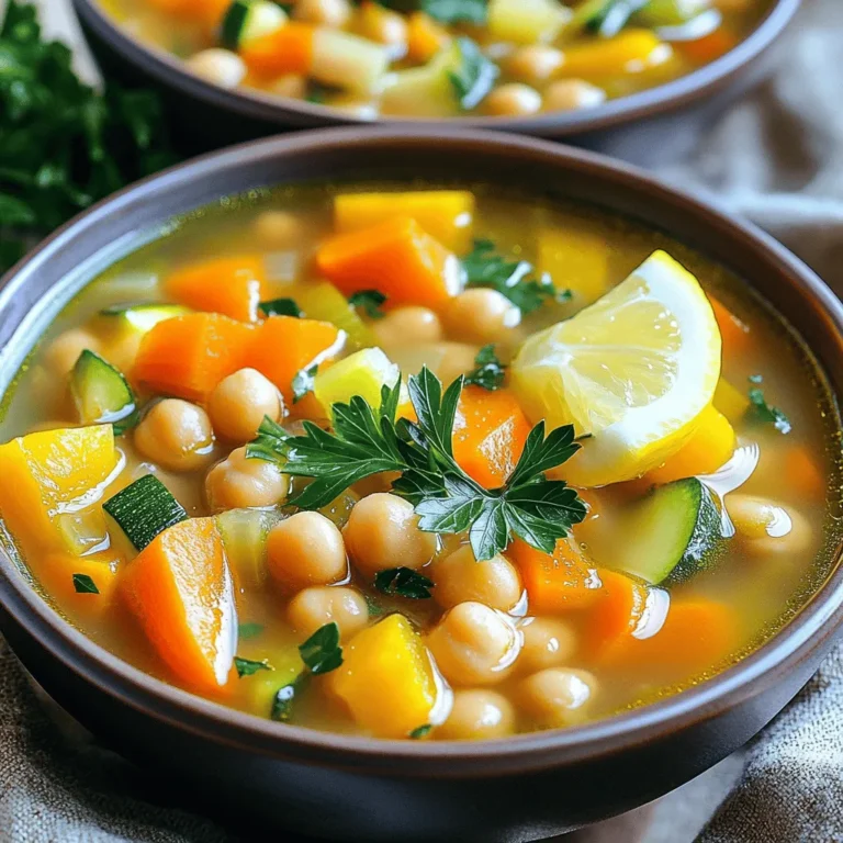 This soup is a powerhouse of protein. Here are the main ingredients that boost its protein content: - 1 can (15 oz) chickpeas, rinsed and drained - 1 cup lentils (green or brown), rinsed These two ingredients are key to making the soup filling and nutritious. Each chickpea and lentil adds fiber and plant-based protein. A mix of veggies adds flavor and texture to the soup. Here’s what you’ll need: - 1 medium onion, chopped - 2 cloves garlic, minced - 2 medium carrots, diced - 2 celery stalks, diced - 1 bell pepper (red or yellow), chopped - 1 zucchini, diced - 2 cups spinach or kale, chopped - 1 can (14 oz) diced tomatoes These vegetables not only enhance the taste but also provide vitamins and minerals. The colors and shapes make the soup visually appealing. Seasoning is key to great taste. For this soup, gather these flavor boosters: - 1 tablespoon olive oil - 1 teaspoon dried thyme - 1 teaspoon ground cumin - Salt and pepper to taste - Fresh lemon juice (from 1 lemon) Olive oil adds richness, while thyme and cumin bring warmth and depth. A splash of lemon juice at the end brightens the flavors, making each bite refreshing. Start by washing your veggies well. I like to rinse everything under cool water. Chop the onion and garlic finely. This step adds great flavor. Dice the carrots and celery, then chop the bell pepper and zucchini. Having all your veggies ready makes cooking easier. In a large pot, heat one tablespoon of olive oil over medium heat. This oil adds a nice taste. Then, add the chopped onion and minced garlic. Sauté for about 3-4 minutes until the onion looks clear. Next, toss in the diced carrots, celery, and bell pepper. Cook these for another 5 minutes, so they get soft. After that, add the zucchini and cook for an extra 3 minutes. This keeps the veggie crunch. Now it’s time to add the protein. Stir in the chickpeas and lentils. Then, add the can of diced tomatoes with their juices. Pour in 6 cups of vegetable broth. Sprinkle in the dried thyme and ground cumin. Bring everything to a boil. Once boiling, lower the heat and let it simmer uncovered for 30-35 minutes. Stir it occasionally. This helps the flavors blend. When the lentils are soft, add the chopped spinach or kale. Season with salt, pepper, and a squeeze of fresh lemon juice. Simmer for 5 more minutes. This step brightens the soup's taste. Serve the soup hot in deep bowls. A sprinkle of fresh herbs on top makes it look nice. Enjoy your hearty, high-protein vegetable soup! You can add more protein to your soup easily. Consider these options: - Tofu or Tempeh: Cube firm tofu or tempeh and add it to the pot. Both soak up flavor well. - Quinoa: Substitute lentils with quinoa. It cooks quickly and adds a nutty taste. - Nuts or Seeds: Top your soup with roasted nuts or seeds for crunch and protein. - Protein Powder: Stir in a scoop of unflavored protein powder during cooking. It blends right in. These options enhance both taste and nutrition. Experiment with what you like best! Storing your soup properly keeps it fresh. Here are some tips: - Cool Before Storing: Let the soup cool to room temperature first. This prevents condensation in the container. - Use Airtight Containers: Transfer the soup to clean, airtight containers. This keeps out air and bacteria. - Label and Date: Write the date on the container. This helps you know when to use it. - Refrigerate or Freeze: Store in the fridge for up to 5 days. For longer, freeze it for up to 3 months. Follow these steps, and your soup will taste great later! Garnishing makes your soup look appealing. Here are some easy ideas: - Fresh Herbs: Sprinkle chopped parsley or cilantro on top. This adds color and flavor. - Lemon Wedges: Serve with a wedge of lemon. A squeeze of lemon brightens the soup. - Croutons: Add crunchy croutons for texture. They make a nice contrast to the soup. - Drizzle of Olive Oil: A swirl of good olive oil adds richness and shine. These simple touches can elevate your soup from good to great! {{image_2}} You can switch chickpeas and lentils for other proteins. Try using black beans, kidney beans, or quinoa. These options add flavor and keep the protein high. If you want a meat option, add diced chicken or turkey. Tofu is a great choice too. It absorbs flavors well and gives a nice texture. Feel free to change the veggies in the soup. If you don’t like zucchini, use squash or green beans. You can also add sweet potatoes or peas for a sweet touch. Think about using broccoli or cauliflower for added crunch. The key is to keep it colorful and fresh. For some heat, add red pepper flakes or diced jalapeños. This will wake up your taste buds! If you prefer creamy soup, blend part of the soup after it cooks. You can also add a splash of coconut milk or heavy cream for richness. Both options will give your soup a new twist. To keep your soup fresh, store it in airtight containers. Make sure the soup cools down first. Once cool, pour it into containers and seal them. I recommend labeling each container with the date. This way, you can track how long it's been stored. Leftover soup can stay good in the fridge for about three to four days. Freezing is a great way to keep your soup longer. Use freezer-safe containers or bags. Make sure to leave space at the top for expansion. You can also freeze portions for easy meals later. When properly sealed, your soup can last in the freezer for up to three months. Just remember to label each bag with the date. When you're ready to enjoy your soup again, take it out of the fridge or freezer. If frozen, let it thaw in the fridge overnight. To reheat, warm it on the stove over low heat. Stir it often for even warming. You can also use the microwave. Just heat it in short bursts and stir in between. If the soup seems thick, add a splash of water or broth to bring it back to the right texture. This keeps all the flavors fresh and tasty! Yes, you can use frozen vegetables. They are quick and easy. Frozen veggies often have great flavor and nutrients. Just add them when you normally add the fresh vegetables. They will cook well in the soup. This soup pairs well with many sides. You can serve it with crusty bread. A fresh salad also works great. For a heartier meal, add a grilled cheese sandwich. These options will fill you up and taste amazing together! Yes, this soup is perfect for meal prep. You can make a big batch and store it. Keep it in airtight containers in the fridge. It lasts about five days. You can also freeze portions for later. This way, you have a tasty, healthy meal ready to go! In this blog post, we explored high-protein vegetable soup. We looked at ingredients, cooking steps, and tips to enhance flavor. You can use fresh vegetables and protein sources to make this soup tasty and fill your bowl with nutrition. Remember to store leftovers well for another meal. Don't forget to try different versions to suit your taste. With this guide, you can create a soup that's both healthy and satisfying any time. Enjoy your cooking adventures!
