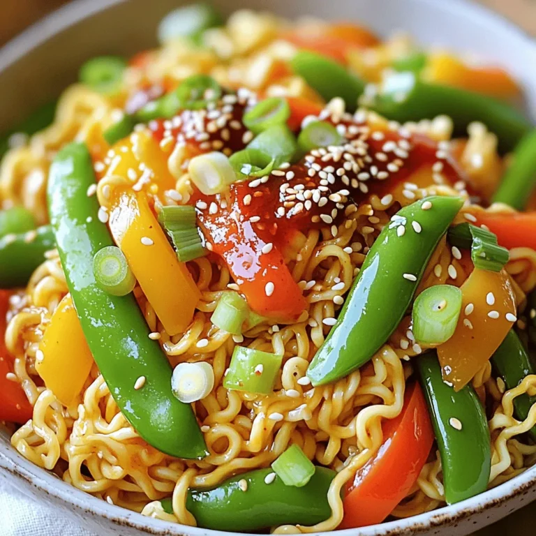 - 2 packets of instant ramen (no seasoning) - 2 tablespoons chili crisp sauce - 1 tablespoon soy sauce - 1 teaspoon sesame oil - 1 cup cooked chicken, shrimp, or tofu - 1 cup mixed vegetables (bell peppers, snap peas, carrots) - 2 green onions, sliced - 2 cloves garlic, minced - Sesame seeds for garnish - Salt and pepper to taste To make Minute Chili Crisp Ramen Stir-Fry, you need a few key items. First, grab two packets of instant ramen. Make sure to toss the seasoning packets; we won’t use them here. Next, you need chili crisp sauce, soy sauce, and sesame oil for the base flavors. For added nutrition, consider using one cup of mixed vegetables. This can include bell peppers, snap peas, and carrots. If you want more protein, feel free to add one cup of cooked chicken, shrimp, or tofu. To finish, gather green onions, minced garlic, sesame seeds, and salt and pepper. These will enhance the taste and make your dish pop. Using these ingredients, you will create a quick meal full of flavor and color. The mix of textures from the crunchy vegetables and chewy ramen will make every bite enjoyable. Plus, you can adjust the spice level by adding more or less chili crisp sauce, making this dish your own. Start by boiling water in a pot. Once the water bubbles, add the ramen. Cook it for about 3 to 4 minutes, following the package instructions. After cooking, drain the ramen and toss it with a bit of sesame oil. This keeps the noodles from sticking together. Next, grab a large skillet or wok. Heat 1 tablespoon of oil over medium-high heat. Add 2 cloves of minced garlic. Stir it for about 30 seconds. You want it to smell great but not burn. After that, add 1 cup of mixed vegetables. This can be bell peppers, snap peas, or carrots. Stir-fry them for about 3 to 4 minutes. They should look bright and be a bit tender. If you want to add protein, like cooked chicken, shrimp, or tofu, toss it in now to heat it up. Now it's time to bring everything together. Add the cooked ramen to the skillet with the veggies. Pour in 2 tablespoons of chili crisp sauce and 1 tablespoon of soy sauce. Stir-fry everything for another 2 to 3 minutes. Make sure the ramen is well-coated and heated through. Taste it and add salt and pepper if you need more flavor. For the final touch, garnish with sliced green onions and a sprinkle of sesame seeds. Serve it hot and enjoy your meal! To keep your stir-fry crunchy, do not overcook the vegetables. Sauté them just until they turn bright and tender. This usually takes about 3-4 minutes. The snap peas and bell peppers should still have a bite. This adds texture and freshness to your dish. Want more heat? Adjust the amount of chili crisp sauce. Start with two tablespoons, then taste it. If you like it spicier, add more. This way, you control the heat level. It’s all about finding your perfect balance. For a beautiful serving, use bowls. Create a mound of ramen in each bowl. Drizzle extra chili crisp sauce on top for color and flavor. Garnish with sliced green onions and sesame seeds. This makes your meal pop and look appetizing. {{image_2}} You can switch up the protein in your Minute Chili Crisp Ramen Stir-Fry. If you want a vegan dish, just skip the meat. You can use plant-based proteins like tempeh or seitan. They add great texture and flavor. If you prefer protein, cooked chicken, shrimp, or tofu works well too. Each option gives a different taste and feel to the dish. Feel free to play with the veggies! You can use any mix that you like. Some tasty choices include broccoli, zucchini, or mushrooms. They all add color and crunch. You could also try leafy greens like spinach or bok choy. These vegetables cook quickly and mix well with the ramen. Looking to change up the flavor? You can add more sauces or spices. Try adding hoisin or oyster sauce for a sweet touch. You could also use sriracha if you want more heat. Mixing in some ginger or lime juice can brighten the dish. These changes will help you find a flavor that matches your taste. To keep your Minute Chili Crisp Ramen Stir-Fry fresh, store it in an airtight container. Let it cool down first. Once cool, seal it up and place it in the fridge. This way, it stays tasty for up to three days. If you want to save it longer, follow the freezing tips below. When it's time to eat your leftovers, reheat them in a pan. Add a splash of water or a bit of oil to keep it moist. Heat on medium until warm. Stir gently to avoid sticking. You can also use the microwave. Heat in short bursts, stirring in between. This method keeps the ramen from turning mushy. To freeze the stir-fry, make sure it cools completely first. Portion it into freezer-safe bags or containers. Remove all air to prevent freezer burn. It can last up to three months in the freezer. When you're ready to eat, thaw it in the fridge overnight. Reheat as mentioned above for the best results. This dish takes only 15 minutes to make. You will spend about 10 minutes prepping and cooking. The ramen cooks in just 3-4 minutes. Sautéing the veggies and mixing it all takes another 5-6 minutes. Yes, you can easily make it vegetarian or vegan. Swap the chicken, shrimp, or tofu for your favorite plant-based protein. You can use tempeh or edamame as great options. For sauces, ensure your soy sauce is vegan. Check the label for any animal products. Chili crisp sauce is a spicy, crunchy condiment made from chili peppers, oil, and garlic. It adds heat and flavor to dishes. You can find it in Asian grocery stores or in the international aisle of many supermarkets. Look for brands that use quality ingredients for the best taste. This blog post covered the easy steps to make Minute Chili Crisp Ramen Stir-Fry. You learned about the key ingredients, how to cook the ramen, and some handy tips. From choosing proteins to adding veggies, the options are vast. Don't forget to store leftovers properly, so they stay fresh. I hope you feel inspired to try this tasty recipe and make it your own. With just a little effort, a delicious meal is yours!